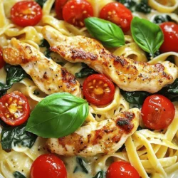 To make Marry Me Chicken Pasta, you need the following items: - 2 boneless, skinless chicken breasts - 2 tablespoons olive oil - Salt and pepper to taste - 1 teaspoon garlic powder - 1 teaspoon Italian seasoning - 1 cup cherry tomatoes, halved - 3 cups fresh spinach - 1 cup heavy cream - 1 cup grated Parmesan cheese - 8 ounces fettuccine pasta - Fresh basil leaves for garnish