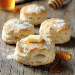 To make fluffy biscuits, gather these key items: - 2 cups all-purpose flour - 1 tablespoon baking powder - 1 teaspoon baking soda - 1 teaspoon salt - 1/4 cup cold unsalted butter, cubed - 3/4 cup buttermilk (you can use regular milk with a splash of lemon juice) - 1 tablespoon honey (optional, to add sweetness) - Extra flour for dusting These ingredients work together to create a light and airy texture. The buttermilk adds a slight tang and helps with rising. Cold butter is crucial because it creates flaky layers. If you need to swap ingredients, here are some ideas: - Flour: You can use whole wheat flour, but it may change the texture. - Baking powder: If you run out, use 1/4 teaspoon baking soda and 1/2 teaspoon vinegar. - Butter: Coconut oil or shortening can replace butter. - Buttermilk: Mix regular milk with vinegar or yogurt for a quick substitute. These swaps can help you stay flexible in the kitchen while still making tasty biscuits. When selecting your ingredients, keep these tips in mind: - Flour: Look for a brand that is finely milled for the best texture. - Baking powder: Check the expiration date for freshness. Old baking powder may not rise well. - Butter: Choose unsalted butter to control the salt level in your biscuits. - Buttermilk: If using store-bought buttermilk, check for a creamy texture. Choosing quality ingredients sets the foundation for great flavor and texture. This attention to detail makes a noticeable difference in your final biscuits. For the complete process, see the Full Recipe. To make fluffy homemade biscuits, follow these simple steps. First, preheat your oven to 450°F (232°C). Line a baking sheet with parchment paper to prevent sticking. In a large bowl, mix 2 cups of all-purpose flour, 1 tablespoon of baking powder, 1 teaspoon of baking soda, and 1 teaspoon of salt. This mix creates the base for your biscuits. Next, add 1/4 cup of cold, cubed unsalted butter. Use a pastry cutter or your fingers to blend until it looks like coarse crumbs. Now, pour in 3/4 cup of buttermilk. If you don’t have buttermilk, mix regular milk with a splash of lemon juice. You can add 1 tablespoon of honey for a hint of sweetness. Use a wooden spoon to stir gently until just combined. Your dough will be a bit sticky, which is perfect! On a floured surface, turn out the dough and pat it into a rectangle, about 1-inch thick. Be careful not to overwork the dough. This keeps your biscuits light and fluffy. Fold the dough over itself 3-4 times to create layers, which add flakiness. Then roll it out again into a 1-inch thick rectangle. Using a round biscuit cutter or a glass, cut out biscuits. Place them on your prepared baking sheet. Press the cutter straight down without twisting for the best rise. Gather any scraps, re-roll, and cut more biscuits. Bake for 12-15 minutes. Look for golden brown tops. Enjoy your warm biscuits with butter, jam, or honey. - Mixing Dry Ingredients: Make sure to whisk the dry ingredients well. This helps the baking powder and soda distribute evenly. - Butter Temperature: Keep your butter cold. This helps create flaky layers. - Handling the Dough: Always handle the dough gently. Overworking it can make your biscuits tough. - Cutting the Biscuits: Use a sharp cutter. A dull cutter can squash the dough and prevent rising. - Baking Time: Keep an eye on the biscuits. Ovens vary, so check them a couple of minutes early. - Using Warm Butter: Warm butter can lead to flat biscuits. Always use cold butter. - Not Measuring Ingredients: Accurate measurements are key. Use dry measuring cups for flour. - Overmixing the Dough: Stop mixing as soon as the dough comes together. Overmixing can ruin texture. - Twisting the Cutter: Twisting when cutting can seal the edges. This stops the biscuits from rising properly. - Skipping the Oven Preheat: Always heat your oven first. A hot oven is crucial for a good rise. Follow these steps, tips, and avoid common mistakes. Soon, you'll be enjoying delicious, fluffy homemade biscuits. For the complete recipe, check out the Full Recipe. To make your biscuits fluffy, use cold butter. Cold butter creates steam when baking, which helps the biscuits rise. Cut the butter into the flour mixture until it looks like coarse crumbs. This step is key for lightness. Fold the dough over itself multiple times to create layers. These layers help make each biscuit flaky and airy. To keep your biscuits moist, don’t overmix the dough. Stir just enough to combine the wet and dry ingredients. Also, using buttermilk adds moisture, making biscuits tender. If you want a touch of sweetness, add honey to the mix. This can help keep the biscuits soft and flavorful. Ovens can vary in heat. If your oven runs hot, check biscuits a few minutes early. If your oven is cooler, they may need extra time. Always look for golden tops as a sign they are done. For even baking, try rotating the baking sheet halfway through. This helps ensure all biscuits bake evenly. {{image_2}} The buttermilk biscuit recipe is a classic. It gives a rich flavor and fluffy texture. When you mix buttermilk with baking soda, it creates a great rise in your biscuits. This recipe uses simple ingredients like flour, butter, and buttermilk. If you need gluten-free biscuits, you can swap regular flour for a gluten-free blend. Look for one that has xanthan gum, as it helps bind the ingredients. Use the same amount as you would with regular flour. This keeps your biscuits light and fluffy, just like the original recipe. You can make biscuits sweet or savory. For sweet biscuits, add chocolate chips or dried fruit. A little honey or sugar can also add sweetness. For savory options, mix in cheese or herbs. Try cheddar and chive for a tasty twist. You can even add cooked bacon for extra flavor. Explore these variations to find your favorite! For the full recipe, check out the Fluffy Buttermilk Biscuits 🥯 section. To keep your biscuits fresh, store them in an airtight container. This keeps out air and moisture. Place a paper towel inside to absorb extra moisture. Biscuits stay soft for about two days at room temperature. If you want them to last longer, refrigerate them. Just remember to wrap them tightly. To reheat your biscuits, preheat the oven to 350°F (175°C). Place the biscuits on a baking sheet. Heat them for about 5 to 10 minutes. This warms them through and keeps them fluffy. You can also use a microwave for quick heating. Just wrap them in a damp paper towel and heat for about 15 seconds. Freezing biscuits is a great way to save some for later. After baking, let them cool completely. Wrap each biscuit in plastic wrap and place them in a freezer bag. Make sure to remove as much air as possible. You can freeze them for up to three months. To use, thaw them in the fridge overnight, then reheat as mentioned earlier. Enjoy your homemade biscuits anytime! For the full recipe, check out the Fluffy Buttermilk Biscuits 🥯 section. If your biscuits turn out too dense, don’t worry! You can fix this. First, check your measurements. Too much flour can weigh them down. Make sure to use a light hand when measuring. Next, use fresh baking powder. Old baking powder loses its power. You can also try cutting the butter into smaller pieces. This helps create more air pockets, which makes them fluffier. Lastly, don’t over-mix the dough. Mix just until combined to keep them light. Yes, you can still make great biscuits without buttermilk! If you don’t have any, use regular milk. Just add a splash of lemon juice or vinegar to it. Let it sit for about five minutes. This will mimic buttermilk's tangy taste and help with rise. You can also use yogurt or sour cream. Just thin them out with a little water or milk until you get a smooth consistency. You will know your biscuits are done when they look golden brown on top. If you press them gently, they should feel firm but soft. You can also check the bottom. It should be lightly browned. If you want to be sure, you can insert a toothpick into the center. If it comes out clean, your biscuits are ready. Enjoy them warm from the oven! You learned about the key ingredients for great biscuits and their best substitutes. I detailed each step to make perfect homemade biscuits and ways to avoid common mistakes. You discovered helpful tips to achieve a light and fluffy texture, along with various biscuit recipes to try. Proper storage and reheating methods ensure your biscuits stay fresh. Remember, practice makes perfect. With these guidelines, you can bake delicious biscuits every time. Enjoy your baking journey!