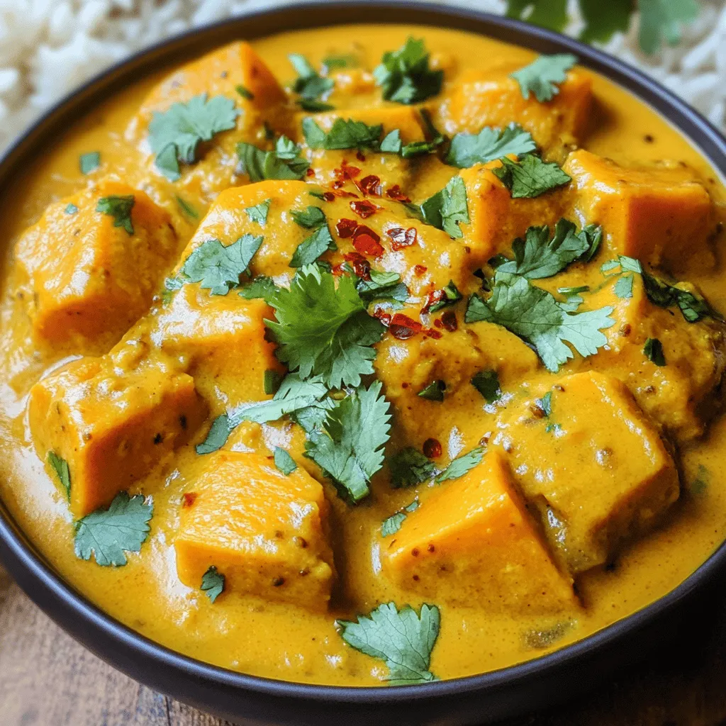 - 2 cups pumpkin, peeled and cubed - 1 cup canned coconut milk - 1 medium onion, finely chopped - 2 cloves garlic, minced - 1 tablespoon ginger, grated - 1 tomato, chopped - 1 teaspoon mustard seeds - 1 teaspoon cumin seeds - 1 teaspoon turmeric powder - 1 teaspoon garam masala - 1 teaspoon red chili powder - 1 cup spinach - Salt to taste - Fresh cilantro for garnish - 1 cup vegetable broth or water - 2 tablespoons vegetable oil Gather all your ingredients before you start cooking. This one pot recipe makes it easy to create a warm, hearty dish. You can use fresh or canned pumpkin, but canned saves time. Coconut milk adds a creamy touch and balances the spices. The mustard and cumin seeds give a nice crunch. Don't skip the ginger and garlic; they bring great flavor. If you want to add more greens, spinach works well. For a touch of color, fresh cilantro makes a lovely garnish. Adjust the salt to your taste. Remember to have your vegetable broth or water ready to add to the pot. For the full recipe, check the link provided. Now that you have your ingredients, let’s get cooking! - Heat 2 tablespoons of vegetable oil in a large pot over medium heat. - Add 1 teaspoon of mustard seeds and 1 teaspoon of cumin seeds. Let them crackle for about 30 seconds. - Sauté 1 medium onion, chopped, along with 2 cloves of minced garlic and 1 tablespoon of grated ginger. Cook until the onion is soft and translucent, which takes about 5 minutes. - Stir in 1 chopped tomato and cook for about 3-4 minutes until it becomes soft. - Add 1 teaspoon of turmeric powder, 1 teaspoon of garam masala, 1 teaspoon of red chili powder, and salt to taste. Mix well and cook for an additional minute to release the spices' aroma. - Add 2 cups of cubed pumpkin into the pot, mixing it well with the spices. - Pour in 1 cup of canned coconut milk and 1 cup of vegetable broth. Stir and bring the mixture to a gentle boil. - Reduce the heat to low. Cover the pot and let it simmer for 20-25 minutes until the pumpkin is tender. If you want, add 1 cup of spinach in the last 5 minutes of cooking. - Taste the curry and adjust the seasoning as needed. If you prefer a creamier texture, use a potato masher to mash some of the pumpkin. - Garnish with fresh cilantro before serving. This Indian Pumpkin Curry is a simple, wholesome meal that you can easily make in one pot. For a complete guide, check out the Full Recipe. - Experiment with adding lime juice for brightness. This small touch can lift the dish. - Consider adding a dash of sugar for balance. It helps to round out the flavors. - Adjust liquid quantities for desired thickness. More broth makes it soupier. - Use a potato masher for a creamier texture. This creates a lovely mouthfeel. - Pair with steamed basmati rice or naan. Both options soak up the curry well. - Garnish with additional cilantro or red chili flakes for visual appeal. This adds color and freshness. For the full recipe, check out Spiced Pumpkin Delight Curry. {{image_2}} You can make this curry even better by adding different veggies. Sweet potatoes or carrots give the dish a nice sweetness. Both add a lovely color and flavor. For a healthy boost, throw in some spinach or kale. They blend well with the pumpkin and add nutrients. Want to make your curry heartier? Add chickpeas or lentils. They give you protein and a nice texture. If you prefer meat, grilled chicken works great. It adds flavor and makes it more filling. Do you like it spicy? Adjust the red chili powder to your taste. You can add more if you want a kick. For a richer flavor, sprinkle in some extra garam masala. It enhances the aroma and taste of the curry. Store any leftover Indian Pumpkin Curry in airtight containers. It stays fresh in the refrigerator for up to 4 days. This helps keep the flavors intact and makes for a quick meal option later. If you want to save some curry for later, freeze it in portions. This method makes reheating easy. The curry lasts up to 2 months in the freezer. Just make sure to label the containers with the date. To enjoy your curry again, reheat it on the stovetop or in the microwave. If using the stovetop, warm it on low heat, stirring often. For the microwave, heat until it’s piping hot. Always check that it’s heated through before serving. Feel free to explore [Full Recipe] for more details about the dish! Yes, fresh pumpkin can be used; just ensure it's diced evenly. Fresh pumpkin gives a nice texture and flavor. I like to peel and cube it before cooking. This way, it cooks evenly and blends well with spices. Yes, the Indian Pumpkin Curry is both vegetarian and vegan-friendly. It uses coconut milk and veggies. You can enjoy this dish without any animal products. It’s a great meal option for everyone. Absolutely! Increase the amount of red chili powder or add fresh chilies. If you love spicy food, go for it! Start with a little and taste as you go. You can always add more heat. Use a potato masher to mash some pumpkin or add more coconut milk. Mashing some pumpkin gives it a creamy texture. You can also let it simmer longer to reduce the liquid. This dish pairs well with rice, naan, or flatbreads. I love serving it with fluffy basmati rice. You can also try it with warm naan for a perfect bite. Enjoy your meal! This Indian Pumpkin Curry blends rich flavors and simple steps. You learned how to create a tasty dish with various spices, plus options for protein or veggies. Remember, you can adjust spice levels to suit your taste. Storing leftovers is easy too, so enjoy this meal multiple times. Don't hesitate to experiment and make it your own. Cooking should be fun, and this recipe makes that happen.