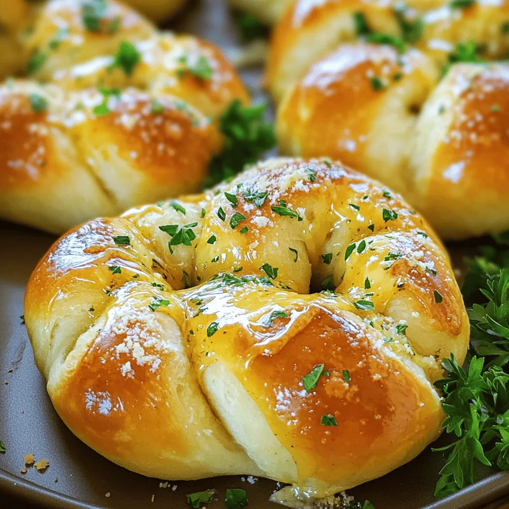 To make these tasty garlic knots, you will need: - 1 package (1.5 lbs) pizza dough (store-bought or homemade) - 4 tablespoons unsalted butter, melted - 5 cloves garlic, minced - 1 teaspoon dried oregano - 1 teaspoon dried basil - 1 teaspoon garlic powder - Salt, to taste - Freshly cracked black pepper, to taste - Fresh parsley, chopped (for garnish) - Grated Parmesan cheese (optional, for serving) If you want to switch up the pizza dough, you can use bread dough or even biscuit dough. Both options work well for garlic knots. Just make sure the dough is soft and easy to shape. When you select herbs and garlic, look for bright green leaves and firm bulbs. Fresh garlic should feel hard and not sprout. For herbs, smell them! Fresh herbs should have a strong aroma. This will add more flavor to your knots. If you can’t find fresh parsley, try using chives or thyme. They give a nice taste too. With these tips, you can create the best garlic knots ever. For the full recipe, check the section above. To make garlic knots, we start with the dough. You can use store-bought pizza dough or make your own. If you choose store-bought, let it sit for about 30 minutes. This makes it easier to work with. Next, sprinkle some flour on your counter. Roll out the dough into a rectangle, about ½ inch thick. Then, slice the dough into strips that are about 1 inch wide and 5-6 inches long. Now comes the fun part! Take each strip and tie it into a knot. Tuck the ends underneath to keep them secure. Place each knot on a baking sheet lined with parchment paper. This helps with clean-up later. Preheat your oven to 400°F (200°C). This step is key for crispy knots. While the oven heats, prepare the garlic butter mix. In a small bowl, combine melted butter, minced garlic, oregano, basil, garlic powder, and a pinch of salt and pepper. Once the oven is ready, brush the garlic butter mixture over each knot. Make sure to cover them well! Bake the knots for 15-18 minutes. They should look golden and puffed when done. When the garlic knots finish baking, take them out of the oven. Brush them with any leftover garlic butter. This adds more flavor. Garnish with chopped parsley for a fresh touch. If you like, sprinkle some grated Parmesan cheese on top. Serve the knots warm. They are a tasty treat and perfect for sharing. Enjoy your garlic knots! To make great garlic knots, avoid common mistakes. First, don’t skip the dough resting time. Letting the dough relax helps it rise better. If you roll the dough too thin, knots won’t puff well. Aim for a thickness of about half an inch. Another tip is to tie the knots gently. Pulling too tight can make them dense. You want them fluffy and airy. Use fresh dough for the best texture. If your dough seems old, it may not rise properly. To make your garlic knots even better, think about adding spices. Red pepper flakes can give a nice kick. You can also add fresh herbs, like thyme or rosemary, for an earthy taste. When making the garlic butter, customize it to your liking. Mix in some lemon zest for a bright twist. You could also swap out regular butter for herb-infused olive oil. This adds a unique flavor and keeps things light. For the full recipe, check out the detailed instructions above. Enjoy crafting your own garlic knots! {{image_2}} You can easily add flavor to your garlic knots. One of the best ways is to incorporate cheese. Try adding mozzarella inside the dough before tying the knots. For a cheesy twist, sprinkle some grated Parmesan on top before baking. You can also mix different herbs into your garlic butter. Adding red pepper flakes gives a nice kick. Another fun option is to stuff the knots with cooked spinach or sun-dried tomatoes. This adds a burst of flavor. You can experiment with smoked gouda or feta cheese for a unique taste. If you need gluten-free options, use gluten-free pizza dough. Many brands offer good choices at stores. Just make sure to follow the package instructions for best results. For vegan alternatives, replace butter with olive oil or vegan butter. Nutritional yeast is a great substitute for cheese. It adds a cheesy flavor without dairy. You can also use non-dairy milk to brush on the knots for added richness. Making these simple changes lets everyone enjoy garlic knots. You can find the full recipe to explore more ways to delight your taste buds! To keep garlic knots fresh, you need to store them right. Let the knots cool down first. Place them in an airtight container. You can keep them in the fridge for up to three days. If you want to keep them longer, freeze them! Wrap each knot in plastic wrap and put them in a freezer bag. They can stay frozen for up to three months. When you're ready to eat, just take out what you need. Reheating garlic knots can be easy and quick. To keep the texture nice, use the oven. Preheat your oven to 350°F (175°C). Place the knots on a baking sheet. Bake them for about 10 minutes. This way, they will get warm and stay soft. You can also use a microwave. Just heat them for about 20-30 seconds. But be careful! They might get a bit chewy this way. For the best taste, stick to the oven. Enjoy your garlic knots warm and tasty! What should I serve with garlic knots? You can serve garlic knots with marinara sauce for dipping. They also pair well with a fresh salad or a warm bowl of soup. For a fun twist, try them with a cheese platter. Garlic knots are great as a snack, appetizer, or side dish. How long do garlic knots stay fresh? Garlic knots stay fresh for about 2 to 3 days at room temperature. To keep them longer, store them in an airtight container in the fridge. They will last for up to a week this way. If you want to keep them for even longer, freeze them in a zip-top bag for up to 3 months. Can I use homemade pizza dough for this recipe? Yes, you can use homemade pizza dough for garlic knots. In fact, it can give your knots a more personal touch. Just ensure the dough is well-kneaded and has risen properly before shaping the knots. Follow the same steps as you would with store-bought dough. What is the best way to make garlic knots crispy? To make garlic knots crispy, make sure to bake them until they are golden brown. Brush them with garlic butter before and after baking for extra flavor and crunch. Also, spacing the knots apart on the baking sheet helps them crisp evenly. You learned how to make delicious garlic knots with fresh ingredients and step-by-step instructions. We covered tips for perfect texture and flavor, plus fun variations to try. Remember to store your knots right for freshness and reheat them well. Making garlic knots can be easy and fun. With these methods, you can enjoy a tasty treat at home anytime. Now, go and impress your family and friends with your new skills!