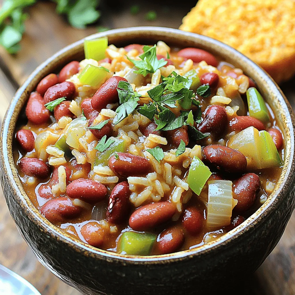 - 1 cup dried red kidney beans (or 2 cans, drained and rinsed) - 1 tablespoon olive oil - 1 medium onion, diced - 2 cloves garlic, minced - 1 green bell pepper, diced - 1 stalk celery, diced - 1 teaspoon smoked paprika - 1/2 teaspoon dried thyme - 1/2 teaspoon cayenne pepper (adjust to taste) - 1 bay leaf - 4 cups vegetable broth (or chicken broth) - 1 cup long-grain white rice - Salt and pepper to taste - Fresh parsley, chopped (for garnish) Gathering these ingredients is the first step to making red beans and rice. You have two choices for beans: dried or canned. If you pick dried beans, you must soak them overnight. This helps them cook better. Canned beans save time and work just as well. You will also need some fresh veggies. The onion, garlic, bell pepper, and celery add great flavor. The spices, such as smoked paprika and cayenne, give the dish its warmth. Adjust the cayenne to match your taste. The broth adds depth. You can use vegetable or chicken broth, depending on your preference. Finally, long-grain white rice ties everything together. This recipe makes four servings, so it’s perfect for a family meal. Don't forget the garnish! Chopped parsley adds a nice touch. For the complete recipe, check out the full recipe. - Calories per serving: Approximately 350 - Protein: 12g - Carbohydrates: 60g - Fat: 6g - Vitamins and minerals: Good source of fiber, iron, and vitamin C This dish is hearty and filling. It provides a great mix of protein, carbs, and healthy fats. Each serving has a good amount of fiber, which is great for digestion. You also get iron and vitamin C from the veggies. Enjoy this tasty and nutritious meal! To start, you must decide between using dried beans or canned beans. If you choose dried beans, rinse them well and soak them overnight. This step helps soften the beans and cuts down cooking time. If you use canned beans, you can skip soaking and move straight to cooking. Just remember to drain and rinse them before adding them to the pot. Next, it’s time to chop and prepare your vegetables. You will need one medium onion, two cloves of garlic, one green bell pepper, and one stalk of celery. Dice them into small pieces. This helps them cook evenly and blend well in the dish. Having everything prepped makes cooking smoother and more fun. Now, let’s get to the cooking! In a large pot or Dutch oven, heat one tablespoon of olive oil over medium heat. Once hot, add your diced onion, garlic, green bell pepper, and celery. Sauté these for about five to seven minutes, until they soften and smell great. After that, stir in one teaspoon of smoked paprika, half a teaspoon of dried thyme, half a teaspoon of cayenne pepper, and one bay leaf. Let these spices toast in the pot for a minute. This step adds depth to the flavor. Next, if you used dried beans, add them in now along with four cups of vegetable broth. If you’re using canned beans, wait until later to add them. Bring the mixture to a boil, then lower the heat. Let it simmer uncovered for about thirty minutes. This allows the beans to soften and the flavors to mix nicely. After thirty minutes, it’s time to stir in one cup of long-grain white rice. Cover the pot and let it simmer for another twenty to twenty-five minutes. The rice will cook and absorb all those lovely flavors. If you used canned beans, add them in the last five minutes to heat through. Finally, taste your dish and add salt and pepper as needed. Don’t forget to remove the bay leaf before serving. Enjoy your hearty red beans and rice! For the full recipe, check out the [Full Recipe]. To get the best texture in your beans, soak dried beans overnight. This helps them cook evenly. If you use canned beans, drain and rinse them well. This step removes excess sodium and helps with flavor. For perfect rice, use long-grain white rice. Rinse it under cold water before cooking. This removes extra starch and keeps the rice fluffy. When you add rice to your dish, make sure to cover it. This keeps steam inside and cooks the rice evenly. To give your dish a personal touch, consider adding spices like cumin or oregano. These spices add warmth and depth. You can also mix in a bit of lemon juice. This will brighten the flavors and balance the meal. Balancing flavors is key. Taste as you cook. If you find it too spicy, add a bit of sugar. It helps tone down heat without taking away flavor. This small trick can elevate your red beans and rice. Garnish your dish with fresh parsley. It adds color and a fresh taste. You can also sprinkle some green onions on top for a nice crunch. For side dishes, cornbread is a classic choice. Its sweetness pairs well with the savory beans. You can also serve a simple green salad. This adds freshness and makes the meal light. For the full recipe, check out my detailed guide. Enjoy your cooking! {{image_2}} You can easily make red beans and rice meat-free. Start by using vegetable broth instead of chicken broth. This change keeps the dish rich and full of flavor. For protein, consider adding tofu or tempeh. Both options soak up flavors well and give a nice texture. You can cube the tofu and sauté it with the veggies. If you choose tempeh, crumble it and cook it with the spices. This will let all the flavors blend nicely. Don't forget to adjust the spices to make sure everything tastes great! If you like heat, there are easy ways to spice things up. You can add more cayenne pepper when cooking. This will give your dish a nice kick. Another option is to mix in hot sauce or fresh jalapeños. Slice them and stir them in during cooking for a burst of flavor. You can also serve your dish with extra hot sauce on the side. This way, everyone can add as much heat as they like. Just remember, spice can be strong, so start small and taste as you go! Red beans and rice can change based on where you are. In Creole cooking, you might find tomatoes added. This gives a different flavor and color to the dish. Cajun recipes often skip tomatoes and focus on spices. They may include andouille sausage for a smoky taste. You can also explore local specialties. In some areas, folks add local beans or spices unique to their culture. This adds personal flair to the dish. Don't be afraid to mix things up! Your red beans and rice can reflect your own style and taste. For the full recipe, check out the Savory Red Beans and Rice Delight. To store your red beans and rice, let it cool first. Place leftovers in airtight containers. This keeps the flavors fresh. Use glass containers or sturdy plastic ones. They help keep moisture in. Label your containers with the date. This way, you know when to use them. Generally, the dish lasts about 4 to 5 days in the fridge. Freezing red beans and rice is easy. Let the meal cool completely before freezing. Transfer it to freezer-safe bags or containers. Squeeze out extra air to avoid freezer burn. Seal them tightly and label with the date. It stays good for about 2 to 3 months. When you are ready to eat, remove it from the freezer. Thaw it in the fridge overnight. You can also use the microwave for quick thawing. Reheat on the stove over low heat. Add a splash of broth or water to keep it moist. Enjoy your comforting meal even after a long time! To make red beans and rice from scratch, follow these steps: 1. Soak the Beans: If using dried kidney beans, rinse and soak them overnight. If using canned beans, skip this step. 2. Sauté Vegetables: Heat olive oil in a large pot. Add diced onion, minced garlic, diced green bell pepper, and diced celery. Cook for about 5-7 minutes until soft. 3. Add Spices: Stir in smoked paprika, dried thyme, cayenne pepper, and a bay leaf. Cook for one more minute. 4. Add Beans and Broth: If using soaked beans, add them now with vegetable broth. If using canned beans, add them later. 5. Simmer: Bring the pot to a boil, then reduce heat. Simmer uncovered for about 30 minutes. 6. Add Rice: Stir in the rice and cover the pot. Let it simmer for 20-25 minutes until the rice is cooked. 7. Season and Serve: Taste and add salt and pepper. Remove the bay leaf before serving. This method gives you a tasty and hearty dish. You can find the Full Recipe to get all the details. You can serve red beans and rice with many great sides. Here are some popular options: - Cornbread: The soft texture pairs well. - Coleslaw: A crunchy side adds freshness. - Fried Plantains: Sweet and savory flavors balance the dish. - Green Salad: A crisp salad can lighten the meal. - Hot Sauce: For those who like it spicy, a splash adds heat. These sides make the meal more filling and enjoyable. Cooking red beans and rice takes about one hour. Here’s the breakdown: - Prep Time: 15 minutes for chopping and soaking. - Cooking Time: 45 minutes total. - 30 minutes to simmer the beans. - 20-25 minutes to cook the rice. In total, you can have a hearty meal ready in an hour! Yes, you can adapt this recipe for a slow cooker. Here’s how: 1. Prepare Beans: Soak dried beans overnight or use canned beans. 2. Sauté First: You can sauté the veggies and spices in a pan. This adds flavor. 3. Combine Ingredients: Add sautéed veggies, beans, broth, and rice to the slow cooker. 4. Cook: Set to low for 6-8 hours or high for 3-4 hours. This method is great for busy days. You’ll come home to a warm and tasty meal! This article provided a complete guide on making red beans and rice. We covered the ingredients, cooking steps, and tips for the best flavor. I shared ways to customize your dish, from vegetarian options to spicy twists. Proper storage methods help keep leftovers fresh, too. Enjoy this dish as a comforting meal or a festive side. With the right steps, you can create a satisfying, flavorful meal that your family will love. Start cooking and make your kitchen full of delicious smells!