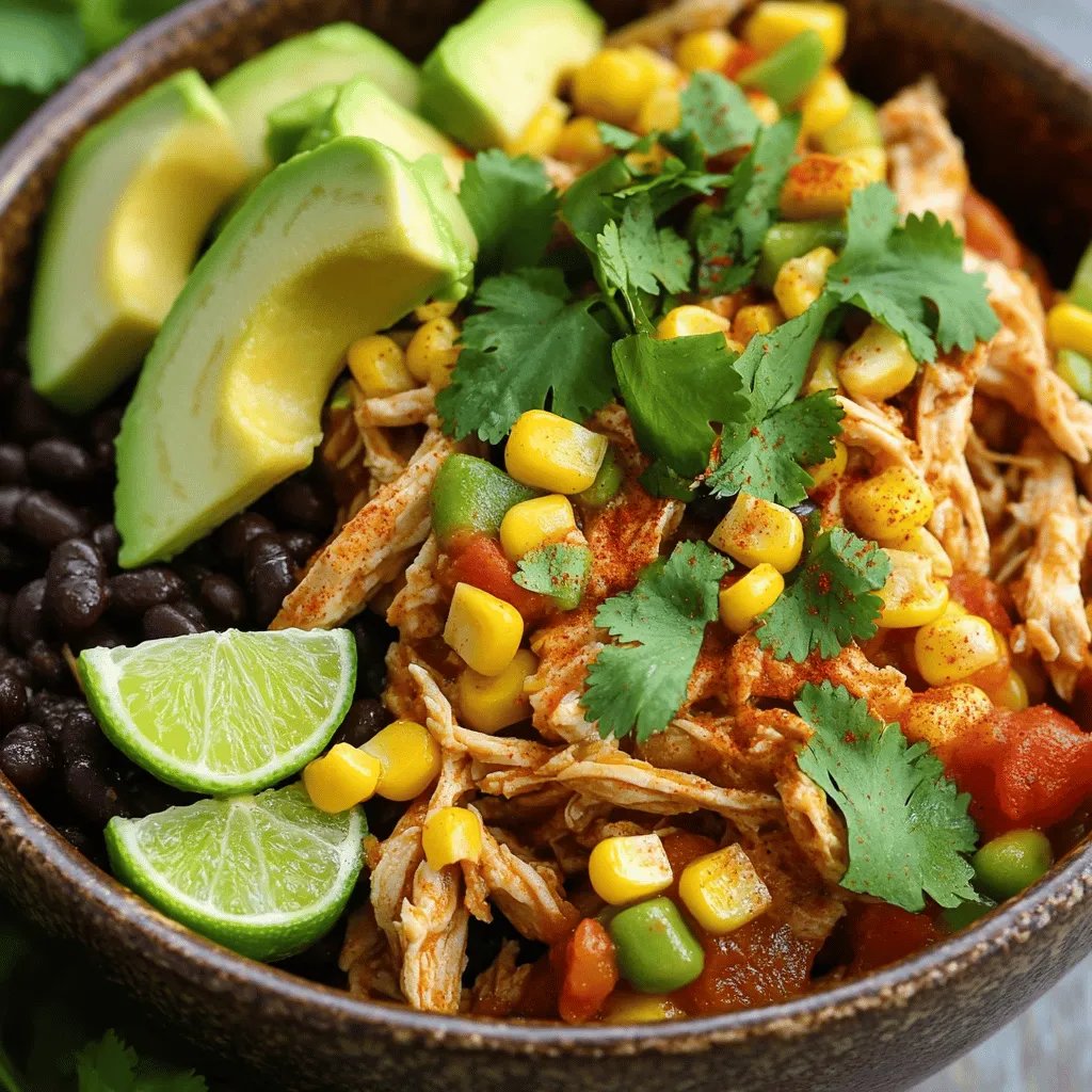 - 2 lbs boneless, skinless chicken breasts - 1 can (15 oz) black beans, drained and rinsed - 1 can (15 oz) diced tomatoes with green chilies - 1 cup corn kernels - 1 medium onion, diced - 3 cloves garlic, minced
