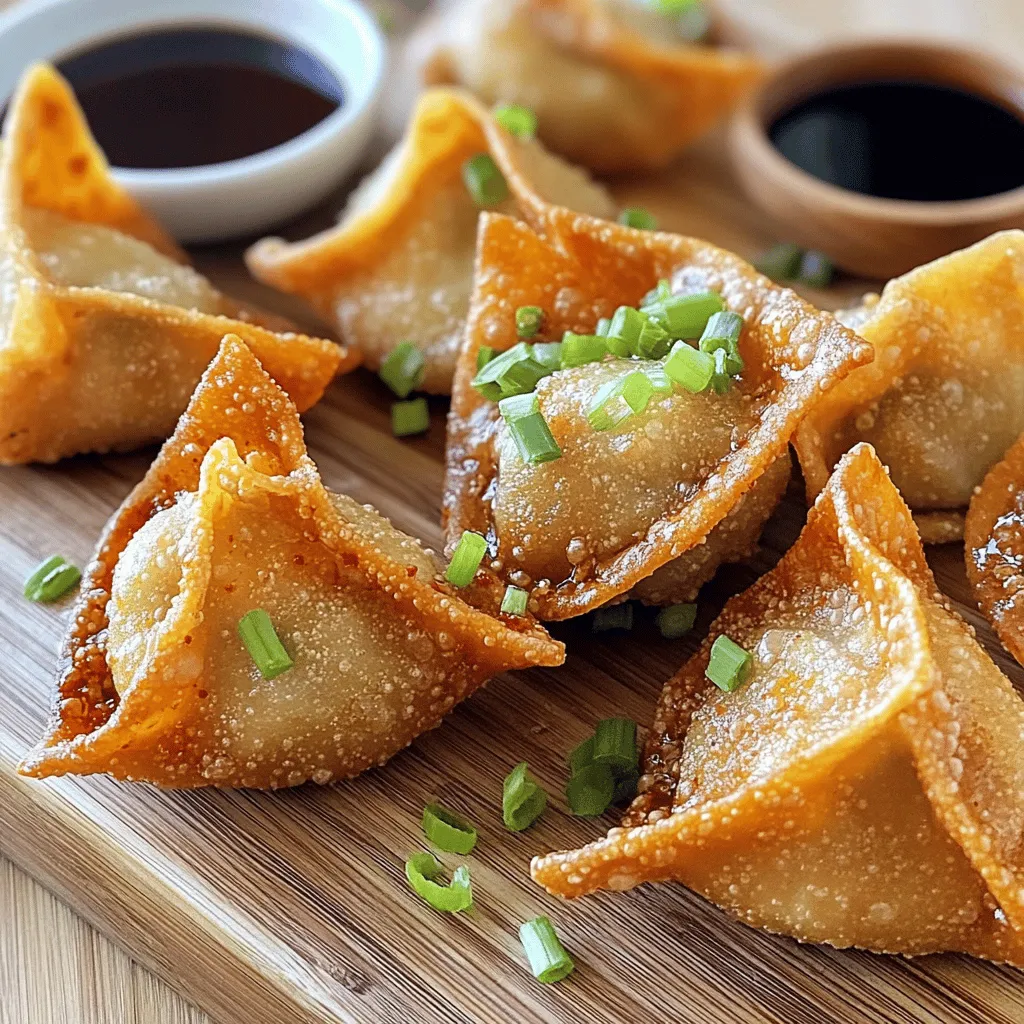 - <strong>Ground pork</strong> Ground pork is key to this recipe. It gives the wontons a rich flavor and juicy texture. Use pork with a bit of fat for the best taste.” /></p>
</p>
<h2>Variations</h2>
</p>
<h3>Alternative Protein Options</h3>
<p>You can switch out the ground pork for other proteins. Chicken works well and has a mild flavor. Shrimp adds a nice seafood twist. If you like plant-based meals, tofu is a great option. Just press the tofu to remove extra water, then crumble it. You can also use mushrooms for a savory, veggie-packed filling. This way, you cater to different tastes and diets.</p>
</p>
<h3>Spice Level Adjustments</h3>
<p>To make your wontons hotter, try different chili pastes. Sriracha gives a tangy kick. If you want more heat, add a pinch of cayenne or crushed red pepper. For a milder taste, reduce the chili paste amount. You can also mix in fresh diced jalapeños for a fun twist. Adjust the spice to match your heat preference.</p>
</p>
<h3>Creative Accompaniments</h3>
<p>Spicy pork wontons taste great with various side dishes. Try serving them with a crisp salad or steamed veggies. Rice or noodles make hearty sides too. For garnishing, sprinkle chopped green onions or sesame seeds on top before serving. A bright sauce, like a sweet chili dip, pairs perfectly with the spicy flavor. These touches will elevate your dish and delight your guests.</p>
</p>
<p>For the full recipe, check out the [Full Recipe].</p>
</p>
<h2>Storage Info</h2>
</p>
<h3>Storing Leftover Wontons</h3>
<p>After enjoying your spicy pork wontons, you may have some left. Store cooked wontons in an airtight container in the fridge. This keeps them fresh for up to three days. Just allow them to cool before sealing. If you want to save them for longer, freezing is a great choice. Lay the uncooked wontons on a baking sheet in a single layer. Freeze until solid, then transfer them to a freezer bag. They can last up to three months this way.</p>
</p>
<h3>Reheating Techniques</h3>
<p>When it’s time to eat your leftover wontons, reheating correctly is key. For frying, heat a little oil in a pan. Add the wontons and cook until they become crispy again. This method keeps them crunchy. If you use a microwave, place the wontons on a plate. Cover them with a damp paper towel. Heat for short intervals, about 30 seconds at a time. This helps prevent them from getting soggy. Enjoy your spicy pork wontons just like the first time!</p>
</p>
<h2>FAQs</h2>
</p>
<h3>How do I know when the wontons are done cooking?</h3>
<p>To check if your wontons are ready, focus on two cooking methods: boiling and frying.</p>
</p>
<p>– <strong>Boiling:</strong> Look for wontons that float to the top. This means they are cooked. Cook them for about 3-4 minutes.</p>
<p>– <strong>Frying:</strong> Watch for a golden brown color. Fry them for about 3-4 minutes on each side. The texture should be crispy and firm.</p>
</p>
<h3>Can I make spicy pork wontons in advance?</h3>
<p>Yes, you can prepare wontons ahead of time. Here are some best practices:</p>
</p>
<p>– <strong>Make and Store:</strong> After wrapping the wontons, place them on a baking sheet. Make sure they are not touching. Freeze them for about an hour. Once frozen, transfer them to a freezer bag. This keeps them from sticking together.</p>
<p>– <strong>Thawing:</strong> When ready to cook, you can fry or boil them directly from the freezer. If you thaw them first, they may become soggy.</p>
</p>
<h3>What are some common mistakes when making wontons?</h3>
<p>Avoid these common errors to ensure perfect wontons:</p>
</p>
<p>– <strong>Overfilling:</strong> Too much filling can cause the wontons to burst. Stick to about 1 teaspoon per wrapper.</p>
<p>– <strong>Sealing Issues:</strong> Not sealing the edges well can lead to leaks. Always moisten the edges with water before sealing.</p>
<p>– <strong>Cooking Temperature:</strong> If the oil is not hot enough, the wontons can become greasy. Aim for a temperature of around 350°F for frying.</p>
</p>
<p>For more detailed guidance, check out the Full Recipe.</p>
</p>
<p>Spicy pork wontons are a delightful dish. We explored essential ingredients, like ground pork and spices. You learned how to prepare the filling and wrap each wonton with care. Cooking techniques varied from frying to boiling, ensuring tender bites. We also shared tips for perfecting your creation, picking sauces, and discovering great combinations.</p>
</p>
<p>Try different proteins and spice levels for new flavors. Remember to store any extras properly and reheat them to keep that satisfying crunch. Enjoy your cooking journey and delight in every bite!</p>
<div id=