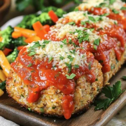 To make garlic Parmesan chicken meatloaves, gather these key ingredients: