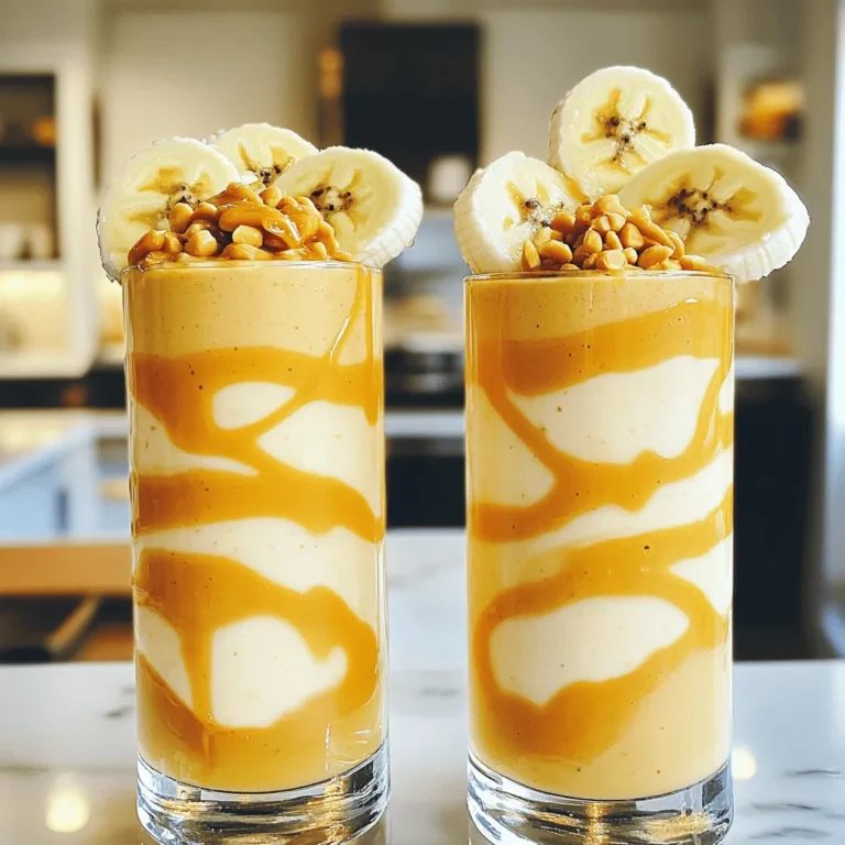 To make a tasty peanut butter banana smoothie, you need: - 2 ripe bananas, sliced and frozen - 2 tablespoons natural peanut butter - 1 cup almond milk (or milk of choice) - 1 tablespoon honey or maple syrup (optional for extra sweetness) - 1/2 teaspoon vanilla extract - A pinch of cinnamon (optional) - Ice cubes (optional, for a thicker texture) Using the right amounts matters for a great smoothie. Here are some tips: - Bananas should be ripe and frozen for creaminess. If you have fresh bananas, freeze them for a few hours. - Natural peanut butter is best for flavor. You can swap it with almond butter if you prefer. - Almond milk is light, but any milk works. Use coconut or soy milk if you like. - Honey or maple syrup adds sweetness. You can skip this if your bananas are very ripe. - Vanilla extract boosts flavor. If you don’t have it, just leave it out. - Cinnamon adds warmth. It’s optional but tasty. You can make this smoothie even better with some fun add-ins: - Spinach or kale for greens. Just a handful will blend well. - Greek yogurt for extra creaminess and protein. - Oats for added fiber. Use about 1/4 cup for a thicker texture. - Cocoa powder for a chocolate twist. Just a tablespoon will do. Feel free to mix and match these ingredients to find your favorite flavor! For the full recipe, check out my Creamy Peanut Butter Banana Bliss. First, gather all your ingredients. You will need two ripe bananas, two tablespoons of peanut butter, one cup of almond milk, and some honey or maple syrup. You can skip the sweetener if you want. Don't forget the vanilla extract, cinnamon, and ice cubes if you want a thicker drink. Slice the bananas and freeze them. Frozen bananas make your smoothie creamy and tasty. Now it's time to blend! Place the frozen banana slices in your blender. Add the peanut butter, almond milk, and any sweetener you want. Pour in the vanilla extract and sprinkle in the cinnamon if you like. If you want your smoothie thicker, toss in a few ice cubes. Blend everything on high speed until it is smooth. Sometimes, you need to stop and scrape down the sides to mix well. Taste the smoothie and see if it’s sweet enough for you. If not, add more honey or syrup and blend again. Once blended, pour the smoothie into tall glasses or bowls. For a fun touch, slice a banana and add it on top. You can also sprinkle crushed peanuts on the smoothie for crunch. If you're feeling fancy, drizzle some extra peanut butter in a swirl on top. Enjoy your creamy and healthy treat! You can find the full recipe above. To get that creamy texture, use frozen bananas. They blend well and add a nice chill. If you want it thicker, toss in some ice cubes. Blend until smooth. If needed, stop and scrape the sides of the blender. This ensures everything mixes nicely. Bananas are sweet, but you might want more. I suggest adding honey or maple syrup. Start with a tablespoon and taste. You can always add more if you like it sweeter. Just blend again to mix it in. Smoothies taste best fresh, but you can store extras. Pour it into an airtight container. Keep it in the fridge for up to a day. Give it a good shake before drinking. If it separates, it’s normal. Just blend it again for a smooth sip. {{image_2}} If you love chocolate, this version is for you. Add 2 tablespoons of cocoa powder to the blender. This gives your smoothie a rich chocolate taste. Blend it all together just like the original recipe. You can also use chocolate almond milk instead of regular almond milk. This adds even more chocolate flavor. To make a vegan peanut butter banana smoothie, just swap the honey for maple syrup. This keeps it sweet without using any animal products. Also, use plant-based milk like oat or coconut milk. These options are creamy and delicious. The rest of the recipe stays the same, making it a perfect vegan treat. You can enhance your smoothie with more fruit. Try adding a handful of spinach for extra nutrients. You won't even taste it! Berries like strawberries or blueberries are great too. Just toss in half a cup before blending. These fruits give your smoothie a nice color and flavor boost. You can mix and match based on what you have. For the full recipe, check out Creamy Peanut Butter Banana Bliss. This Peanut Butter Banana Smoothie is packed with nutrients. Each serving gives you energy and helps you feel full. Here’s a quick look at the nutrition: - Calories: About 350 - Protein: 10 grams - Carbs: 50 grams - Fiber: 5 grams - Fat: 15 grams With this mix, you get a good balance of carbs, protein, and healthy fats. Peanut butter is a great source of protein. It helps build muscle and keeps you satisfied. Here are some key benefits: - Heart health: It contains healthy fats that support your heart. - Energy boost: The protein and fats give you energy for your day. - Nutrient-rich: Peanut butter has vitamins and minerals like magnesium and vitamin E. This means that adding peanut butter to your smoothie makes it not just tasty but also good for you. Bananas are a fantastic fruit in this smoothie. They add natural sweetness and creaminess. Here’s why they are good for you: - High in potassium: This helps keep your heart and muscles healthy. - Good source of fiber: Fiber helps with digestion and keeps you full. - Quick energy: They provide fast energy, perfect for a morning boost. Bananas make this smoothie a healthy choice, providing vitamins and energy to start your day right. Yes, you can use fresh bananas. However, the smoothie will be less creamy. Frozen bananas add a rich texture and chill to your drink. If you use fresh bananas, add ice cubes for a thicker texture. You have many options. Use regular milk, oat milk, or soy milk. If you want a nut-free option, try coconut milk. Each choice will slightly change the taste, but they all work well. To make this smoothie vegan, use plant-based milk and maple syrup. Skip the honey since it’s not vegan. With these swaps, you’ll have a delicious vegan treat that still tastes great. This smoothie is best fresh. If you store it, keep it in the fridge for up to 24 hours. Shake or stir it before drinking, as it may separate. For the best taste, enjoy it right away. For the full recipe, check out the earlier section! You’ve learned how to make a tasty smoothie and its many benefits. We covered ingredients, measurements, and even substitutions. I shared tips for texture and sweetness, plus how to store your drink. The variations, like the chocolate peanut butter version, add fun twists. Finally, we explored the health perks of bananas and peanut butter. Enjoy your smoothie journey and feel good about what you drink!