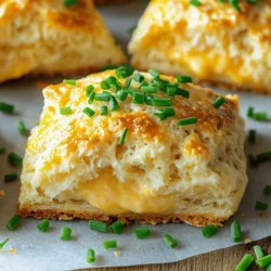 - 2 cups all-purpose flour - 1 tablespoon baking powder - 1/2 teaspoon salt - 1/4 teaspoon black pepper - 1 cup shredded sharp cheddar cheese - 1/2 cup grated parmesan cheese - 1/2 cup cold unsalted butter, cubed - 1/2 cup buttermilk - 1 large egg - Fresh chives, chopped (for garnish) To create these savory cheese scones, start with the main ingredients. All-purpose flour forms the base. You will also need baking powder to help them rise. Salt and black pepper add flavor and balance. For the cheese, I love using sharp cheddar for its bold taste. Parmesan adds a nice depth and richness. You can mix these two or try your favorites. Next, you need some additional ingredients. Cold unsalted butter brings flakiness to the scones. Buttermilk adds moisture and tang. An egg helps bind everything together. Finally, fresh chives give a burst of color and flavor as a garnish. Check the [Full Recipe] for detailed steps and tips to make these cheese scones perfect for any meal! First, preheat your oven to 400°F (200°C). This step helps the scones bake evenly. Next, line your baking sheet with parchment paper. This keeps the scones from sticking and makes cleanup easier. In a large bowl, whisk together the following dry ingredients: - 2 cups all-purpose flour - 1 tablespoon baking powder - 1/2 teaspoon salt - 1/4 teaspoon black pepper Make sure they blend well. The baking powder helps the scones rise. The salt and pepper add flavor. Now, add the cold butter, cut into small cubes. Use your fingers or a pastry cutter to work the butter into the flour mix until it looks like coarse crumbs. This step creates a flaky texture. Next, stir in: - 1 cup shredded sharp cheddar cheese - 1/2 cup grated parmesan cheese Mix well so the cheese spreads evenly throughout the dough. In a separate bowl, whisk together: - 1/2 cup buttermilk - 1 large egg Combine these wet ingredients well. Then, pour them into the dry mix. Gently stir until just combined. Be careful not to overmix, as this can make the scones tough. Turn the dough out onto a lightly floured surface. Pat it into a rectangle about 1 inch thick. Use a sharp knife to cut the dough into squares or triangles. Place them on the lined baking sheet with space between each scone. Bake in the preheated oven for 15-20 minutes. Check for doneness when they turn golden brown on top. Once done, remove them from the oven. Let them cool slightly, then garnish with fresh chives before serving. For the full recipe, check the recipe card. Cold ingredients are key for great scones. Use cold butter and buttermilk. This keeps the scones flaky. If the butter warms up, the dough won’t rise well. Avoid overmixing the dough. Mix until just combined. Overmixing makes the scones tough. You want them light and airy, not dense and chewy. Pair your savory cheese scones with soups or salads. They go well with creamy tomato soup or a fresh garden salad. Enjoy them as a side for brunch too. Serve your scones fresh from the oven. They taste best warm. If you need to reheat, warm them in the oven for a few minutes. Fresh herbs can elevate your scones. Try adding rosemary or thyme for extra flavor. They add a nice touch and make your scones look pretty. Spices can also give your scones a kick. Consider adding a pinch of cayenne or smoked paprika. This adds warmth and depth to the scone's flavor. {{image_2}} You can make your scones pop with fresh herbs. Try adding chopped chives, rosemary, or thyme to the dough. These herbs add flavor and aroma. When pairing herbs with cheese, think about the cheese's strength. For example, chives work well with sharp cheddar. Rosemary shines with creamy goat cheese. Mixing these flavors gives your scones a bright twist. If you love heat, consider adding jalapeños or red pepper flakes. These ingredients create a delicious kick in your scones. For a spicy twist, use pepper jack cheese. This cheese blends well with the heat and adds creaminess. Alternatively, sharp cheddar with red pepper flakes creates a bold flavor. Both options make your scones exciting and full of life. Mixing sweet and savory can create a unique scone experience. Try adding honey or fruit like figs or apples. These ingredients balance well with sharp cheeses like cheddar. Drizzle honey on top before serving for a lovely finish. For a fun twist, serve with a sweet fruit jam. This combination brings new life to your savor cheese scones and makes them hard to resist. For the full recipe, refer to the Savory Cheese Scones section. To keep your savory cheese scones fresh at room temperature, place them in a sealed container. This helps lock in moisture and prevents them from drying out. You can store them this way for up to three days. If you want to enjoy them warm, just pop them in the oven for a few minutes before serving. If you want to save the scones for later, freezing is a great option. First, let the scones cool completely. Then, wrap each scone in plastic wrap. Place them in a freezer bag, and label it with the date. They can last up to two months in the freezer. When you’re ready to eat them, reheat them in the oven at 350°F (175°C) for about 10-15 minutes for the best results. This keeps them soft and tasty. You should check your scones for any signs of spoilage. If they smell off or have an unusual texture, it's best to discard them. Mold is another clear sign that they are no longer good. Always trust your senses; if something seems off, don’t take chances. Enjoy your scones fresh to appreciate their flavor and texture. Savory cheese scones taste best fresh. They last about 2 to 3 days at room temperature. Store them in an airtight container. If you want them to last longer, freeze them. They keep well in the freezer for up to 3 months. To enjoy them later, thaw in the fridge overnight. Reheat in the oven to restore their warmth and crunch. Yes! You can mix and match cheeses. Try mozzarella for a milder taste or feta for a tangy kick. Gouda adds a rich flavor, while blue cheese gives a strong punch. Just keep the total amount of cheese the same as in the recipe. This way, your scones will still rise and stay fluffy. Savory cheese scones pair well with many dishes. Serve them warm with soup for a cozy meal. They also go great with salads, adding a nice texture. Try them with a dollop of cream cheese or butter. For a fun twist, use them as a base for a savory sandwich. Enjoy the flavors of your choice! This article covered how to make savory cheese scones, starting with the must-have ingredients like flour, cheese, and buttermilk. I shared step-by-step instructions to guide you through mixing and baking, plus tips for texture and flavor. Remember, using cold ingredients is key for the best scones. You can customize these scones with herbs or spices for fun twists. With proper storage, you can enjoy them fresh or reheated later. Dive into baking, and enjoy your delicious creations!