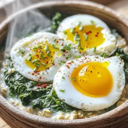 Savory Oatmeal with Spinach and Eggs Tasty Breakfast Dish