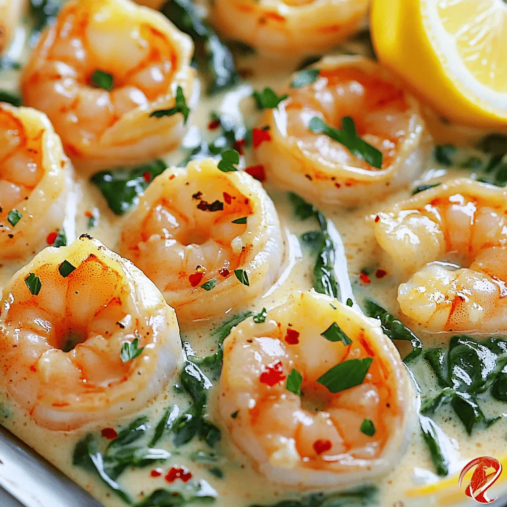 - 1 lb large shrimp, peeled and deveined - 3 tablespoons olive oil - 4 cloves garlic, minced - 1 cup heavy cream - 1/2 cup chicken broth - 1 cup spinach leaves, fresh - 1/2 teaspoon red pepper flakes (optional) - Salt and pepper to taste - 1 lemon, juiced (plus lemon wedges for serving) - Fresh parsley, chopped (for garnish) Gathering the right ingredients is key. The shrimp should be large and fresh for the best taste. Olive oil adds a nice base flavor, while garlic brings in that aromatic zing. The heavy cream makes the sauce rich, and chicken broth adds depth. Spinach not only boosts the color but also adds nutrients. Red pepper flakes can give your dish a little heat, but it's optional. Don't forget salt and pepper for seasoning! The lemon juice brightens the dish, and fresh parsley makes it look pretty. For the full experience, check out the Full Recipe. Each ingredient plays a role in making your creamy garlic shrimp rich and satisfying. - Heat 3 tablespoons of olive oil in a large skillet over medium heat. - Once the oil is hot, add 1 pound of large, peeled, and deveined shrimp. - Cook the shrimp for about 2-3 minutes on each side until they turn pink and opaque. - Remove the shrimp from the pan and set them aside on a plate. - In the same skillet, lower the heat to low. - Add 4 cloves of minced garlic to the pan. - Sauté the garlic for about 30 seconds, or until it becomes fragrant, but do not let it brown. - Pour in 1/2 cup of chicken broth into the skillet. - Let the broth simmer for 2 minutes to blend the flavors. - Gradually stir in 1 cup of heavy cream until well combined. - Allow the sauce to simmer for another 3-5 minutes until it thickens slightly. - Stir in 1/2 teaspoon of red pepper flakes, if you like some heat. - Add the juice from 1 lemon and season with salt and pepper to taste. - Toss in 1 cup of fresh spinach leaves and cook until wilted, about 1-2 minutes. - Return the cooked shrimp back to the skillet with the creamy sauce. - Toss the shrimp in the sauce until they are fully coated. - Heat everything through for another 2-3 minutes. - Remove the skillet from heat. - Garnish the dish with fresh parsley. - Serve the creamy garlic shrimp over pasta or with some crusty bread. - Add lemon wedges on the side for a bright touch. For the full recipe, refer back to the ingredients and instructions above. Enjoy your delicious meal! To make a thick and rich sauce, start with heavy cream. It gives a nice texture. Mix in chicken broth to balance the flavors. The broth adds taste without being too rich. Heat the sauce gently to avoid curdling. If the sauce starts to separate, lower the heat. Stir often to keep it smooth. Cook shrimp for just 2-3 minutes on each side. They turn pink and opaque when done. If they curl tightly, they are likely overcooked. Overcooked shrimp become rubbery and tough. Keep an eye on them to ensure perfect texture. If you want a lighter sauce, use half-and-half instead of heavy cream. It still gives good creaminess but less fat. You can also use coconut milk for a dairy-free option. For sautéing, olive oil works well, but you can try butter for a rich flavor. Each oil adds a unique taste, so feel free to experiment. For the full recipe, check out the complete guide to Creamy Garlic Shrimp. {{image_2}} To make your creamy garlic shrimp even better, try adding different herbs. You can use thyme, basil, or even dill. Each herb brings a unique taste to the dish. You might also want to experiment with different types of cheese. A sprinkle of Parmesan or a bit of feta can add a rich flavor. Cheese melts well into the sauce, making it creamy and delicious. Adding vegetables can make your dish more colorful and healthy. You can include mushrooms for an earthy taste or bell peppers for a sweet crunch. They blend well with the creamy sauce. Want a complete meal? Serve your creamy garlic shrimp over rice or quinoa. This adds fiber and makes it filling. Feeling adventurous? You can adjust the heat level by adding different peppers. Jalapeños or cayenne can give your dish a nice kick. If you enjoy cooking with wine, try adding a splash of white wine. It enhances the flavor profile and adds depth to the sauce. For the full recipe, check the main section above. To keep your creamy garlic shrimp fresh, store it in an airtight container. Let the dish cool down first. This helps prevent condensation, which can make it soggy. Place it in the fridge within two hours of cooking. It can last for up to three days in the refrigerator. If you want to enjoy it later, make sure to keep the shrimp and sauce together. When reheating, it’s key to keep the shrimp tender. The best way to reheat is on the stovetop. Use a medium heat and stir gently. This helps the shrimp stay soft. You can also use a microwave. Place the shrimp in a microwave-safe dish and cover it. Heat in 30-second intervals until warm. Just be careful not to overcook the shrimp again. Yes, you can freeze creamy garlic shrimp! To do this, place it in a freezer-safe container. Make sure to leave some space at the top, as the sauce may expand when frozen. It can last up to three months in the freezer. When you’re ready to eat, thaw it in the fridge overnight. Reheat it gently on the stovetop for the best results. Enjoy your meal even after freezing! The best way to cook shrimp is to sauté them. Use a large skillet and heat olive oil over medium heat. Add the shrimp in a single layer. Cook for 2-3 minutes on each side until they turn pink and opaque. This method gives shrimp a nice texture. Avoid overcooking; it makes them tough. Yes, you can make creamy garlic shrimp ahead of time. Store it in an airtight container in the fridge for up to two days. To reheat, use a skillet over low heat. This helps keep the shrimp tender. Stir gently and add a splash of cream if it seems too thick. Creamy garlic shrimp pairs well with many side dishes. Here are some great options: - Cooked pasta - Crusty bread - Rice - Steamed vegetables - A fresh salad These sides balance the rich sauce and enhance your meal. This recipe is great for meal prep. You can cook a large batch and divide it into portions. Just keep in mind to store it properly. Use airtight containers and refrigerate for up to two days. When ready to eat, simply reheat as needed. Enjoy this delicious meal on busy days! For the complete recipe, check out the Full Recipe section. In this blog post, we explored how to make creamy garlic shrimp. You learned about the key ingredients like shrimp and heavy cream, along with tips for cooking. We discussed variations and how to store leftovers. Remember, cooking shrimp well is key for great flavor. Try adding different herbs or veggies to keep it fresh. Enjoy your cooking journey with this tasty dish!
