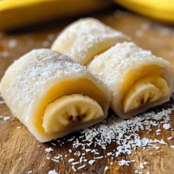 - 1 cup glutinous rice flour - 1/4 cup sugar - 1/2 cup water - 1 ripe banana, sliced into thin rounds - 1/4 teaspoon vanilla extract To make banana mochi rolls, you need just a few key items. Glutinous rice flour is the base. It gives the mochi its chewy texture. Sugar adds sweetness to balance the flavors. Water helps combine everything into a smooth dough. A ripe banana is essential for the filling. It brings a natural sweetness and flavor. Vanilla extract adds a lovely aroma. - Cornstarch for dusting - Shredded coconut for garnish Using cornstarch is a great idea. It prevents the mochi from sticking. You can also roll the finished rolls in shredded coconut. This adds a nice flavor and texture. It makes the treat even more delightful. If you want to customize, feel free to get creative! To start, mix dry and wet ingredients. In a bowl, combine glutinous rice flour and sugar. Next, stir in water and vanilla extract. Make sure the mix is smooth and free of lumps. This step is key for good texture. Now, pour the mixture into a microwave-safe dish. Cover it with plastic wrap or a lid. Leave a small vent for steam to escape. Microwave on high for 2 minutes. After that, stir the mixture. Microwave again for 1 minute. Keep stirring each minute until thick and slightly clear. Once your mixture is ready, it’s time to shape the dough. Transfer the mochi dough to a clean surface dusted with cornstarch. This helps prevent sticking. Let it cool slightly, so it's easier to handle. When it's cool enough, dust your hands with cornstarch. Take a small piece of dough and flatten it into a round disc. Repeat until you have as many discs as you want. The fun part is coming! Place a slice of banana in the center of each mochi disc. Wrap the dough around the banana slice. Pinch the edges to seal it tightly. This keeps the banana hidden inside. Finally, place the filled mochi rolls seam-side down on a cornstarch-dusted plate. This keeps them from sticking. Optionally, roll the finished rolls in shredded coconut for extra flavor. Enjoy your tasty treats! For the complete recipe, check out the Full Recipe. To make the best banana mochi rolls, focus on the dough's texture. You want it smooth and slightly shiny. After microwaving, stir the mixture until it looks translucent. This shows it is ready. If your dough is lumpy, it needs more mixing. Avoid adding too much water, as this can make the dough too wet. Cornstarch is your best friend when making mochi. It keeps the dough from sticking to your hands and surfaces. Lightly dust your work area and your hands with cornstarch. This helps you shape the mochi easily. Use small amounts of dough to make discs. This makes wrapping around the banana slices simple. If the dough sticks, add a little more cornstarch. Always work quickly, as mochi can get sticky as it cools down. {{image_2}} To make vegan banana mochi rolls, you need to swap a few ingredients. Use plant-based milk instead of water. You can also try maple syrup instead of sugar. This keeps the sweetness without using animal products. The result is just as tasty and soft as the original. If you want a gluten-free option, look for other types of rice flour. Sweet rice flour is usually gluten-free. You might also try using tapioca flour. Both options work well and keep the mochi's chewy texture. You can get creative with flavors in your mochi dough. Adding a little matcha gives a nice green color and a unique taste. You can also mix in cocoa powder for a chocolate twist. Just remember to adjust the sugar if needed. Both options make your banana mochi rolls even more fun to eat! To keep your banana mochi rolls fresh, store them in an airtight container. This helps prevent them from drying out. You can keep them at room temperature for one day. If you want them to last longer, place them in the fridge. They can stay fresh for up to three days in the fridge. For freezing, wrap each mochi roll in plastic wrap. Then, place them in a freezer bag. This keeps them from getting freezer burn. They can stay frozen for up to one month. When you’re ready to eat, let them thaw in the fridge overnight. Reheating banana mochi rolls is simple. Use a microwave for best results. Place the rolls on a microwave-safe plate. Cover them with a damp paper towel. Heat them on low for about 10-15 seconds. This helps to keep the texture soft and chewy. Avoid reheating them for too long. If you do, they may become tough. Enjoy your delicious banana mochi rolls warm, as they taste best that way. For more details, check the Full Recipe. Banana mochi rolls are a fun and tasty treat. This dessert comes from Japan. It uses glutinous rice flour, which gives it a chewy texture. The main ingredients include: - 1 cup glutinous rice flour (sweet rice flour) - 1/4 cup sugar - 1/2 cup water - 1 ripe banana, sliced into thin rounds - 1/4 teaspoon vanilla extract - Cornstarch, for dusting - Shredded coconut, for garnish (optional) These rolls wrap banana slices in soft mochi dough. They are sweet and great for snacks or desserts. To make your mochi rolls stretchy, you need to mix the dough well. Combine glutinous rice flour with water and sugar. Cook it until it is thick and somewhat clear. This cooking method is key for the right texture. Make sure to dust your hands and the surface with cornstarch. This will help prevent the dough from sticking. Don't skip this step! It makes shaping the rolls easier. Yes, you can use other fruits in your mochi rolls. Some great options are: - Strawberries - Mangoes - Pineapples - Avocados These fruits bring unique flavors and fun colors. Just make sure to cut them into thin slices, like the banana. You can also mix and match different fruits for even more flavor. Banana mochi rolls are a sweet treat, so they have some calories. A typical roll has around 120 calories. Here's a quick overview of the nutrition: - Calories: 120 per roll - Carbohydrates: 30g - Protein: 1g - Fat: 0.5g - Fiber: 1g They are not very high in nutrients, but they are fun to eat! Enjoy them as an occasional treat. For the full recipe, check out the section above. In this article, we explored the ingredients and steps to make Banana Mochi Rolls. We covered the essential ingredients like glutinous rice flour and ripe bananas. We also discussed optional ingredients and tips for success. Remember to check the texture and avoid common mistakes. Don't hesitate to experiment with flavors or make vegan alternatives. With the right care, your mochi will be delicious and fun! Enjoy making this sweet treat at home.