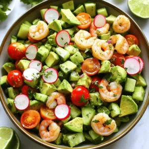 When it comes to making a Healthy Avocado Shrimp Salad, the right ingredients make all the difference. Here's what you'll need to create this fresh and tasty dish: - 1 lb large shrimp, peeled and deveined - 2 ripe avocados, diced - 1 cup cherry tomatoes, halved - 1 cucumber, diced - 1/4 red onion, finely chopped - 1/4 cup fresh cilantro, chopped - 2 tablespoons olive oil - 1 tablespoon lime juice - 1/2 teaspoon garlic powder - Salt and pepper to taste - Optional: Sliced radishes for garnish Each ingredient plays a key role. The shrimp offers a great source of protein. Avocados add healthy fats and a creamy texture. Cherry tomatoes bring a sweet burst of flavor, while cucumbers add crunch. Red onion gives a slight bite, and cilantro adds freshness. Olive oil and lime juice create a bright dressing. Garlic powder enhances the flavor without overpowering the dish. Feel free to adjust the ingredients to suit your taste. For the full recipe, including cooking instructions, check out the [Full Recipe]. Boiling Method To cook the shrimp, start by boiling a pot of salted water. Once it boils, add the shrimp. Cook them for 2 to 3 minutes. They should turn pink and opaque. This shows they are done. Rinsing and Cooling Process After cooking, drain the shrimp in a colander. Rinse them under cold water. This stops the cooking and cools them down quickly. Mixing Ingredients In a small bowl, whisk together olive oil, lime juice, garlic powder, salt, and pepper. Mix well to combine all the flavors. Adjusting Seasoning Taste the dressing and adjust as needed. You can add more salt or lime juice to suit your taste. Merging Key Ingredients In a large mixing bowl, add the cooked shrimp. Then, add diced avocados, cherry tomatoes, cucumber, red onion, and cilantro. Tossing Technique for Avocados Gently toss the mixture together. Be careful not to mush the avocados. You want them to stay whole for a nice presentation. Flavor Melding Time Let the salad chill in the fridge for at least 15 minutes. This allows the flavors to meld and enhances the taste. Garnishing Tips Before serving, consider garnishing with sliced radishes. They add a nice crunch and a pop of color. You can also add more cilantro or lime wedges for an appealing look. You can find the complete recipe [here](#). Avoiding Overcooked Shrimp To cook shrimp perfectly, keep a close eye on them. Shrimp cook fast. In boiling water, they only need 2-3 minutes. When they turn pink and opaque, they are done. Overcooking makes them tough. If you see them curling tightly, you’ve cooked them too long. Alternative Cooking Methods You can grill, sauté, or steam shrimp too. Grilling gives a nice smoky flavor. For sautéing, use a hot pan with a little oil. Just stir until they turn pink. Steaming keeps them juicy and tender. Each method adds a unique taste to your dish. Choosing Ripe Avocados Look for avocados that yield slightly to gentle pressure. A ripe avocado feels soft but not mushy. If it's hard, it needs more time. If it’s too soft, it may be overripe. You can speed up ripening by placing them in a paper bag with a banana. Preventing Browning To keep your avocado fresh, use lime or lemon juice. The acid slows down browning. Cut avocados should be stored with the pit in and wrapped tightly. If you have leftovers, sprinkle some juice on top before sealing the container. Customization Ideas You can change the dressing to suit your taste. Try adding honey for sweetness or mustard for a kick. Fresh herbs like dill or basil can make a big difference too. Experiment with different combinations to find your favorite. Adding Spice or Additional Flavors For those who like heat, add some diced jalapeños or a splash of hot sauce. You can also mix in some feta cheese for a salty twist. These small changes can take your salad to the next level. It’s all about making it your own! For the full recipe, check the Healthy Avocado Shrimp Salad section. {{image_2}} For a twist on your Healthy Avocado Shrimp Salad, consider adding more vegetables. Here are some tasty options: - Bell peppers, diced - Corn, fresh or canned - Spinach or arugula, roughly chopped These vegetables add crunch and color. They also boost nutrition, making your salad even better. If you want different protein options, try these alternatives: - Grilled chicken, diced - Tofu, cubed and sautéed - Canned tuna, drained These proteins can change the flavor and texture of your dish. Each option brings a unique taste to the salad. Changing the dressing can make your salad stand out. Try using different oils or acids: - Avocado oil for a rich flavor - Apple cider vinegar for a tangy kick You can also infuse your dressing with herbs. Here are some great choices: - Fresh basil for a sweet touch - Dill for a fresh, grassy note These variations keep your salad exciting and new each time you make it. If you follow a gluten-free diet, you are in luck! This salad is naturally gluten-free. Just make sure any added ingredients are also gluten-free. For vegan substitutions, swap shrimp with these options: - Chickpeas, for protein - Grilled eggplant, for a hearty texture These swaps make the dish plant-based while still being delicious. Enjoy experimenting with your own variations! For the full recipe, refer to the Healthy Avocado Shrimp Salad section. To keep your healthy avocado shrimp salad fresh, store it in the fridge. Place the salad in an airtight container. This helps keep moisture in and air out. Ideally, consume it within two days for the best taste and texture. If you notice browning on the avocados, it's okay; just scrape off the top layer. Freezing this salad is not recommended. The avocados and shrimp do not freeze well. They can become mushy when thawed. If you have leftover shrimp or diced avocados, you can freeze those separately. To thaw them, place them in the fridge overnight. This keeps them fresh and safe to eat. If you have leftover salad, get creative! You can use it as a filling for tacos or wraps. Just scoop some salad into a tortilla and enjoy. Another option is to mix it with cooked pasta for a hearty meal. You could also add it to omelets for a tasty breakfast. The ingredients in this salad pair well with many dishes, so don't be afraid to experiment! For the full recipe, check back to the main section. This salad has about 300 calories per serving. Here's the breakdown: - Shrimp (1 lb): 240 calories - Avocado (2 ripe): 480 calories - Cherry tomatoes (1 cup): 30 calories - Cucumber (1): 16 calories - Red onion (1/4): 12 calories - Olive oil (2 tablespoons): 240 calories - Lime juice (1 tablespoon): 4 calories - Garlic powder (1/2 teaspoon): 2 calories Total calories: 1,024. Divide by 4 servings gives around 256 calories each. Yes, you can make this salad ahead of time. Prepare it up to 4 hours in advance. Just keep it in the fridge. Wait to add the dressing until right before serving. This keeps the flavors fresh and the avocados from turning brown. You can use several alternatives for shrimp. Some good options include: - Cooked chicken, diced - Firm tofu, cubed - Canned chickpeas, rinsed These choices keep your salad tasty and healthy without shrimp. This salad is quick to make. The prep time is about 15 minutes. Cooking the shrimp takes about 5 minutes. So, the total time is around 30 minutes. This makes it perfect for a quick lunch or dinner. Yes, this salad is gluten-free. All the ingredients are safe for a gluten-free diet. If you follow this diet, you can enjoy this salad without worry. Both avocado and shrimp are very healthy. They offer many benefits: - Avocado: Rich in healthy fats, fiber, and vitamins. Good for heart health. - Shrimp: Low in calories, high in protein. Contains important nutrients like selenium and vitamin B12. Together, they make a great meal for your body and mind. For the full recipe, check out the Healthy Avocado Shrimp Salad section. In summary, we explored the tasty Healthy Avocado Shrimp Salad. We covered the key ingredients, cooking shrimp, and mixing the dressing. I shared tips for perfecting your dish, including handling avocados and customizing flavors. Remember, this salad is versatile and adaptable to your taste. Try adding proteins or herbs to make it your own. With proper storage, you can enjoy leftovers too. This salad isn’t just delicious; it’s full of nutrients. Enjoy your culinary creation and impress your friends with this fresh dish.