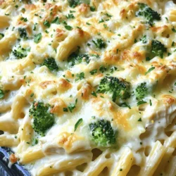 To make this easy chicken Alfredo bake, you need: - 3 cups cooked pasta (penne or rotini) - 2 cups cooked chicken breast, shredded - 2 cups Alfredo sauce (store-bought or homemade) - 1 cup shredded mozzarella cheese - ½ cup grated Parmesan cheese - 1 cup broccoli florets (fresh or frozen) - 1 teaspoon garlic powder - 1 teaspoon Italian seasoning - Salt and pepper to taste - Fresh parsley, chopped (for garnish) You can easily switch out some ingredients for different diets. Here are a few ideas: - Pasta: Use gluten-free pasta if you need to avoid gluten. - Chicken: Swap chicken for tofu or chickpeas for a vegetarian option. - Alfredo Sauce: Use a dairy-free Alfredo sauce for lactose intolerance. - Cheese: Try vegan cheese instead of mozzarella and Parmesan. - Broccoli: You can replace broccoli with spinach or bell peppers. To make this dish, you'll need a few key tools: - Large mixing bowl: For combining all your ingredients. - Baking dish (9x13 inches): Perfect for baking your chicken Alfredo. - Aluminum foil: To cover your dish while baking. - Cooking spoon: For mixing and serving the bake. These tools will help you create a delicious and creamy chicken Alfredo bake with ease. For the full recipe, check the earlier section. Making this Easy Chicken Alfredo Bake is simple. You will need a few steps. First, gather your ingredients and tools. This dish takes about 15 minutes to prep. The total time, including baking, is about 50 minutes. You can serve 6 to 8 people with this recipe. 1. Preheat Your Oven: Set your oven to 350°F (175°C). This warms it up for baking. 2. Mix Ingredients: In a big bowl, add the cooked pasta, shredded chicken, Alfredo sauce, broccoli, garlic powder, Italian seasoning, salt, and pepper. Stir well. Make sure everything gets coated with sauce. 3. Transfer to Baking Dish: Pour the mixture into a large baking dish, about 9x13 inches. 4. Add Cheese Topping: Spread the shredded mozzarella and grated Parmesan cheese evenly over the top. This will create a tasty, golden crust. 5. Cover and Bake: Use aluminum foil to cover the dish. Bake for 20 minutes. 6. Uncover and Finish Baking: After 20 minutes, take off the foil. Bake for another 10 to 15 minutes. You want the cheese to be bubbly and golden brown. 7. Cool Before Serving: Once it’s done, take it out of the oven. Let it sit for 5 minutes to cool. 8. Garnish: Before serving, sprinkle chopped fresh parsley on top. This adds color and freshness. - Use Fresh Ingredients: Fresh chicken and broccoli make a big difference. They add more flavor and nutrition. - Season Well: Don't be shy with salt and pepper. A well-seasoned dish is always better. - Try Different Cheeses: If you want a twist, mix in different cheeses. Cheddar or gouda can add unique tastes. - Add Extra Veggies: Feel free to toss in other vegetables. Spinach or bell peppers work well. - Make Ahead: You can prep this dish earlier in the day. Just keep it covered in the fridge. Bake it when you’re ready. For the full recipe, you can follow the steps above. Enjoy your cooking! To make a creamy Alfredo sauce, use quality ingredients. Choose a rich store-bought sauce or make your own. If you make your sauce, melt butter in a pan, then add heavy cream. Stir it gently and let it simmer. Add grated Parmesan cheese and mix until smooth. A pinch of salt and pepper will enhance the flavor. Cook your chicken breast until it reaches 165°F (74°C). You can boil, bake, or pan-fry it. I prefer baking because it keeps the chicken juicy. Season the chicken with salt, pepper, and a bit of garlic powder for extra taste. Once cooked, shred the chicken into bite-sized pieces for easy mixing. One common mistake is not covering the dish with foil. Covering helps the dish cook evenly and keeps it moist. Also, avoid overcooking the bake. Keep an eye on the cheese. You want it bubbling and golden but not burnt. Let the dish rest after baking. This helps the flavors settle and makes serving easier. For the full recipe, check out the complete instructions included. {{image_2}} You can make a tasty vegetarian version of Easy Chicken Alfredo Bake. Instead of chicken, use cooked mushrooms or chickpeas. These options give you a good protein boost. You can also add spinach or bell peppers for extra flavor. The creamy Alfredo sauce still shines through, creating a comforting dish. To make your Easy Chicken Alfredo Bake even better, add more veggies. Try zucchini, carrots, or peas. These colorful additions not only boost nutrition but also make the dish look bright and fun. Mix them in with the pasta for a lovely texture. They cook well in the oven and soak up the sauce. Cheese can change the taste of your Easy Chicken Alfredo Bake. While mozzarella and Parmesan are classic, you can try others. Gouda or cheddar can add a rich, sharp flavor. For a twist, use feta or goat cheese for a tangy touch. Mixing different cheeses can make your dish special and unique. For the full recipe, click [Full Recipe]. After you enjoy your Easy Chicken Alfredo Bake, store leftovers right. Place the dish in an airtight container. Make sure the lid fits snugly. You can also cover the dish tightly with plastic wrap. This keeps air out and helps the dish stay fresh. Store it in the fridge for up to three days. If you're planning to eat it later, consider freezing it. When you're ready to eat the leftovers, reheat them carefully. The best method is to use the oven. Preheat the oven to 350°F (175°C). Place the leftovers in an oven-safe dish. Cover it with foil to keep moisture in. Heat for about 20 minutes or until warm all the way through. If you're in a hurry, you can use the microwave. Heat in short intervals, stirring often to avoid hot spots. Freezing your Easy Chicken Alfredo Bake is a smart choice for meals later. First, let the dish cool completely. Then, cut it into individual portions for easy thawing. Wrap each portion tightly in plastic wrap, then place them in freezer bags. Label the bags with the date and contents. When stored this way, the dish can last up to three months. To enjoy it, thaw overnight in the fridge before reheating. For the full recipe, check out the earlier section. You can make this recipe ahead easily. First, prepare the dish as usual. After mixing all the ingredients, stop before baking. Cover the dish with foil and store it in the fridge. You can keep it there for up to two days. When you're ready, preheat your oven and bake it right from the fridge. Just add a few extra minutes to the baking time. This way, you enjoy a warm, creamy meal with little effort. Yes, you can use different types of pasta. While penne and rotini work great, other shapes also fit well. Bowtie, elbow, or even spaghetti can add a fun twist. Just make sure the pasta is cooked until al dente. This ensures it doesn’t get too soft when baking. Choose a pasta shape you love to make the dish more enjoyable for you. If you need a substitute for Alfredo sauce, you have options. You can use a cheese sauce or a white sauce made with butter and flour. For a lighter choice, try Greek yogurt mixed with herbs. You can also blend cream cheese with milk for a creamy base. Each option will change the flavor a bit, but they will still taste good. Just be creative and choose what fits your taste! This Easy Chicken Alfredo Bake combines simple ingredients and step-by-step instructions. You learned how to create a creamy Alfredo sauce and make perfect chicken. I also shared tips for customization and proper storage. With these insights, you can make a delicious meal that fits your tastes and needs. Experiment with flavors and enjoy your cooking journey. Trust your skills; each bake will get better!