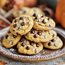 - 1 cup pumpkin puree - 1/2 cup unsalted butter, softened - 1 cup brown sugar, packed - 1/2 cup granulated sugar - 1 egg - 1 teaspoon vanilla extract - 2 cups all-purpose flour - 1 teaspoon baking soda - 1 teaspoon baking powder - 1 teaspoon ground cinnamon - 1/2 teaspoon ground nutmeg - 1/2 teaspoon salt - 1 cup semi-sweet chocolate chips - 1/2 cup chopped walnuts or pecans (optional) I love how each ingredient plays a role in making these cookies special. The pumpkin puree gives them a soft, moist texture. Use canned or fresh, it's up to you! The butter adds richness and helps with the cookie's spread. Brown sugar brings caramel notes, while granulated sugar adds sweetness. The egg binds everything together, and vanilla adds a nice flavor boost. All-purpose flour forms the cookie's structure. Baking soda and baking powder help the cookies rise. The spices, cinnamon and nutmeg, warm up each bite. Salt balances the sweetness, and chocolate chips bring the magic! - For vegan options, replace the egg with flaxseed meal or applesauce. Use vegan butter and egg substitutes. - For gluten-free flour alternatives, try a 1:1 gluten-free blend. This works well in most recipes. Experiment with these substitutions! They can help meet dietary needs while keeping the flavor intact. For the full recipe, check the earlier section. Happy baking! First, preheat your oven to 350°F (175°C). While it warms up, grab a baking sheet and line it with parchment paper. This keeps cookies from sticking. Next, take a large bowl. In it, cream together the softened butter, brown sugar, and granulated sugar. Mix until it looks light and fluffy. Now, we need to add the wet ingredients. Pour in the pumpkin puree, crack in the egg, and add the vanilla extract. Beat this mixture until it looks smooth and well combined. This step gives our cookies their moist texture. In a separate bowl, whisk together the flour, baking soda, baking powder, cinnamon, nutmeg, and salt. Mixing these dry ingredients well is key. It helps distribute the flavors evenly throughout the dough. Slowly add the dry ingredients to the wet mixture. Mix just until everything combines. Be careful not to overmix. This can make the cookies tough. Now, fold in the chocolate chips and, if you like, the chopped walnuts or pecans. They add a nice crunch. Use a spoon to drop rounded tablespoons of the dough onto your prepared baking sheet. Make sure to leave about 2 inches between each scoop. This gives them room to spread. Bake for 10-12 minutes. The edges should turn lightly golden. The centers may look a bit under-baked, but they will firm up as they cool. Once baked, let the cookies cool on the baking sheet for 5 minutes. After that, transfer them to a wire rack to cool completely. For a lovely presentation, stack a few cookies on a pretty plate. You can dust them with powdered sugar. Serve these cookies warm with hot apple cider or a cold glass of milk. Enjoy this delightful treat! For the complete recipe, check out the Full Recipe. To make the best pumpkin chocolate chip cookies, you need a few simple tricks: - Using room temperature ingredients: This means your butter and egg should be at room temp. They mix better and help the cookies rise. - Ensuring proper measurements: Always measure your flour correctly. Use the spoon and level method. This prevents dry cookies. Baking can be tricky. Here are mistakes to watch out for: - Overmixing the dough: Mix just until combined. Overmixing can make cookies tough instead of soft. - Incorrect baking time or temperature: Keep an eye on your cookies. They usually bake for 10-12 minutes. The edges should be golden, but the centers can look soft. Want to take your cookies up a notch? Try these tips: - Adding spices: Cinnamon and nutmeg add warmth. You can also try ginger or allspice for a new twist. - Using different types of chocolate: Semi-sweet chocolate is great, but dark or white chocolate can change the flavor. Mix and match for fun results. For the complete recipe, check out the [Full Recipe]. {{image_2}} To make vegan pumpkin chocolate chip cookies, you need to swap out a few ingredients. - Use 1/4 cup of unsweetened applesauce instead of an egg. - Replace butter with 1/2 cup of coconut oil or vegan butter. - Choose dairy-free chocolate chips for a vegan-friendly treat. These swaps keep the cookies moist and delicious while sticking to a plant-based diet. I love how simple these changes are. You still get that rich flavor and soft texture. If you need gluten-free cookies, select the right flour. - I recommend using a 1-to-1 gluten-free flour blend. - Look for blends that include xanthan gum for the best texture. This choice lets you enjoy the cookies without worry. The taste remains rich, and the texture stays soft and chewy. You can easily switch things up with seasonal ingredients. - Add 1/2 cup of dried cranberries for a tart twist. - Fold in 1/2 cup of chopped walnuts or pecans for crunch. Both options give your cookies a unique flavor. You can also try mixing in spices like ginger or cloves for more depth. Experimenting keeps your baking fun and fresh! For a full recipe, check out the pumpkin chocolate chip cookie guide above. Enjoy the process! To keep your pumpkin chocolate chip cookies fresh, store them in an airtight container. Place a slice of bread in the container to help keep them soft. This trick works wonders! Store them at room temperature for the best taste. If you need to keep them longer, you can refrigerate them. Just be sure to seal them well to avoid drying out. You can freeze cookie dough for later use. First, scoop the dough into balls and place them on a baking sheet. Freeze them for about an hour. Once frozen, transfer the balls to a zip-top bag. This way, you can bake fresh cookies anytime! When you’re ready to bake, just add a few extra minutes to the baking time. Baked cookies last about a week at room temperature. If you keep them in the fridge, they can last up to two weeks. Freezing the cookies can extend their shelf life to about three months. Always check for signs of spoilage before enjoying your cookies! For the full recipe, check out the details above! Baking pumpkin chocolate chip cookies takes about 10 to 12 minutes. Set your oven to 350°F (175°C). Watch for the edges to turn golden brown. The centers may look soft, but they will firm up while cooling. Yes, you can use canned pumpkin puree. It is convenient and saves time. Check the label to ensure it is pure pumpkin without added spices or sugar. Fresh pumpkin can be used too, but it needs more prep work. If you want to skip eggs, try using applesauce or mashed banana. Use 1/4 cup of either for each egg. You can also use flaxseed meal mixed with water. Combine 1 tablespoon of flaxseed meal with 2.5 tablespoons of water. Let it sit for five minutes before using. Flat cookies may stem from several issues. First, did you use softened butter instead of melted? This can lead to spreading. Also, check if you measured flour correctly. Too little flour can cause flat cookies. Finally, make sure your baking soda is fresh. To achieve chewier cookies, try adding an extra egg yolk. It adds moisture and richness. You can also chill the dough for 30 minutes before baking. This helps the cookies hold their shape better during baking. This blog post explored ways to make tasty pumpkin chocolate chip cookies. We covered the ingredients, step-by-step instructions, and easy tips for baking success. I shared options for vegan and gluten-free variations too. Use fresh ingredients and take your time for the best results. No matter your baking skill, follow these steps, and enjoy cookies that everyone will love. Happy baking!