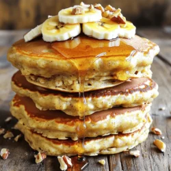 To make savory banana oatmeal pancakes, you will need the following ingredients: - 1 cup rolled oats - 1 ripe banana, mashed - 1 cup milk (dairy or non-dairy) - 2 tablespoons honey or maple syrup - 1 teaspoon baking powder - 1/2 teaspoon vanilla extract - 1/4 teaspoon cinnamon - Pinch of salt - 1 tablespoon coconut oil (for cooking) - Optional toppings: sliced bananas, maple syrup, chopped nuts, or berries These simple items create a delicious breakfast. The rolled oats serve as the base. They provide fiber and keep you full. The ripe banana adds natural sweetness and moisture. Milk helps to combine all the ingredients. You can choose dairy or non-dairy milk based on your preference. Honey or maple syrup offers extra sweetness. Baking powder helps the pancakes rise, making them fluffy. Vanilla and cinnamon add flavor, while a pinch of salt balances it all. I love using coconut oil for cooking. It gives a nice flavor and helps prevent sticking. For toppings, I recommend sliced bananas or a drizzle of maple syrup. Chopped nuts or berries add crunch and color. You can find the full recipe above for step-by-step guidance. Enjoy your cooking adventure! Start by blending 1 cup of rolled oats. Use a blender or food processor. Blend until the oats turn into a fine flour. This oat flour will give your pancakes a great texture. In a mixing bowl, take 1 ripe banana and mash it well. Add 1 cup of milk, which can be dairy or non-dairy. Next, mix in 2 tablespoons of honey or maple syrup. Don’t forget 1/2 teaspoon of vanilla extract, 1/4 teaspoon of cinnamon, and a pinch of salt. Stir everything together until it is well mixed. Now, add your oat flour and 1 teaspoon of baking powder to the banana mixture. Gently stir until just combined. It’s okay if there are a few lumps. Let the batter sit for about 5 minutes. This helps it thicken, making the pancakes fluffier. Heat a non-stick skillet or griddle over medium heat. Add 1 tablespoon of coconut oil and let it melt. Pour a ladleful of batter onto the skillet for each pancake. Cook for about 2-3 minutes. You will see bubbles form on the surface; that’s when it’s time to flip. Cook for another 1-2 minutes until golden brown. Repeat this with the rest of the batter. Add more oil as needed. For the full recipe, check out the ingredients and steps above! To make soft and fluffy pancakes, let the batter rest for about five minutes. This time allows the oats to soak up the liquid. The result? A thicker batter that cooks evenly. You’ll notice the pancakes rise better, giving them a nice texture. Use a non-stick skillet or griddle for best results. Cook on medium heat, which helps pancakes brown without burning. If the heat is too high, the outside cooks too fast. If it’s too low, the pancakes turn out flat. You want a nice golden color on each side. Stack your pancakes high for a delightful look. Top them with sliced bananas and a drizzle of maple syrup. For added flair, sprinkle chopped nuts or berries on top. This not only makes them pretty but adds flavor too. Serve with a smile! For the full recipe, check out the details above. {{image_2}} You can switch up the flour in banana oatmeal pancakes. If you want a nutty taste, try almond flour. It adds healthy fats and protein. Whole wheat flour is another great choice. It makes the pancakes heartier and richer in fiber. Just use the same amount as the rolled oats in the recipe. Want to make your pancakes stand out? Adding spices or extracts can do just that. A pinch of nutmeg or ginger can give warmth and depth. You can also add a splash of almond or coconut extract. These small changes can take your pancakes to a new level of taste. You can easily adjust this recipe for different diets. For a dairy-free option, use almond or soy milk. If you're gluten-free, stick to certified gluten-free oats and flour. You can also reduce the sugar by using ripe bananas. They add natural sweetness without the extra calories. These small changes make the dish fit for everyone at your table. Consider trying these variations to create a breakfast everyone will love. For the full recipe of banana oatmeal pancakes, check the section above. To keep your banana oatmeal pancakes fresh, store them in the fridge. Place them in an airtight container. You can stack them with parchment paper between each pancake to avoid sticking. The pancakes will stay good for about 3-4 days. When ready to eat, just reheat them in a skillet or microwave. If you want to save pancakes for later, freezing is a great option. Let the pancakes cool completely before freezing. Place them in a single layer on a baking sheet. Once they freeze solid, transfer them to a freezer bag. This way, you can grab just what you need. To reheat, simply pop them in the toaster or microwave until warm. Banana oatmeal pancakes can last in the fridge for about 3-4 days. In the freezer, they can stay good for up to 2 months. Always check for any signs of spoilage before eating. Proper storage ensures you enjoy these tasty pancakes at their best. For the full recipe, check the earlier sections. Yes, you can use instant oats. Instant oats are finer than rolled oats. They will create a smoother batter. However, they might absorb more liquid. You may need to adjust the milk amount. Start with less milk and add more as needed. Rolled oats provide a heartier texture. They also hold their shape better during cooking. Look for bubbles forming on the pancake's surface. This means they are ready to flip. Cook them until they turn golden brown on both sides. You can also check the center. Use a toothpick to poke the pancake. If it comes out clean, the pancake is done. If it is still wet, cook a bit longer. Yes, you can prepare these pancakes ahead. Cook them and let them cool. Place them in an airtight container. Store them in the fridge for up to three days. You can also freeze pancakes for longer storage. Just stack them with parchment paper in between. When you're ready to eat, reheat them in a toaster or microwave. For the best taste, serve them fresh from the pan. Check out the Full Recipe for more details. This blog gives you a simple, tasty way to make pancakes. You learned the key ingredients and step-by-step instructions for making them perfectly. I shared tips for great texture and presentation. You can also try different flours and flavors for variety. Lastly, proper storage keeps your pancakes fresh. Enjoy making these pancakes your way! They are healthy, fun, and quick to prepare.
