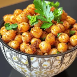 To make crispy chickpeas, you need a few simple ingredients. Here’s what you will need: - 1 can (15 oz) chickpeas, drained and rinsed - 1 tablespoon olive oil These two main items are the base for your tasty snack. The chickpeas provide protein and fiber, while the olive oil helps them crisp up nicely. Seasoning makes all the difference in flavor. Here are the spices I love to use: - 1 teaspoon garlic powder - 1 teaspoon smoked paprika - ½ teaspoon cumin - ½ teaspoon salt - ¼ teaspoon black pepper These seasonings create a delicious mix. Garlic powder gives a savory taste, while smoked paprika adds a bit of warmth. Cumin and black pepper round out the flavors. Want to kick it up a notch? You can add more spices! Consider these options: - ¼ teaspoon cayenne pepper (for heat) Cayenne pepper brings a spicy kick. If you like heat, go for it! You can also try adding a sprinkle of your favorite herb for a fresh touch. For the full recipe, check out the details above. To start, you need to get your chickpeas ready. Open a can of chickpeas, and drain them well. Rinse them under cool water. This removes the salty liquid and keeps them fresh. Next, pat the chickpeas dry with a clean kitchen towel. This step is key! Dry chickpeas will crisp up better in the air fryer. Now it’s time to add some flavor! In a mixing bowl, add your dried chickpeas. Pour in one tablespoon of olive oil. This helps the seasonings stick. Next, sprinkle in garlic powder, smoked paprika, cumin, salt, black pepper, and cayenne if you like heat. Toss everything together until the chickpeas are well coated. You want every bite to be tasty. Preheat your air fryer to 400°F (200°C) for about five minutes. Once heated, place the seasoned chickpeas in the basket. Make sure they are in a single layer. Avoid overcrowding to help them cook evenly. Air fry the chickpeas for 15 to 20 minutes. Shake the basket every five minutes. This keeps them from burning and helps them cook evenly. When they are golden brown and crispy, take them out. Let them cool for a few minutes before serving. They will get even crispier as they cool. Enjoy your crunchy snack! For the full recipe, check out the details above. To get that perfect crunch, start with dry chickpeas. After rinsing, use a kitchen towel to pat them dry. This step is key! Moisture will make your snack soggy. Use olive oil sparingly; just enough to coat the chickpeas will do. Spread them in a single layer in the air fryer. This allows hot air to circulate and crisp them well. Shake the basket every five minutes to ensure even cooking. You’ll know they’re ready when they turn golden brown. A few common mistakes can ruin your crispy chickpeas. First, do not skip drying the chickpeas. This is crucial for crispiness. Avoid overcrowding the air fryer basket. If you pack them too tight, they will steam instead of fry. Lastly, don’t forget to shake the basket. This helps them cook evenly. If you leave them in too long, they can burn. Keep an eye on them! You can easily take your chickpeas to the next level using spices. After trying the basic recipe, add your favorite spices. For a kick, consider cayenne pepper. If you like sweet flavors, try adding a sprinkle of cinnamon. You can also mix herbs like rosemary or thyme into the mix. Experiment with different spice blends to discover what you love. These little changes can make your crispy chickpeas truly unique and delightful! {{image_2}} You can change the flavor of your crispy chickpeas easily. Try using different spices to match your mood. For a zesty kick, add lemon zest or lime juice. For a sweeter option, toss in some cinnamon and a touch of brown sugar. If you love heat, add more cayenne pepper or chili powder. You can also mix herbs like rosemary or thyme for a fresh taste. The combinations are endless! Chickpeas are great, but don't stop there. You can use other legumes for a fun twist. Try black beans, lentils, or even edamame. Each legume has a unique flavor and texture. Adjust the cooking time based on the size and type. Smaller legumes may cook faster, while larger ones may need a bit more time in the air fryer. Air frying and oven baking both produce crispy chickpeas, but they differ. Air fryers cook faster due to hot air circulation. You can achieve golden-brown chickpeas in about 15-20 minutes. Oven-baked chickpeas take longer, around 30-40 minutes. Air fryers also use less oil, making them a healthier choice. If you prefer a hands-off method, oven baking allows you to walk away while they cook. Each method has its perks, so choose what fits your needs best. For the full recipe, check it out! After you enjoy your crispy chickpeas, store any leftovers in an airtight container. This keeps them fresh and crunchy. Make sure the container is completely dry before adding the chickpeas. I often use a glass jar with a tight lid. It's easy to see what's inside and keeps the flavor intact. When you're ready to enjoy the leftovers, reheat them in the air fryer. Set the air fryer to 350°F (175°C) for about 5-7 minutes. This method will help regain their crispiness. If you don’t have an air fryer, use a hot oven instead. Spread them out on a baking sheet and heat for the same time. Crispy chickpeas are best eaten fresh. However, if stored properly, they can last up to 5 days. Always check for any signs of moisture or off smells before eating. If they lose their crunch, consider using them in soups or salads. For the best eating experience, try to make only what you'll eat in a few days. For the full recipe, check the earlier sections. Yes, you can make Air Fryer Chickpeas without oil. Just rinse and dry the chickpeas well. Season them with your favorite spices. They will still be tasty and crunchy. However, using oil helps in achieving a golden color. It also adds a nice flavor that many enjoy. If you skip the oil, choose spices that pack a punch to keep them flavorful. You can make crispy chickpeas in the oven. Preheat your oven to 400°F (200°C). After rinsing and drying the chickpeas, spread them on a baking sheet. Toss them with oil and spices. Bake for 25-30 minutes, shaking the pan halfway through. This method also gives you crunchy chickpeas. Keep an eye on them to prevent burning. Crispy chickpeas are great on their own as a snack. You can also serve them with dips like hummus or tzatziki. They make excellent toppings for salads or soups. Mix them into grain bowls for extra crunch. Their versatility makes them a fun addition to many meals. You can explore the Full Recipe for more ideas on serving. Air fryer crispy chickpeas are easy and fun to make. We covered main ingredients, seasonings, and optional extras. You learned the best steps for prepping, seasoning, and cooking. I shared tips to avoid common mistakes and achieve the perfect crispiness. We also explored tasty variations and how to store your leftovers. Overall, making these chickpeas gives you a healthy snack with many flavors. Try different spices and legumes to keep it exciting. Crispy chickpeas can fit into any meal! Enjoy your cooking adventure!