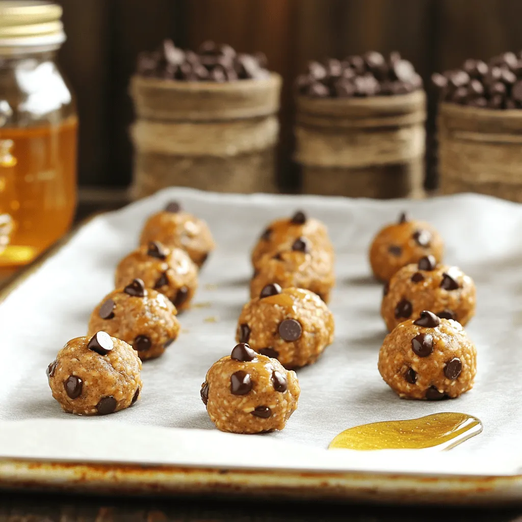 - 1 cup rolled oats - 1/2 cup natural peanut butter - 1/4 cup honey or maple syrup - 1/2 cup mini chocolate chips - 1/4 cup ground flaxseed - 1/2 teaspoon vanilla extract - A pinch of salt When I make Peanut Butter Chocolate Chip Energy Bites, I always gather my ingredients first. The rolled oats form the base. They add texture and fiber. Next, I use natural peanut butter. It gives a rich, nutty flavor. Honey or maple syrup adds sweetness. I prefer honey for its smooth taste, but maple syrup works too. Mini chocolate chips are a must! They bring a fun sweetness to each bite. Ground flaxseed is my secret boost. It adds healthy fats and fiber without changing the taste. A hint of vanilla extract enhances the flavor. Lastly, I add a pinch of salt to balance the sweetness. Each serving has about 100 calories. They include: - 5 grams of protein - 8 grams of fat - 10 grams of carbs This snack fuels my day. It's perfect for a quick energy boost. The protein helps keep me full, while the healthy fats provide lasting energy. I love knowing that I can enjoy a treat without guilt. If you want dairy-free energy bites, use maple syrup. It keeps them sweet and yummy. For a nut-free option, use sunflower seed butter. It has a similar texture and taste. You can still have fun with these bites without allergens. First, gather your ingredients. You will need rolled oats, ground flaxseed, and a pinch of salt. In a large mixing bowl, add these dry ingredients. Stir well to mix them together. This step ensures that each bite has the same taste and texture. Next, prepare the wet mixture. In a separate bowl, combine natural peanut butter, honey or maple syrup, and vanilla extract. Mix these until smooth. A good blend gives your energy bites a nice, creamy base. Now, pour the wet mixture into the bowl with the dry ingredients. It’s important to mix thoroughly. Use a sturdy spoon or spatula. This helps blend everything together. You want to see no dry patches. After that, gently fold in the mini chocolate chips. Make sure they are evenly distributed. This way, every bite is sweet and delicious. Now for the fun part! Scoop out small portions of the mixture. Roll these into bite-sized balls, about 1 inch in size. This helps keep them uniform, so they look nice and are easy to grab. Place the rolled bites on a parchment-lined baking sheet. Chill them in the fridge for at least 30 minutes. This helps them firm up. After chilling, store them in an airtight container. Enjoy your Peanut Butter Chocolate Chip Energy Bites! For more detail, refer to the Full Recipe. To keep your energy bites fresh, store them in the fridge or freezer. In the fridge, they last about a week. If you want them to last longer, freeze them. They can stay good for up to three months in the freezer. Just make sure to use an airtight container to avoid freezer burn. Yes, you can prepare these energy bites in advance! They are great for meal prep. Make a big batch, roll them into balls, and store them. This way, you always have a quick snack ready. Just remember to label your container with the date. You can spice things up by adding cinnamon or nutmeg. These spices give a warm, cozy flavor. You can also mix in seeds like chia or pumpkin seeds. Dried fruits like raisins or cranberries add a sweet chewiness. Experiment with these to find your favorite twist on the classic recipe. For the full recipe, check out the earlier section. {{image_2}} You can switch up the peanut butter. Try almond or cashew butter for new tastes. Both options are creamy and delicious. They add a unique twist to your energy bites. You might also want to change the sweetener. Agave or coconut sugar work great! These sweeteners can change the flavor and texture a bit. If you want a vegan treat, use maple syrup instead of honey. This small swap keeps your bites plant-based. You can also make them gluten-free. Just use gluten-free oats to ensure everyone can enjoy them. It’s an easy way to cater to different diets. Want to add more texture? Toss in seeds like chia or pumpkin seeds. They give a nice crunch and boost nutrition. You can also switch up the chocolate. Use dark or white chocolate chips for a different flavor kick. Each type brings its own taste to the energy bites, making them even more fun to eat! To keep your Peanut Butter Chocolate Chip Energy Bites fresh, store them right. For short-term storage, place the bites in an airtight container in the fridge. They will stay good for up to a week. For longer storage, freezing is best. You can freeze them for up to three months. Just make sure they are in a freezer-safe container. Choose containers that seal tightly. Glass jars or plastic containers work well. You can even use small bags if you want to save space. For a fun presentation, use cute mason jars. They look great and keep your bites fresh. You can also add a small bowl of extra chocolate chips for a treat display. Check your energy bites for signs of spoilage. If they smell off or look dry, throw them away. Mold is a clear sign that they have gone bad. To avoid spoilage, always store them in airtight containers. Keep them in the fridge or freezer right after making them. This helps keep them fresh and tasty. For the full recipe, refer to the beginning of this article. Yes, you can use crunchy peanut butter. It adds texture and a fun crunch. The flavor stays the same, but you'll notice little pieces of peanuts. This makes each bite more exciting! One serving has about 3 to 4 bites. The full recipe makes 12 to 15 bites. You can adjust the size to fit your needs. If you want smaller or larger snacks, just change the portion size. Yes, these energy bites are great for kids. They are packed with good ingredients. Kids love the taste of peanut butter and chocolate. Plus, they are easy to grab and eat. Absolutely! Adding protein powder boosts nutrition. Just mix it in with the dry ingredients. Start with 1 to 2 tablespoons. Adjust based on your taste and dietary needs. Serve energy bites in a fun way! Use cute mason jars or small bowls. You can even add extra chocolate chips for decoration. They make a great snack for parties or lunchboxes. For the full recipe, check out the details above! Energy bites are easy to make and perfect for a snack. We covered the key ingredients, step-by-step instructions, and tips for storage. You can switch up flavors and textures to match your taste and diet. Remember, these bites are great for meal prep. Enjoy experimenting with substitutes and mix-ins to find your favorite combo. With just a few simple steps, you can create a tasty, healthy snack for any time of day. Get ready to enjoy these delicious energy bites!
