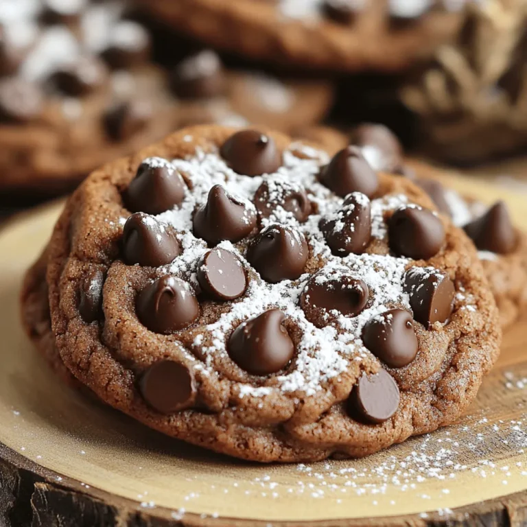 - 1 cup unsalted butter, softened - 1 cup brown sugar, packed - 1/2 cup granulated sugar - 1 large egg - 2 teaspoons vanilla extract To start, use soft unsalted butter. It blends well with sugars. Brown sugar adds moisture and sweetness. Granulated sugar gives a nice crunch. One egg helps bind everything. Vanilla extract boosts the flavor. - 2 cups all-purpose flour - 1/2 cup cocoa powder - 1 teaspoon baking soda - 1/2 teaspoon salt - 1 tablespoon instant coffee granules (or espresso powder) Next, we need dry ingredients. All-purpose flour gives structure. Cocoa powder adds rich chocolate flavor. Baking soda helps cookies rise. Salt balances the sweetness. Instant coffee granules enhance the mocha taste. - 1 cup semi-sweet chocolate chips - 1/2 cup chopped walnuts (optional) For added flavor, you can use chocolate chips. They create pockets of melted goodness. Chopped walnuts add a crunchy texture. If you like nuts, throw them in! For the full recipe, check out the complete guide. You will love these cookies! 1. Preheating your oven Start by preheating your oven to 350°F (175°C). This step is crucial. A hot oven helps your cookies rise and bake evenly. 2. Lining the baking sheet Next, line a baking sheet with parchment paper. This keeps the cookies from sticking. It also makes cleanup much easier. 1. Creaming the butters and sugars In a large bowl, cream together 1 cup of softened unsalted butter, 1 cup of brown sugar, and 1/2 cup of granulated sugar. Mix until the mixture is light and fluffy. This usually takes about 3 minutes. 2. Adding the egg and vanilla Beat in 1 large egg and 2 teaspoons of vanilla extract. This adds flavor and moisture to your batter. Mix until everything is well combined. 1. Whisking the dry ingredients In another bowl, whisk together 2 cups of all-purpose flour, 1/2 cup of cocoa powder, 1 teaspoon of baking soda, 1/2 teaspoon of salt, and 1 tablespoon of instant coffee granules. This blend gives your cookies that rich mocha flavor. 2. Folding in chocolate chips and nuts Gradually add the dry ingredients to the wet mixture. Mix just until combined. Then, fold in 1 cup of semi-sweet chocolate chips and 1/2 cup of chopped walnuts, if you like nuts. This adds texture and flavor. 1. Scooping the dough and spacing Using a cookie scoop or spoon, drop rounded balls of dough onto the prepared baking sheet. Space them about 2 inches apart. This allows room for spreading. 2. Baking time and cooling instructions Bake the cookies for 10-12 minutes. The edges should be set, but the centers can be soft. After baking, let them cool on the sheet for 5 minutes. Then, move the cookies to a wire rack to cool completely. For the full recipe and more tips, check out the [Full Recipe]. To get the right cookie texture, start by adjusting your baking time. If you want soft cookies, bake them just until the edges are set. This usually takes about 10 to 12 minutes. If you prefer a firmer cookie, add a minute or two. Always watch the cookies closely. Using room temperature ingredients is key too. Softened butter mixes better with sugar. It gives your cookies a nice rise and keeps them soft. Let your butter sit out for about 30 minutes before baking. This small step makes a big difference. Want to jazz up your mocha chocolate chip cookies? Try adding spices like cinnamon or nutmeg. A dash of sea salt can also boost the sweet and coffee flavors. You can also use different types of chocolate. Dark chocolate gives a rich taste. Milk chocolate adds sweetness. You can mix and match to find your favorite combo. Don’t forget about extracts. A splash of almond or hazelnut extract can elevate the cookies. These small additions make your cookies truly special. Using the right tools makes baking easier. I recommend a sturdy mixing bowl and a good spatula for mixing. Silicone spatulas work well, as they scrape down the bowl nicely. For lining your baking sheet, parchment paper is my go-to. It helps cookies bake evenly and prevents sticking. Silicone mats are great too; they are reusable and keep cookies from burning. Choose what works best for you! For the full recipe, check out the detailed instructions above. Enjoy your baking adventure! {{image_2}} You can make mocha chocolate chip cookies gluten-free. To do this, swap the all-purpose flour with gluten-free flour blends. Look for blends made with rice flour, almond flour, or coconut flour. These options give a nice texture without gluten. Make sure the blend you choose has xanthan gum, as it helps bind the ingredients together. Want to make these cookies vegan? It’s easy! Replace the butter with coconut oil or a vegan butter. For the egg, use one tablespoon of ground flaxseed mixed with three tablespoons of water. Let it sit for a few minutes to thicken. This mixture acts as a great egg substitute. Your cookies will still taste rich and delicious. Add a twist to your mocha chocolate chip cookies with flavor infusions. For a refreshing touch, mix in peppermint extract or a bit of orange zest. Just a teaspoon of either will brighten the flavor. These small changes can boost your mood and make the cookies feel special. Experiment and find your favorite flavor blend! For the full recipe, check out the Mocha Delight Chocolate Chip Cookies. To keep your mocha chocolate chip cookies fresh, use airtight containers. Glass or plastic containers work well. Make sure they seal tightly. You can also use zip-top bags. Press out the air before sealing. Store the cookies at room temperature for the best taste. If you live in a humid area, put them in the fridge. This keeps them from getting too soft. However, refrigeration can change the texture. Freezing is a great way to save cookies for later. You can freeze dough or baked cookies. For dough, scoop the balls onto a baking sheet. Freeze until solid, then transfer to a container. This method keeps the shape. If you're freezing baked cookies, let them cool first. Layer them in an airtight container with parchment paper in between. For thawing, leave them at room temperature for about an hour. You can also warm them up in the oven for a few minutes. Fresh mocha chocolate chip cookies last about one week at room temperature. In the fridge, they can last up to two weeks. Watch for signs of spoilage. If they smell off or look dry, toss them out. Stale cookies can be revived with a quick warm-up. Enjoy them while they are fresh! For the full recipe, check back to the ingredients section. Yes, you can! If you skip cocoa powder, your cookies will have less chocolate taste. You can add extra chocolate chips or use dark chocolate for more flavor. Other options include using carob powder or even melted chocolate. This keeps the cookie rich and tasty. To get chewy cookies, you can try these tips: - Use more brown sugar than white sugar. Brown sugar adds moisture. - Chill your dough for 30 minutes before baking. This helps keep the shape. - Bake for a shorter time. Take them out while they are still soft. You can, but it may change the cookie's texture and flavor. Regular coffee has more water, which can make the dough too wet. Instant coffee granules dissolve well, giving a stronger coffee flavor without adding extra liquid. If you use brewed coffee, reduce the other liquids in the recipe. Look for these signs: - The edges should be set and slightly brown. - The center will look soft and puffy. - When you touch the top, it should not leave a dent. Let them cool for a few minutes on the baking sheet before moving them. This helps them firm up nicely. For the full recipe, check out the Mocha Delight Chocolate Chip Cookies section above! You now have all the key details to bake perfect Mocha Chocolate Chip Cookies. Start with essential and dry ingredients, then follow the step-by-step guide to mix, bake, and enjoy. Remember to try the tips for better texture and flavor. Explore the variations for gluten-free or vegan options as well. Store your cookies properly to keep them fresh. With these insights, you can create delicious treats that everyone will love. Enjoy your baking journey!