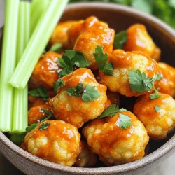 - Cauliflower florets - Flour and seasonings - Buffalo sauce For this tasty snack, you will need key ingredients. First, start with a medium cauliflower head. Cut it into bite-sized florets. Next, gather flour and seasonings. You'll need one cup of flour, garlic powder, onion powder, smoked paprika, salt, and black pepper. Finally, get your buffalo sauce. One cup is perfect for that spicy kick! - Vegan milk alternatives - Garnishes You can also add some optional ingredients. Consider using a vegan milk alternative, like unsweetened almond milk. This helps make the batter creamy. For garnishes, fresh parsley adds a nice touch. It makes your dish look and taste even better. - Air fryer - Mixing bowls - Whisk To make these bites, you will need a few essential tools. An air fryer is key for that crispiness. Mixing bowls help you combine your ingredients. A whisk is great for mixing the batter smoothly. With these tools, you are ready to create your Air Fryer Cauliflower Buffalo Bites! Check out the Full Recipe for detailed steps. To start, preheat your air fryer to 400°F (200°C). This ensures even cooking and crispiness. While the air fryer heats up, grab a large bowl. In this bowl, mix together the following dry ingredients: - 1 cup flour (all-purpose or gluten-free) - 1 teaspoon garlic powder - 1 teaspoon onion powder - 1 teaspoon smoked paprika - 1 teaspoon salt - ½ teaspoon black pepper Mix these well to combine the flavors. Next, you will create the batter. Gradually whisk in 1 cup of unsweetened almond milk until the mixture is smooth. This helps the batter stick to the cauliflower. Take each cauliflower floret and dip it into the batter, making sure it is well-coated. You want every bite to have that amazing flavor. Once your florets are coated, place them in the air fryer basket. Arrange them in a single layer. It is important not to overcrowd them, as this can lead to uneven cooking. Air fry the bites for about 10 to 12 minutes. Remember to shake the basket halfway through to ensure they cook evenly. After they turn golden brown and crispy, toss the cooked cauliflower bites in a large bowl with 1 cup of buffalo sauce and 1 tablespoon of olive oil. Make sure they are well-coated. For an extra crunch, return them to the air fryer for an additional 5 minutes. Remove the bites from the air fryer and let them cool slightly. Garnish with freshly chopped parsley before serving. Enjoy your spicy, crispy snack! For the full recipe, check the earlier section. To make your Air Fryer Cauliflower Buffalo Bites just right, adjust the buffalo sauce levels. If you like heat, add more sauce. If you prefer a milder taste, use less. You can also mix in other seasonings. Try adding a pinch of cayenne for extra spice or some smoked paprika for a deeper flavor. Experiment to find your favorite combo! Crispiness is key to great bites. The air frying technique is important. Make sure your air fryer is preheated to 400°F (200°C). This ensures even cooking. Cooking in batches also helps. If you overcrowd the basket, the bites won’t get as crispy. Give them space to breathe for the best results. For a fun presentation, serve your bites in a rustic bowl. Add celery sticks on the side for crunch. Dipping sauces like ranch or blue cheese complement the flavors well. For plating, sprinkle fresh parsley on top for a pop of color. This makes your dish look as good as it tastes! For the complete recipe, check out the Full Recipe. {{image_2}} You can spice up your Air Fryer Cauliflower Buffalo Bites in many ways. Do you want heat? Go for spicy buffalo sauce. If you prefer it milder, choose a less spicy sauce. You can also add cheese or herbs to the batter. Try mixing in some grated Parmesan or fresh herbs like dill or thyme. These additions can make your bites extra tasty and unique. If you are gluten-free, you have options! Use gluten-free flour in the batter. This change keeps the recipe safe for those with gluten sensitivities. For my vegan friends, swap out the almond milk for any plant-based milk. You can also use a vegan buffalo sauce to keep everything plant-based. This way, everyone can enjoy these delicious bites! Wondering what to serve with your cauliflower bites? Pair them with veggie sticks and a tasty dip, like ranch or blue cheese. This combination makes a great snack platter. You can also serve them with a crisp salad or a grain bowl. This creates a complete meal that is both filling and satisfying. You will love how these bites fit into your meals! To keep your Air Fryer Cauliflower Buffalo Bites fresh, store leftovers in the fridge. Use an airtight container. This helps keep them crispy and flavorful. They will stay good for about three days. If you want to enjoy them later, you can freeze them. When reheating, you want to keep the bites crispy. The best method is to use the air fryer. Preheat the air fryer to 350°F (175°C). Place the bites in a single layer, and heat for about 5-7 minutes. This keeps them crunchy and tasty. Avoid using the microwave, as it can make them soggy. To freeze your buffalo bites, first, let them cool completely. Then, place them in a freezer-safe bag or container. Make sure to remove as much air as possible. When you are ready to eat, thaw them in the fridge overnight. Reheat them in the air fryer for the best texture. This way, they will taste almost as good as fresh. Enjoy these bites anytime you want a quick snack! What can I use instead of flour? You can use almond flour, coconut flour, or chickpea flour. These options work well. They add flavor and a nice texture. Just make sure to adjust the amount. Some flours absorb more liquid than others. Can I make these ahead of time? Yes, you can prep the cauliflower bites ahead of time. Coat them and store in the fridge. When ready, just air fry them. They will still taste great and save you time. Why use an air fryer for this recipe? The air fryer cooks food quickly and makes it crispy. It uses hot air to create that crunch. This method uses less oil than traditional frying. You get tasty bites without the extra fat. How do I know when they are done? Check for a golden brown color. The bites should be crispy on the outside. You can also use a fork to test for tenderness inside. If they are soft and crispy, they are ready. Caloric content per serving Each serving has about 150 calories. This number may vary based on the buffalo sauce you choose. Check the label for the most accurate count. Health benefits of cauliflower Cauliflower is low in calories and high in nutrients. It is a good source of vitamins C and K. This veggie also has fiber, which helps digestion. Eating cauliflower can support your overall health. This blog focused on making tasty buffalo cauliflower using simple ingredients and methods. You learned about main ingredients like cauliflower, flour, and buffalo sauce, plus optional ingredients to enhance flavor. We covered step-by-step instructions for prep, coating, and cooking. I shared tips for perfect flavor and texture, along with serving suggestions. In the end, enjoy experimenting with flavors and adaptations. This dish is fun and easy to make, and it pairs well with many meals. You'll find it a hit with friends and family.