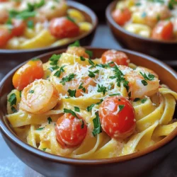 - 8 oz fettuccine pasta - 1 lb shrimp, peeled and deveined - 2 tablespoons Cajun seasoning - 2 tablespoons olive oil - 1 small onion, finely chopped - 3 cloves garlic, minced - 1 cup heavy cream - 1 cup cherry tomatoes, halved - 1/2 cup grated Parmesan cheese - 1/4 cup chopped fresh parsley - Salt and pepper to taste - Large pot for boiling pasta - Skillet for cooking sauce and shrimp - Mixing bowls - Measuring cups and spoons To make Creamy Cajun Shrimp Pasta, you need simple yet bold ingredients. The fettuccine pasta gives a nice base, while the shrimp adds protein. Cajun seasoning brings the heat and flavor. Olive oil is perfect for cooking your shrimp. You should also gather some fresh veggies. The onion and garlic will create a great aroma. Heavy cream makes your sauce rich and smooth. Cherry tomatoes add a pop of color and sweetness. Parmesan cheese ties everything together with its salty flavor. Fresh parsley will add a nice touch at the end. You will need a large pot to boil your pasta. A skillet is key for cooking the sauce and shrimp. Mixing bowls help when preparing ingredients. Make sure to have measuring cups and spoons ready to get the right amounts. For the full recipe, check out the [Full Recipe]. To start, boil your fettuccine pasta in a large pot of salted water. Follow the package instructions to cook it until it's al dente. This means it should be tender but still have a slight bite. After draining the pasta, remember to save about 1/2 cup of the cooking water. This water is starchy and will help make your sauce creamy. Next, take your shrimp and toss it in a bowl with Cajun seasoning. Make sure every shrimp is well-coated. This gives them a nice kick. Heat olive oil in a large skillet over medium heat. Once hot, add the shrimp and cook for about 2-3 minutes on each side. They should turn pink and be fully cooked. Remove them from the skillet and set them aside. In the same skillet, add the chopped onion. Sauté it until it becomes soft and clear, about 3-4 minutes. Then, add minced garlic and cook for another minute. Pour in the heavy cream and let it simmer gently. Add halved cherry tomatoes and cook for about 2-3 minutes until they soften. Now, mix in the grated Parmesan cheese. Stir it until it melts and blends well. If the sauce is too thick, add some of that reserved pasta water to reach your desired creaminess. Finally, return the cooked shrimp and fettuccine to the skillet, tossing everything together. Adjust the flavor with salt and pepper as needed. For the full recipe, refer to the [Full Recipe]. To avoid overcooking the shrimp, watch the color. Cook them until they turn pink, about 2-3 minutes per side. If they cook too long, they will become rubbery. For the perfect creamy consistency, add the cream slowly. Stir often and adjust with reserved pasta water if it gets too thick. You can boost the flavor with extra spices. Consider adding smoked paprika or red pepper flakes for heat. Fresh herbs like thyme or basil can also elevate the dish. When seasoning, taste as you go. This helps balance the flavors and prevent over-seasoning. Serve the creamy pasta in shallow bowls for a lovely look. Garnish with fresh parsley and a sprinkle of Parmesan cheese. Adding cherry tomato halves on top will brighten the dish. These simple touches make your meal more inviting and fun to eat. Enjoy every bite! {{image_2}} You can switch shrimp for other proteins. Chicken works well and adds a nice flavor. Just cook it until golden brown. Sausage is another tasty choice. It gives a different kick and pairs well with the sauce. For a vegetarian option, use mushrooms or tofu. Mushrooms add a nice umami flavor. Tofu soaks up the sauce, making each bite tasty. Both options keep the dish hearty and satisfying. Feel free to swap fettuccine for other pasta types. Penne or linguine can work just as well. Choose a pasta that you love. Whole-grain or gluten-free pasta is also an option for health-conscious cooks. If you want a lighter dish, try low-fat cream. You can use half-and-half or even a plant-based milk. This keeps the dish creamy while cutting some fat. Cajun seasoning is key to this dish's flavor. If you like more heat, add extra seasoning or red pepper flakes. Just a little can make a big difference. If you prefer a milder flavor, reduce the amount of Cajun seasoning. You can also use smoked paprika for a subtle smokiness without too much heat. This way, you can enjoy the dish at your own spice level. For the full recipe, check out the Creamy Cajun Shrimp Pasta details above. To keep your creamy Cajun shrimp pasta fresh, store it right. First, let it cool down to room temperature. Then, pack it in airtight containers. Glass or plastic containers work well. Make sure to seal them tightly to prevent air from getting in. You can keep leftovers in the fridge for up to three days. When you're ready to enjoy leftovers, reheat them gently. The best method is on the stovetop. Add a splash of water or some extra cream to the pan. This helps restore the creamy texture. Heat it over low to medium heat, stirring often. Avoid high heat to keep the pasta from drying out. If you want to freeze your pasta, do it right away. Place the cooled pasta in a freezer-safe container. Leave some space at the top, as it will expand when frozen. You can freeze it for up to three months. To thaw, move it to the fridge overnight. For reheating, use the stovetop method again. Add a little liquid to help regain that creamy goodness. Enjoy your Creamy Cajun Shrimp Pasta any time! Creamy Cajun Shrimp Pasta can last up to three days in the fridge. Store it in an airtight container. Before eating, check for signs of spoilage. If it smells sour or has a strange texture, it's best to toss it. Yes, you can prep parts of this recipe ahead. Cook the pasta and shrimp in advance, then store them separately. The sauce can also be made and stored in the fridge. Just warm everything up before serving. This makes dinner easy on busy nights. Pair this dish with a light salad or garlic bread. A fresh green salad with a simple vinaigrette works well. You can also serve it with a glass of chilled white wine, like Sauvignon Blanc. Absolutely! This recipe is great for meal prep. Portion it into containers for easy meals. You can also freeze individual servings. Just reheat in the microwave or on the stove, adding a splash of cream if needed. For the full recipe, check out our detailed instructions! This blog post covered creamy Cajun shrimp pasta, from ingredients to storage tips. You learned how to cook perfectly seasoned shrimp and create a smooth sauce. We shared useful tips for flavor and presentation, plus tasty variations for dietary needs. Finally, you now know how to store and reheat leftovers. Enjoy making this dish, and remember, cooking can be fun and creative!