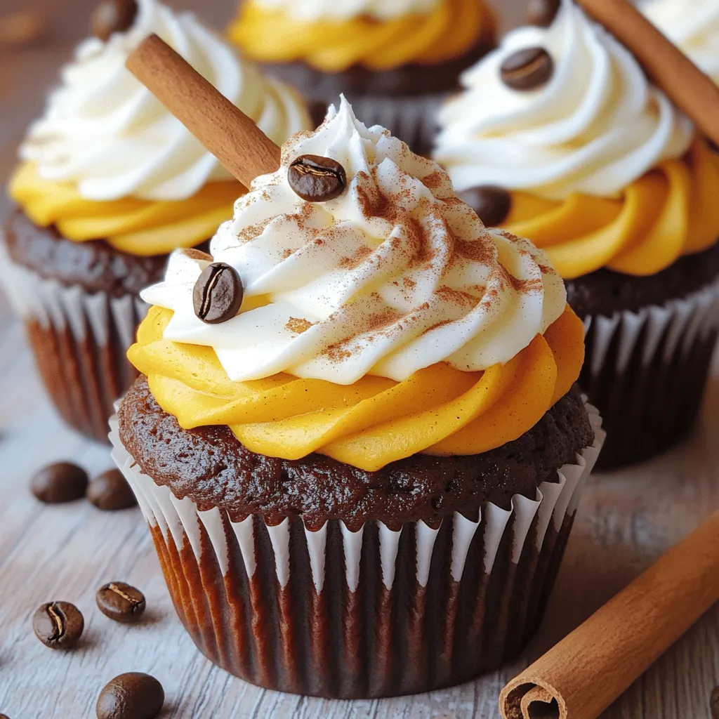 To make delicious pumpkin spice latte cupcakes, you need a few key ingredients: - 1 cup all-purpose flour - 1/2 cup unsweetened cocoa powder - 1 teaspoon baking powder - 1 teaspoon baking soda - 1/2 teaspoon salt - 1 tablespoon pumpkin spice blend (or mix nutmeg, cinnamon, and cloves) - 1/2 cup unsalted butter, softened - 1 cup granulated sugar - 2 large eggs - 1 teaspoon vanilla extract - 1 cup pumpkin puree - 1/2 cup brewed coffee, cooled - 1/4 cup milk These ingredients give your cupcakes a moist texture and rich flavor. The pumpkin puree adds moisture, while the coffee enhances the taste. The frosting is just as important as the cupcakes. Here are the ingredients you will need: - 1/2 cup unsalted butter, softened - 2 cups powdered sugar - 1 tablespoon pumpkin spice blend - 2 tablespoons brewed coffee, cooled - 1 teaspoon vanilla extract This frosting is creamy and sweet. The coffee and spice blend ties it all together for a tasty finish. You can make your cupcakes even more special with these toppings: - A sprinkle of cinnamon - A small dollop of whipped cream - A few coffee beans - A cinnamon stick These little touches make your cupcakes look festive and inviting. Feel free to get creative with your decorations! For the full recipe, check out the details above. Start by preheating your oven to 350°F (175°C). This step is key for even baking. Grab a cupcake tin and line it with cute cupcake liners. Choose colors that match fall vibes. In a medium bowl, mix up the dry ingredients. Combine 1 cup of flour, 1/2 cup cocoa powder, 1 teaspoon baking powder, 1 teaspoon baking soda, 1/2 teaspoon salt, and 1 tablespoon pumpkin spice blend. Whisk these together well. This blend gives your cupcakes a rich flavor. In a large bowl, beat together 1/2 cup softened butter and 1 cup granulated sugar. Mix for about 2 to 3 minutes. You want this mixture to be light and fluffy. It helps make your cupcakes soft. Now, add the eggs, one at a time, mixing well after each. Stir in 1 teaspoon vanilla extract, 1 cup pumpkin puree, and 1/2 cup cooled coffee. Mix until everything is combined. This is where the magic happens! Divide your batter evenly into the lined cupcake tin. Fill each liner about two-thirds full. This allows room for the cupcakes to rise without overflowing. Bake your cupcakes in the preheated oven for 18 to 20 minutes. Check for doneness by inserting a toothpick. If it comes out clean, they are ready. Let them cool completely before frosting. For the frosting, beat 1/2 cup softened butter until creamy. Gradually add 2 cups powdered sugar, 1 tablespoon pumpkin spice blend, 2 tablespoons cooled coffee, and 1 teaspoon vanilla extract. Mix until smooth and fluffy. Once the cupcakes are cool, frost them generously with this delicious blend. For the full experience, check out the Full Recipe for Pumpkin Spice Latte Cupcakes. Enjoy every bite! To get the best texture in your cupcakes, use room-temperature ingredients. This means butter, eggs, and milk should be warm, not cold. Mixing the butter and sugar until fluffy creates air. This step is key. When you mix the dry ingredients, don’t overmix when adding them to the wet ingredients. This keeps the cupcakes light and soft. Always fold gently to keep that nice fluffiness. Having the right tools makes baking easier. Here are my top picks: - Cupcake liners (choose festive colors for fall) - A cupcake tin (12-cup size works best) - Mixing bowls (both large and medium) - A whisk and electric mixer (to save time) - A measuring cup and spoons (for accuracy) - A cooling rack (to cool your cupcakes properly) These tools help you create the perfect Pumpkin Spice Latte Cupcakes. Presentation adds fun to your baking! Once your cupcakes cool, it’s time to make them shine. Frost them with thick layers of pumpkin spice frosting. Top each with a sprinkle of cinnamon for a warm touch. A small dollop of whipped cream makes them look fancy. For a special touch, add a coffee bean or a mini cinnamon stick on top. This makes them not just tasty but also pretty! {{image_2}} You can easily make gluten-free pumpkin spice lattes cupcakes. Just swap all-purpose flour with a gluten-free blend. Look for a mix that works well in baking. Make sure it has xanthan gum. This helps bind the ingredients together. Follow the same steps in the recipe. Your cupcakes will still be moist and tasty. If you want to change up the frosting, try cream cheese frosting. It adds a tangy taste that pairs well with the sweet cupcakes. You can also use whipped cream for a lighter touch. For a chocolate twist, use chocolate ganache. Just melt chocolate with cream and let it cool. Spread it on your cupcakes for a rich flavor. Adding chocolate chips or nuts makes these cupcakes even better. Chocolate chips add sweetness and a nice texture. Use semi-sweet or dark chocolate for bold flavor. Chopped nuts like pecans or walnuts give a lovely crunch. Mix them into the batter before baking. This adds fun bites to each cupcake. Enjoy the full recipe for detailed steps and tips! To keep your Pumpkin Spice Latte Cupcakes fresh, store them in an airtight container. Place them at room temperature for up to three days. If you add frosting, keep them in the fridge to keep the buttercream from melting. Make sure they are covered well to avoid drying out. If you have leftover cupcakes, freezing is a great option. First, let them cool completely. Wrap each cupcake in plastic wrap. Then, place the wrapped cupcakes in a freezer-safe bag. They can stay good for up to three months. When you're ready to eat, thaw them in the fridge overnight. If you want to enjoy a cupcake warm, you can reheat them. Place a cupcake in the microwave for about 10 to 15 seconds. This warms it nicely without making it dry. If you like, you can add a bit more frosting after reheating for extra flavor. For the full recipe of these delightful treats, check out the [Full Recipe]. Yes, you can swap out the coffee. Use brewed tea or hot chocolate instead. These options still give flavor. You can also use milk or water for a milder taste. Keep in mind, the coffee adds a nice depth. For more coffee flavor, add espresso. You can bake these cupcakes a day or two early. Store them in an airtight container. Make sure they are cool before storing. Frost them just before serving for the best taste. You can also freeze the cupcakes. Just wrap them well before freezing. Each cupcake has about 200 calories. It also has 8 grams of fat and 30 grams of carbs. Sugar content is around 12 grams. Keep in mind, this is a rough estimate. The exact amount can change based on your choices. Absolutely! The cupcakes are tasty on their own. They have a rich pumpkin flavor. You can dust them with powdered sugar for a simple touch. Or enjoy them with a cup of coffee for a cozy snack. Pumpkin spice dates back to the 19th century. It became popular in the U.S. for making pumpkin pie. The mix of spices like cinnamon, nutmeg, and cloves warms people up. Now, it’s a favorite in many fall recipes. It brings a sense of comfort and nostalgia. To make vegan cupcakes, replace eggs with flaxseed meal. Use one tablespoon of flaxseed meal mixed with three tablespoons of water per egg. Use plant-based butter instead of regular butter. Substitute milk with almond or soy milk. You can also check the Full Recipe for more detailed tips. You learned how to make delicious Pumpkin Spice Latte Cupcakes, from ingredients to storage. With tips for great texture and fun decorations, these cupcakes are perfect for any occasion. Whether you try gluten-free options or add fun toppings, you can make them your own. Enjoy baking these treats, and share them with friends. They will love them just as much as you do!