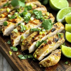 The right ingredients make all the difference in this zesty lime chicken marinade. Each one adds a unique touch to the dish. - Fresh lime juice (1/2 cup): This is the star of the show! It adds a bright, tangy flavor. You will need about four medium limes to get this amount. Fresh juice makes your dish vibrant and lively. - Olive oil (1/4 cup): This ingredient adds richness and a smooth texture. It helps the marinade stick to the chicken. Olive oil also brings a healthy fat that balances the acidity of the lime juice. - Garlic (3 cloves, minced): Garlic adds depth and a savory kick. It enhances the overall flavor profile of the marinade. - Honey (1 tablespoon): Honey brings a touch of sweetness. This balances the tartness of the lime juice, creating a beautiful harmony of flavors. - Ground cumin (1 teaspoon): This spice introduces an earthy warmth. It adds a subtle complexity that enhances the overall taste. - Paprika (1 teaspoon): Paprika provides a mild smokiness. It also gives the marinade a lovely red hue. - Chili powder (1/2 teaspoon): This spice adds a hint of heat. It gives the dish some zest without making it too spicy. - Black pepper (1/2 teaspoon): This adds a slight bite. Black pepper rounds out the flavors nicely. - Salt (to taste): Salt brings out all the other flavors. It’s key for balancing the marinade. - Chicken breasts (4 boneless, skinless): These are the canvas for your marinade. They soak up all the zesty goodness. Using these ingredients together makes for a flavorful and easy chicken dish that shines! You can find the complete recipe details in the Full Recipe section. To make the marinade, start by whisking the ingredients together. You need: - 1/2 cup fresh lime juice - 1/4 cup olive oil - 3 cloves garlic, minced - 1 tablespoon honey - 1 teaspoon ground cumin - 1 teaspoon paprika - 1/2 teaspoon chili powder - 1/2 teaspoon black pepper - Salt to taste Whisk these ingredients in a medium bowl until they blend well. This step is key. It ensures the flavors mix evenly. A balanced marinade adds depth to your chicken. Marinating time matters too. I recommend marinating for at least 30 minutes. For the best taste, aim for 2 to 4 hours. This allows the chicken to soak up all the zesty lime flavor. When you choose chicken for this recipe, boneless, skinless chicken breasts work best. They absorb the marinade well and cook evenly. After preparing the marinade, place the chicken in a resealable bag or shallow dish. Pour the marinade over the chicken and seal the bag or cover the dish. For marinating duration, stick with the same 30 minutes to 4 hours. Longer marinating gives you more flavor, but don’t exceed 24 hours. The chicken may get too salty. Before cooking, preheat your grill over medium-high heat. This step is important. A hot grill sears the chicken, locking in the juices. For cooking times, grill the chicken for 6 to 7 minutes per side. Always check the internal temperature. It should reach 165°F or 75°C to ensure it’s safe to eat. After grilling, let the chicken rest for 5 minutes before slicing. This helps keep the juices inside, giving you tender and flavorful chicken. To get the best flavor from your Zesty Lime Chicken Marinade, you want to marinate the chicken well. Here’s how: - Use a resealable plastic bag. This helps spread the marinade evenly. - Try to remove all air from the bag. This helps the marinade hug the chicken. - Marinate for at least 30 minutes. But for more flavor, aim for 2 to 4 hours. I find that using glass or ceramic dishes works well too. Avoid metal containers. Acidic ingredients like lime juice can react with metal and change the taste. Grilling can be tricky, but these tips will help: - Before grilling, oil the grates. This keeps the chicken from sticking and makes flipping easy. - Make sure your grill is hot. Preheat it for about 10 minutes on medium-high heat. - Cook the chicken for about 6 to 7 minutes on each side. This gives even cooking. Always check the chicken’s internal temperature. It should reach 165°F (75°C) to be safe. This way, you ensure a juicy, flavorful meal. {{image_2}} You can easily change the taste of your Zesty Lime Chicken. Adding herbs or spices can create new flavors. For instance, try fresh cilantro or parsley for a bright touch. If you want a spicy kick, add a pinch of cayenne pepper. You can also experiment with different sweeteners. Instead of honey, use maple syrup or agave nectar. These alternatives can add a unique twist to the marinade. You have several options for cooking your Zesty Lime Chicken. Baking in the oven gives you juicy chicken, while grilling adds a smoky flavor. If you grill, preheat your grill and cook each side for 6-7 minutes. This method creates nice grill marks and enhances the taste. If you prefer a quicker method, try an air fryer. It cooks the chicken fast and leaves it tender. Set your air fryer to 375°F (190°C) and cook for about 12-15 minutes. Always check the internal temperature to ensure it reaches 165°F (75°C). These methods can change your meals and keep things exciting. Don't hesitate to explore these variations for your Zesty Lime Chicken. For the complete Zesty Lime Chicken Marinade recipe, check out the Full Recipe. For short-term storage, keep your marinated chicken in the fridge. Use a clean, airtight container or a resealable plastic bag. This helps to lock in the flavors and keep your chicken safe. The marinated chicken lasts about 2 to 3 days in the fridge. If you plan to eat it later, make sure to label the container with the date. For long-term storage, you can freeze the marinade and chicken together. This way, you keep the flavor intact. Place the chicken and marinade in a freezer bag. Squeeze out as much air as possible before sealing. The chicken can stay good in the freezer for about 3 months. When you are ready to cook, safely defrost the chicken. The best way is to move it from the freezer to the fridge. Let it thaw overnight. If you need it fast, you can use cold water. Just keep it in a sealed bag and change the water every 30 minutes. Avoid defrosting in the microwave, as it can cook the chicken unevenly. For the full recipe, check out the complete guide to Zesty Lime Chicken Marinade. The best chicken for this marinade is boneless, skinless chicken breasts. They soak up the zesty flavors well. You can also use chicken thighs for more juiciness. Thighs have a richer taste and stay tender when cooked. Choose cuts based on your flavor preference. Yes, you can use bottled lime juice. However, fresh lime juice offers a brighter taste. Bottled juice may taste more muted. If you want the best flavor, use fresh limes. This small switch makes a big difference in your dish. You should marinate the chicken for at least 30 minutes. For the best flavor, aim for 2 to 4 hours. The longer you marinate, the more tender the chicken gets. Just avoid going over 24 hours, as it can get mushy. Yes, you can double the marinade recipe. Just keep the same ratios for each ingredient. This is great for larger gatherings or meal prep. Ensure you have enough chicken to soak up the flavors. You can serve Zesty Lime Chicken with many sides. Consider a fresh salad, rice, or grilled veggies. Corn on the cob and avocado slices also pair nicely. These options balance the zesty chicken and make a full meal. For the complete Zesty Lime Chicken Marinade recipe details, check out the [Full Recipe]. Using fresh lime juice, olive oil, garlic, and spices creates a zesty marinade. Marinate the chicken well for rich flavor and juicy texture. Remember to preheat your grill for even cooking. You can try variations with herbs or sweeteners for new tastes. Store leftovers properly for later enjoyment. Zesty Lime Chicken is fun to make and share. You will impress your family and friends with this dish! Follow these tips to make your chicken shine every time. Enjoy great meals at home with ease and confidence!
