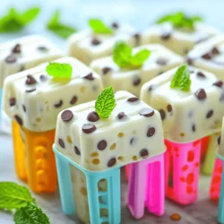 To make Chocolate Chip Mint Greek Yogurt Pops, gather these simple ingredients: - 2 cups plain Greek yogurt - 1/2 cup honey or maple syrup - 1 teaspoon pure peppermint extract - 1/4 teaspoon vanilla extract - 1/2 cup mini chocolate chips - Fresh mint leaves for garnish (optional) Each ingredient plays a key role in making these pops creamy and tasty. The Greek yogurt gives a rich texture. Using honey or maple syrup adds natural sweetness. I love pure peppermint extract for a fresh taste. A touch of vanilla extract rounds out the flavors. Mini chocolate chips add fun and crunch. You can use fresh mint leaves to dress up your pops. You can find the full recipe at the end of this article. Enjoy making these delightful treats! 1. Mixing the yogurt base Start by taking a mixing bowl. Add 2 cups of plain Greek yogurt. Then, pour in 1/2 cup of honey or maple syrup. Next, add 1 teaspoon of pure peppermint extract and 1/4 teaspoon of vanilla extract. Mix everything well until it feels creamy and smooth. 2. Adding chocolate chips Now, it’s time to fold in the fun part! Gently add in 1/2 cup of mini chocolate chips. Stir slowly so the chocolate chips spread evenly throughout the yogurt mixture. This step adds a delightful crunch to your pops. 3. Filling the molds Grab your popsicle molds. Pour the yogurt mixture into each mold, filling them about 3/4 full. This space lets the pops expand as they freeze. Insert sticks into the molds, then tap them gently on the counter. This helps remove any air bubbles for a smoother treat. - Suggested freezing time Place your filled molds in the freezer. Let them freeze for at least 4 hours. This time allows them to become solid and ready to pop out. - Tips for removing pops from molds To get the pops out, run warm water over the outside of the molds for a few seconds. This warms the mold slightly, making it easier for the pops to slide out. Gently tug on the sticks until the pops come free. - Garnishing options For a nice touch, you can garnish your pops with fresh mint leaves. This adds a pop of color and a hint of extra flavor. - Presentation ideas Serve the pops on a pretty plate or stand them upright in a glass. This makes them look enticing and fun. You can even add a drizzle of melted chocolate on top for extra indulgence! For the full recipe, check out the details above on how to make these delightful treats! Using Greek yogurt makes these pops creamy and thick. Regular yogurt can be runny. The higher protein content in Greek yogurt gives your pops a rich taste. For sweetness, adjust honey or maple syrup to your liking. Start with half a cup, then taste. If you want more sweetness, add a bit more. Keep in mind, too much sweetener may change the texture. To keep your pops fresh and tasty, use proper storage techniques. Use airtight containers or freezer bags to seal them. This step helps prevent freezer burn. You can also wrap each pop in plastic wrap. This adds another layer of protection. Store pops in the back of the freezer. This spot stays the coldest. Enjoy your treats without worry! For the full recipe, check our detailed guide. {{image_2}} You can make your Chocolate Chip Mint Greek Yogurt Pops even better. Try adding fruit purees for a fruity twist. Purees from strawberries or mangoes mix well with the mint and chocolate. Just blend the fruit and swirl it into the yogurt mix before pouring into molds. This adds color and flavor. You can also switch up the extracts. Instead of peppermint, use almond or orange extract. These flavors give a new taste and can surprise your guests. Just remember to keep the amount the same. If you're looking to make these pops vegan, it's easy! Use coconut yogurt instead of Greek yogurt. Replace honey with agave syrup or maple syrup. These swaps keep the pops creamy and tasty. To cut calories and sugar, choose a low-calorie sweetener. You can use stevia or erythritol. These sweeteners work well without losing flavor. You can also use yogurt that has less fat for a lighter treat. For the full recipe, visit the section above. Enjoy experimenting with these variations! To keep your Chocolate Chip Mint Greek Yogurt Pops fresh, store them in the freezer. Use a sealed container or a zip-top bag to prevent freezer burn. They can last up to three months if stored correctly. For the best taste and texture, aim to eat them within two weeks. This way, you enjoy their creamy delight at its best. When you're ready to enjoy your pops, remove them from the freezer. Run warm water over the outside of the molds for a few seconds. This helps loosen the pops. Gently pull on the sticks until the pops slide out smoothly. Avoid using a knife or sharp tool, as this may damage the pops. Enjoy them right away, or let them sit for a few minutes to soften slightly. This makes for a perfect treat! To make these tasty pops, start with a bowl. Combine 2 cups of plain Greek yogurt, 1/2 cup of honey or maple syrup, 1 teaspoon of peppermint extract, and 1/4 teaspoon of vanilla extract. Mix well until it’s creamy. Then, gently fold in 1/2 cup of mini chocolate chips. Pour the mix into popsicle molds, filling them about 3/4 full. Then insert sticks and freeze for at least 4 hours. When they're solid, run warm water over the molds to remove the pops. You can garnish with fresh mint leaves if you want. If you need a substitute for Greek yogurt, you can use regular yogurt or coconut yogurt. Regular yogurt is thinner, so your pops may be less creamy. Coconut yogurt gives a nice flavor but may change the taste. Both options work, but they will alter the texture and taste of your pops. Yes, these pops are gluten-free! All the ingredients, like Greek yogurt and mini chocolate chips, do not contain gluten. Always check the labels on your chocolate chips to ensure they are gluten-free. This recipe is great for those with gluten allergies or sensitivities. Enjoy your pops without worry! You can create fun and tasty Chocolate Chip Mint Greek Yogurt Pops with just a few ingredients. We detailed everything from mixing the yogurt to adding chocolate chips and freezing. You can enhance flavors or adjust for diets too. With proper storage and serving tips, these pops will be a hit. Enjoy experimenting with your own ideas! Dive in and enjoy the cool taste of your homemade treats!