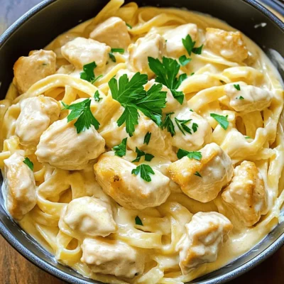 One-Pot Chicken Alfredo Creamy Pasta Delight