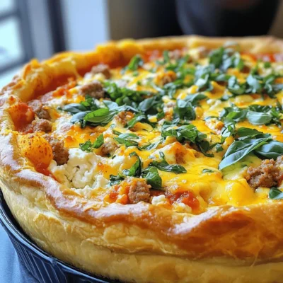 Sausage & Spinach White Deep Dish Pizza Delight