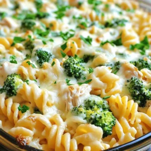 - 2 cups cooked rotini pasta - 2 cups cooked chicken breast, shredded - 2 cups Alfredo sauce (store-bought or homemade) - 1 cup broccoli florets (steamed) - 1 teaspoon garlic powder - 1 teaspoon Italian seasoning - Salt and pepper to taste - 1 cup mozzarella cheese, shredded - 1/2 cup grated Parmesan cheese - Fresh parsley, chopped (for garnish) Gathering the right ingredients makes all the difference in your Easy Chicken Alfredo Bake. You need cooked rotini pasta to give the dish its shape and texture. Shredded chicken adds heartiness and protein, making it a filling meal. You can use store-bought or homemade Alfredo sauce, depending on your time and taste. Next, let's talk about vegetables. Steamed broccoli florets add a nice pop of color and nutrition. Garlic powder and Italian seasoning bring out great flavors. Don't forget to add salt and pepper to taste. For the cheesy goodness on top, use shredded mozzarella for that melty texture. A sprinkle of grated Parmesan cheese adds extra flavor. Finally, finish with fresh chopped parsley to make it look beautiful. You can find the full recipe to get all the details needed to create this delicious dish. - Preheat the oven to 375°F (190°C). - Grease the baking dish (9x13 inches) for optimal cooking. - Combine cooked rotini, shredded chicken, steamed broccoli, Alfredo sauce, seasonings in a large mixing bowl. - Ensure even coating of all ingredients before transferring. - Spread the mixture evenly in the baking dish. - Top with mozzarella and Parmesan cheese. - Cover with aluminum foil and bake for 20 minutes, then uncover and bake for an additional 10-15 minutes. This method keeps your dish creamy and cheesy. The heat helps blend the flavors. You’ll love how easy it is to make. For the full recipe, check out the details above. Enjoy your cooking! To get the most from your Easy Chicken Alfredo Bake, mix the ingredients well. This helps avoid dry spots. Each bite should be creamy and flavorful. Using freshly shredded cheese makes a big difference too. It melts better than pre-shredded cheese, giving you that gooey texture that everyone loves. Every oven is a bit different. You might need to adjust your bake times based on your oven's accuracy. It’s also smart to let the dish cool slightly before serving. This helps with portioning and keeps the cheese from sliding off. Want to mix things up? Substitute chicken with cooked sausage or tofu for a tasty twist. If you need a gluten-free option, use gluten-free pasta. These swaps can make your dish fit different diets while still being delicious. {{image_2}} You can switch things up by using shrimp or turkey instead of chicken. Both options add a unique taste. If you want extra flavor, add cooked bacon. The smoky taste of bacon makes any dish better. To make it special, try making your own Alfredo sauce from scratch. This gives your dish a homemade touch. You can also experiment with other cream sauces, like mushroom or sun-dried tomato. Each sauce brings a different flavor to the bake. For more nutrition and color, add vegetables like spinach, bell peppers, or peas. These veggies not only taste great but also brighten up your dish. You could also use a blend of mixed vegetables for an extra depth of flavor. Each bite becomes a new adventure! Store any leftovers in an airtight container. This keeps them fresh for up to 3 days. When you're ready to eat, reheat in the oven or microwave. This helps maintain the dish's great taste. You can freeze the dish before baking. This makes it easy to have a quick meal later. To use it, thaw in the refrigerator overnight. Bake as the recipe says for a warm and yummy dinner. When reheating, do it in individual portions. This helps keep the flavor and texture nice. Add a splash of milk or cream during reheating. This restores the creaminess that makes this dish special. Prep time is about 15 minutes, and total cooking time is roughly 45 minutes. This dish comes together quickly, making it perfect for busy evenings. Yes, you can prepare it the night before and bake it just before serving. This makes it easy to enjoy a warm meal after a long day. Simply cover it well and store it in the fridge. Serve with garlic bread or a fresh garden salad for a complete meal. The bread adds crunch, while the salad provides freshness. You can also pair it with steamed vegetables for extra nutrition. This Chicken Alfredo Bake is simple yet delicious. You learned how to mix rotini, chicken, and veggies with creamy Alfredo sauce. Remember to use quality cheese for the best results. Feel free to adapt ingredients to fit your tastes. Storing leftovers is easy, and you can even prep it in advance. Enjoy this hearty meal with friends or family. It's a dish everyone will love!