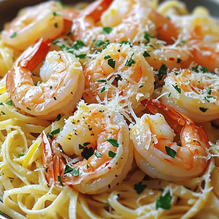 To make lemon garlic shrimp scampi, gather these key items: - 1 pound large shrimp, peeled and deveined - 4 tablespoons unsalted butter - 2 tablespoons olive oil - 4 cloves garlic, minced - Zest and juice of 2 lemons - Salt and pepper to taste - 8 oz linguine or spaghetti - Fresh parsley, chopped, for garnish These ingredients create a bright and tasty dish. The shrimp provides protein, while the lemon adds freshness. Butter and olive oil give the sauce a rich taste, and garlic brings a warm aroma. You can add some optional items for extra flavor: - 1 teaspoon red pepper flakes (for heat) - Grated Parmesan cheese (for serving) Red pepper flakes can spice up the dish. Parmesan cheese adds a creamy touch that many love. Feel free to adjust based on your taste! To prepare this dish, use these tools: - Large pot for boiling pasta - Large skillet for sautéing shrimp - Colander for draining pasta - Tongs or a spatula for mixing These tools help you cook efficiently. A large pot ensures the pasta cooks well, while a skillet allows for even cooking of the shrimp. Each tool plays an important role in making this dish a success. For the full recipe, check the instructions provided earlier. To start, fill a large pot with water. Add salt to the water; this helps flavor the pasta. Bring the water to a boil over high heat. Once boiling, add your linguine or spaghetti. Follow the package instructions and cook until it is al dente. This typically takes about 8 to 10 minutes. Drain the pasta in a colander, but save about one cup of the pasta water. This water is starchy and will help your dish later. Next, heat a large skillet over medium heat. Add the butter and olive oil to the skillet. Let them melt together. Once hot, add the minced garlic and red pepper flakes. Stir this mixture for about one minute. You want to smell that lovely garlic aroma. Now, add the shrimp in a single layer. Season them with salt and pepper. Cook the shrimp for about 2 to 3 minutes on each side. They should turn a lovely pink and opaque color when done. When the shrimp are cooked, it’s time to add some zing! Pour in the lemon zest and juice. Gently toss the shrimp in this mixture to coat them evenly. The lemon will brighten the dish and add a fresh taste. Now, add the cooked pasta to the skillet with the shrimp. Toss everything together well, mixing the pasta and shrimp. If the sauce feels too thick, add some of that reserved pasta water. This will help to achieve your desired sauce consistency. Now, you're ready to enjoy a delicious Lemon Garlic Shrimp Scampi! For the complete recipe, click on [Full Recipe]. When picking shrimp, look for a few key signs. Choose shrimp that smell fresh, like the sea. Their shells should be shiny and firm. If you see black spots, skip those shrimp. Fresh shrimp should be pinkish or gray, depending on the type. Always buy shrimp from trusted sources. If possible, ask about their catch date. It helps ensure you get the freshest shrimp for your dish. Shrimp cook quickly, so timing is key. I like to sauté shrimp for even cooking. Use medium heat and watch closely. Shrimp turn pink and opaque when done. This usually takes just 2 to 3 minutes per side. Avoid overcrowding your pan. Cook shrimp in batches if needed. This way, they sear nicely and don’t steam. For a different flavor, grill or broil shrimp. Both methods add a nice char. To boost flavor, consider adding herbs and spices. Fresh herbs like parsley and basil work great. A pinch of red pepper flakes gives a nice kick. For a richer taste, try adding white wine while cooking. It helps deglaze the pan and adds depth. You can also play with citrus. Lime or orange zest can add a fun twist. For the full recipe, check out the zestiness of lemon garlic shrimp scampi to see how these tips come together deliciously! {{image_2}} You can change up the sauce for your shrimp scampi. Instead of lemon, try lime for a fresh twist. Use white wine for more depth. Add a splash of soy sauce for a hint of umami. For a creamy touch, mix in some heavy cream. Each option gives the dish a new flavor. Need a gluten-free option? Swap out regular pasta for gluten-free linguine or zucchini noodles. You can also use cauliflower rice for a low-carb choice. If you don’t have shrimp, chicken or scallops work well too. Just adjust cooking times to match your ingredients. Boost the nutrition by adding veggies. Spinach, cherry tomatoes, or bell peppers blend nicely. Simply sauté them with the garlic before adding shrimp. You can also mix in cooked peas or asparagus for color and crunch. This makes your dish heartier and more colorful. Check out the Full Recipe for more details! After enjoying this dish, store your leftover shrimp scampi in an airtight container. Make sure to cool it down to room temperature first. Place it in the fridge, and it will stay fresh for up to three days. This keeps the flavors intact and ready for your next meal. To reheat shrimp scampi, use a skillet over low heat. Add a splash of olive oil or a bit of butter to prevent sticking. Gently warm it up, stirring occasionally. You can also use the microwave, but cover the dish. Heat it in short bursts to avoid overcooking the shrimp. If you want to save scampi for later, consider freezing it. Just place it in a freezer-safe container. It can last up to three months in the freezer. When you are ready to eat, thaw it overnight in the fridge. Reheat gently to keep the shrimp tender. For the full recipe, refer back to the earlier section. The best type of shrimp for scampi is large shrimp. I recommend using 16-20 count shrimp. This size cooks evenly and has a nice bite. You can use fresh or frozen shrimp. If you choose frozen, make sure to thaw them first. Always look for shrimp with a firm texture and a sweet smell. Yes, you can make Lemon Garlic Shrimp Scampi ahead of time. Cook the shrimp and sauce, then store them separately from the pasta. This helps keep the pasta from getting soggy. When you are ready to serve, just reheat the shrimp and sauce. Then toss it with fresh pasta. It will taste almost as good as when cooked fresh. Shrimp scampi pairs well with many sides. Here are some great options: - Garlic bread - Steamed vegetables like broccoli or asparagus - A fresh garden salad - Rice or risotto - A glass of white wine These sides will complement the flavors of the shrimp scampi perfectly. For the full recipe, check out the details above. You learned about making a tasty shrimp scampi. We covered the key ingredients, tools, and step-by-step cooking tips. I shared ways to customize and enhance your dish. You also learned how to store leftovers and easily reheat them. By using fresh shrimp and the right techniques, you can enjoy amazing flavors. Remember to have fun experimenting with different sauces and veggies. Happy cooking!