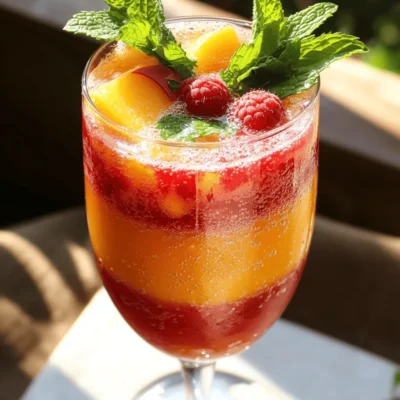 Peach Raspberry Bellini Mocktail Refreshing Delight