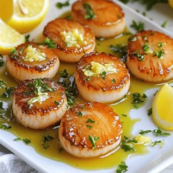 - 12 large sea scallops, cleaned and patted dry - Salt and freshly ground black pepper, to taste - 2 tablespoons olive oil - 1 tablespoon unsalted butter - 2 cloves garlic, minced - Zest of 1 lemon - 2 tablespoons fresh parsley, chopped - Lemon wedges, for serving To create perfect seared scallops, you need fresh, high-quality ingredients. Start with large sea scallops. They should be cleaned and dried well. This drying step is very important. If the scallops are wet, they won’t sear properly. Next, season the scallops with salt and pepper. This simple step adds great flavor. You can use freshly ground black pepper for a better taste. Now, let's talk about the cooking fat. Olive oil works well, but I like to add butter for richness. It gives a nice, nutty flavor to the dish. For flavor enhancers, garlic is a must. Minced garlic adds a punch of taste. Lemon zest brightens the dish and adds freshness. Finally, chopped parsley gives color and a mild herbal touch. Lemon wedges add a zesty finish when serving. Gather these ingredients and get ready for a delicious cooking experience. You’ll find the full recipe in the article. Enjoy your culinary adventure with these perfect seared scallops! First, you need to make sure the scallops are dry. Use a paper towel to pat them gently. This step is key for a nice sear. Next, season both sides with salt and pepper. A little goes a long way in bringing out their natural flavor. Now, let’s heat the pan. Pour 2 tablespoons of olive oil into a large skillet. Heat it over medium-high until it shimmers but does not smoke. Carefully place the scallops in the pan. Make sure they are not touching. Sear each scallop for about 2-3 minutes without moving them. You want a golden crust to form. Once the crust is ready, it’s time to flip the scallops. Use tongs to turn them gently. Now, add 1 tablespoon of unsalted butter and 2 cloves of minced garlic to the pan. Cook for another 2-3 minutes. As the butter melts, spoon it over the scallops for extra flavor. This step really makes the dish shine. For the full recipe, check the details provided earlier. Dry scallops are key. When they are wet, they won’t brown nicely. Pat them dry with a paper towel. This step is vital for that golden crust. Heat your pan until it is hot. The right temperature is around medium-high heat. If the oil shimmers, you’re ready. Cook the scallops for 2 to 3 minutes on one side. Don’t move them! This helps form a nice sear. Pair scallops with simple sides. Sautéed spinach or creamy risotto work well. You can also serve them with a fresh salad. For a pop of color, garnish with lemon wedges and chopped parsley. This adds bright flavors and makes the dish look great. If your scallops stick, they may not be ready to flip. Wait a bit longer before turning them. For thicker scallops, adjust your cooking time. Cook them for an extra minute on each side. Check for a golden crust and firmness to know they are done. Follow these tips for perfect results every time. For the full recipe, check out the details above. {{image_2}} For a twist, I love using herb-infused butter. You can mix in herbs like thyme, tarragon, or dill. These herbs add depth to the rich butter. Simply melt butter in the pan, then add your chosen herbs. It gives a fresh taste to your scallops. You can also experiment with seasonings. Try smoked paprika, cayenne, or even citrus zest. Each will change the flavor profile. A pinch of cayenne adds heat, while smoked paprika gives a nice, earthy touch. Explore different combos to find your favorite. Seared scallops shine when served with great sides. A creamy risotto pairs well. The creaminess complements the scallops' texture and keeps your meal rich. You can also add sautéed vegetables like asparagus or green beans for a light crunch. Wine can elevate your dish. A crisp white wine like Sauvignon Blanc works well. It cuts through the richness of the scallops. Another option is a light Pinot Grigio. Both wines enhance the meal without overpowering the flavors. Grab a glass to enjoy with your scallops. For the full recipe, check out Perfect Seared Scallops. Enjoy your cooking adventure! To store cooked scallops safely, first let them cool to room temperature. Place them in an airtight container. This keeps them fresh for up to two days. You can also wrap them tightly in plastic wrap, but the container works best. For reheating, use a gentle heat. You can warm them in a skillet over low heat. Add a splash of water or broth to keep them moist. Heat until they are just warm. Avoid overcooking, or they will turn tough. Yes, you can freeze cooked scallops. To do this, let them cool completely. Then, place them in a freezer-safe bag. Remove as much air as possible before sealing. They can stay in the freezer for about three months. When you are ready to use them, thaw scallops in the fridge overnight. This keeps their texture nice. For quick thawing, place them in a sealed bag under cold water. Avoid using a microwave, as it can change their texture. You can tell scallops are done when they turn opaque and firm. They should have a nice golden crust on the outside. If they are slightly springy to touch, they're ready. You want to avoid overcooking them. Overcooked scallops become tough and rubbery. A perfect scallop should melt in your mouth. Yes, you can use frozen scallops. Just make sure to thaw them properly first. Place them in the fridge overnight or run them under cold water. Frozen scallops may have extra moisture, so dry them well before cooking. This helps achieve that perfect sear. Fresh scallops often have a better taste and texture, but frozen can work in a pinch. To avoid overcooking scallops, pay close attention to the cooking time. Sear them for about 2-3 minutes on each side. Make sure your pan is hot enough before adding scallops. If you see them turning white all the way through, they're likely overcooked. Use a timer to help you track cooking time closely. You can find great scallops at local fish markets or seafood counters. Look for scallops that are firm and have a slight sheen. Fresh scallops should not have a strong fishy smell. Ask your fishmonger about the source. Wild-caught scallops often taste better than farmed ones. This post covered the key steps to cook perfect sea scallops. We explored essential ingredients, cooking tips, and even variations to keep it exciting. Remember, dry scallops and the right heat can make all the difference. Don't forget to pair these scallops with tasty sides and a nice wine. With practice, you'll impress friends and family with your skills. Enjoy your cooking journey and savor each delicious bite!