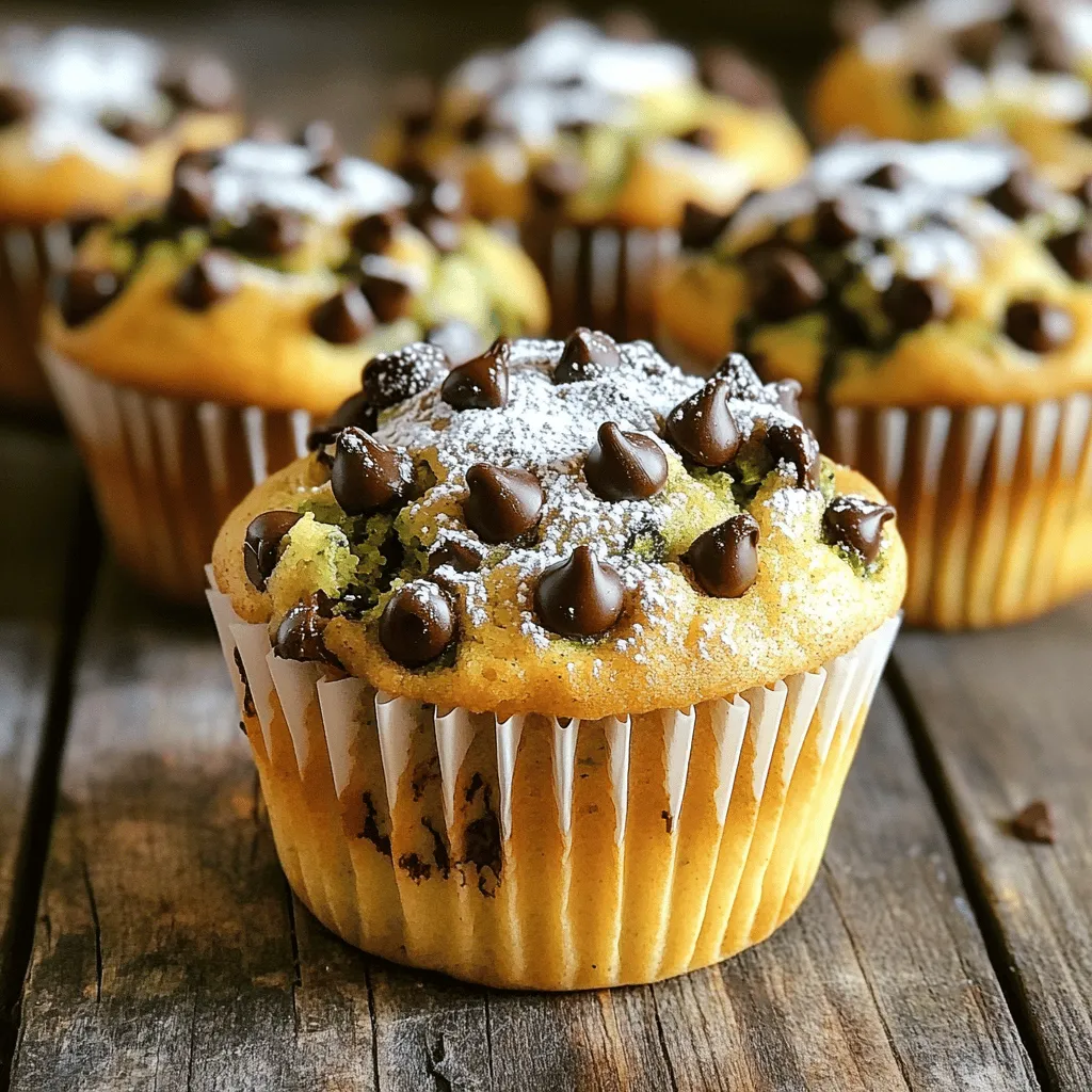 - 1 medium zucchini, grated (about 1 cup) - 1 cup all-purpose flour - 1/2 cup almond flour - 1/2 teaspoon baking soda - 1/2 teaspoon baking powder - 1/2 teaspoon ground cinnamon - 1/4 teaspoon salt - 1/2 cup brown sugar, packed - 1/4 cup granulated sugar - 1/3 cup vegetable oil - 2 large eggs - 1 teaspoon vanilla extract - 1/2 cup semi-sweet chocolate chips When making zucchini chocolate chip muffins, the ingredients are key. Each one plays an important role in the flavor and texture of the muffins. If you want to change the flours, you can use whole wheat or gluten-free flour. For sweeteners, honey or maple syrup work well. If you seek dairy-free options, try using coconut oil or applesauce instead of vegetable oil. These choices can help you make the recipe your own. Enjoy experimenting! If you want to see the full recipe, check out the link above. 1. Preheat the oven and prepare the muffin tin First, set your oven to 350°F (175°C). This step warms the oven evenly. While it heats, line a muffin tin with paper liners or lightly grease it. This makes sure the muffins come out easily. 2. Mixing dry and wet ingredients In a large bowl, whisk together the all-purpose flour, almond flour, baking soda, baking powder, ground cinnamon, and salt. Set this bowl aside. In another bowl, mix the brown sugar and granulated sugar with vegetable oil. Stir until well blended. Add the eggs one by one, mixing well. Finally, pour in the vanilla extract. 3. Combining the batter and avoiding overmixing Gently fold the grated zucchini into the wet ingredients. This adds moisture and flavor. Slowly add the dry ingredients to the wet mixture. Use a spatula to fold them together until just combined. Do not overmix; this keeps the muffins light and fluffy. - How to know when muffins are done Look for a nice golden brown color on top. The muffins should feel firm but springy when you touch them. - Using a toothpick test for doneness Insert a toothpick into the center of a muffin. If it comes out clean or with a few crumbs, the muffins are done. If it’s wet, bake a few more minutes. - Cooling and transferring muffins properly Let the muffins cool in the pan for 5 minutes. Then, gently transfer them to a wire rack. This helps them cool evenly and stay soft. Enjoy them warm or at room temperature. For the full recipe, refer to the earlier section. - Ensuring the perfect muffin texture: To get light and fluffy muffins, mix the wet and dry ingredients separately first. Fold them gently together. This prevents overmixing, which can make muffins dense. - Tips for grating zucchini: Use a box grater or food processor for quick grating. After grating, squeeze out excess moisture using a clean cloth. This keeps your muffins from becoming soggy. - How to evenly distribute chocolate chips: Toss the chocolate chips in a little flour before adding them to the batter. This helps them stay suspended in the muffins and not sink to the bottom. - Overmixing the batter: Be careful not to stir too much. Mix just until combined. This keeps your muffins tender and light. - Incorrect oven temperature: Always preheat your oven to 350°F (175°C). An oven that is too hot can burn the muffins outside while leaving them raw inside. - Using too much or too little zucchini: Stick to one medium zucchini, which gives about one cup grated. Too much zucchini can make the muffins too wet, while too little may dry them out. {{image_2}} You can change up your zucchini chocolate chip muffins in fun ways. Here are some ideas: - Nuts, seeds, and dried fruits: Add chopped nuts like walnuts or pecans for crunch. Flaxseeds or chia seeds can boost nutrition. Dried fruits like raisins or cranberries add sweetness. - Different types of chocolate: Swap semi-sweet chocolate chips for dark or white chocolate. Each type brings a unique flavor. Dark chocolate pairs well with the rich taste of zucchini. - Adding spices for variation: Experiment with spices like nutmeg or ginger. These can enhance the warmth and depth of your muffins. A pinch of allspice brings a cozy touch. You can also make these muffins fit your diet needs easily: - Gluten-free options: Use gluten-free flour blends instead of all-purpose flour. This keeps the texture light and fluffy. Almond flour can also work well here. - Lowering sugar content alternatives: You can cut down on sugar by using applesauce or mashed bananas. These add natural sweetness without extra sugar. - Vegan adaptation ideas: To make these muffins vegan, replace eggs with flax eggs. Mix one tablespoon of flaxseed meal with three tablespoons of water. Let it sit until it thickens. Use plant-based oil instead of vegetable oil for a dairy-free option. These variations and modifications make your zucchini chocolate chip muffins fun and friendly for everyone! To keep your zucchini chocolate chip muffins fresh, store them at room temperature. Place them in an airtight container. This method keeps them soft for about three days. If you want to keep them longer, freezing is a great option. Wrap each muffin in plastic wrap, then put them in a freezer bag. This way, they stay fresh for up to three months. When you're ready to enjoy your muffins again, reheating is simple. You can use the microwave. Heat them for about 15 to 20 seconds. Alternatively, you can warm them in the oven. Preheat it to 350°F (175°C) and bake for about 5 to 10 minutes. This helps restore their softness and flavor. Enjoy your muffins warm for the best taste! Can I use frozen zucchini? Yes, you can use frozen zucchini. Make sure to thaw and drain it first. This helps reduce excess moisture in your muffins. If you skip this step, your muffins may become soggy. How long do the muffins last? These muffins last about 3 to 5 days at room temperature. Keep them in an airtight container for freshness. You can also freeze them for up to 3 months. Just wrap them well before freezing. Can I make mini muffins instead? Absolutely! You can make mini muffins with this recipe. Just reduce the baking time to about 10 to 15 minutes. Check them often to avoid overbaking. Calories and serving size Each muffin has about 180 calories. This is based on a serving size of one muffin. Always check your specific ingredients, as brands can vary. Nutritional benefits of zucchini in baking Zucchini adds moisture and fiber to your muffins. It also provides vitamins A and C. This makes your treats a bit healthier without changing the taste. Chocolate chips and dietary considerations Semi-sweet chocolate chips add sweetness and flavor. If you need a dairy-free option, look for dairy-free chocolate chips. They work well in this recipe, too. You learned the key ingredients and steps to make tasty zucchini chocolate chip muffins. We explored healthy substitutions, variations, and smart storage tips. Now, you can bake with confidence. Remember to avoid common mistakes for the best muffins. Enjoy these treats fresh or store them for later. Baking should be fun and stress-free. With practice, you’ll master this recipe and impress friends and family. Happy baking!