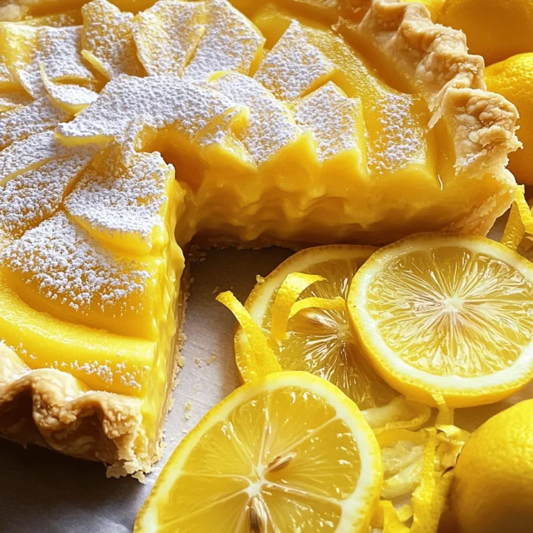 - 1 cup all-purpose flour - 1 teaspoon baking powder - 1/2 teaspoon salt - 1 cup granulated sugar - 1/2 cup unsalted butter, melted - 3 large eggs - 2 cups milk - 1 tablespoon lemon zest (from about 2 lemons) - 1/4 cup fresh lemon juice - Powdered sugar for dusting To make Lemon Impossible Pies, you will need both dry and wet ingredients. The dry mix includes flour, baking powder, and salt. These help give the pie structure. For the wet mix, you will combine sugar, butter, eggs, milk, lemon zest, and lemon juice. The sugar adds sweetness, while the butter provides richness. Eggs help bind everything together. Milk creates a creamy texture. Zest and juice bring that bright lemon flavor. You can dust your pie with powdered sugar if you like. It adds a nice touch and makes it look pretty. For the full recipe, check the section above. Enjoy gathering your ingredients! - Preheat the oven to 350°F (175°C). - Grease a 9-inch pie dish with butter or cooking spray. - In a large bowl, combine the melted butter and sugar. - Add eggs one at a time, mixing well after each. - Stir in the milk, lemon zest, and lemon juice until smooth. - In another bowl, sift the flour, baking powder, and salt together. - Gradually mix the dry ingredients into the wet mixture. - Pour the batter into the prepared pie dish. - Bake for 45-50 minutes, or until golden brown on top. - Check doneness by inserting a toothpick in the center; it should come out clean. - Allow the pie to cool completely on a wire rack. - Serve chilled or at room temperature for the best taste. If you want to explore more, check the Full Recipe for detailed steps! To get those lovely layers, pour the batter slowly into the pie dish. This helps the bottom and top separate as they bake. To ensure a light and fluffy top, mix gently. Over-mixing can make it dense. Aim for a smooth batter, but don’t beat it too much. Want more lemon flavor? Add an extra tablespoon of lemon juice or zest to the mix. You can also try using other citrus fruits. Lime or orange zest can bring a fun twist to the pie. Experimenting can lead to exciting new tastes. Do not over-mix the batter! This can affect how the pie rises. Mix just until combined, and then stop. If your oven runs hot, adjust the baking time. Check the pie a few minutes early. A toothpick should come out clean when it’s done. For the full recipe, check out the details in the earlier section. {{image_2}} You can jazz up your Lemon Impossible Pie in fun ways. - Chocolate Lemon Impossible Pie: Add cocoa powder to the batter. Use 1/4 cup of cocoa powder. This will give your pie a rich chocolate taste with a hint of lemon. - Berry Lemon Impossible Pie: Fold in fresh berries before baking. You can use blueberries, raspberries, or strawberries. About 1 cup will add a lovely fruity twist. If you want to change the sweetness, there are great options. - Using honey or agave syrup: Swap granulated sugar with 3/4 cup of honey or agave. This will make your pie a bit more moist. - Adjustments for using coconut sugar: If you use coconut sugar, keep the same amount but mix it well with the butter first. This will help it dissolve better. For those avoiding gluten, you can still enjoy this pie! - Substituting gluten-free flour: Use a 1:1 gluten-free flour blend in place of all-purpose flour. This keeps the taste and texture just right. - Other gluten-free ingredient alternatives: You can also use almond flour or oat flour. Both work well and give a nice flavor. Just remember to adjust the amount since they can absorb more liquid. Feel free to explore these variations to make your Lemon Impossible Pie your own! For the full recipe, check out the details above. To store your leftover pie, place it in the fridge. Cover it with plastic wrap or foil. This keeps it fresh for up to four days. You can also use an airtight container. This helps keep the pie moist and tasty. If you want to freeze the pie, wrap it well. Use plastic wrap and then foil to prevent freezer burn. This pie can last in the freezer for up to three months. To thaw, move the pie to the fridge overnight. Once it’s thawed, serve it chilled or at room temperature. You can dust it with powdered sugar for a nice touch. For the best taste, enjoy your Lemon Impossible Pie within two days if kept in the fridge. If you freeze it, aim to eat it within three months. This way, you’ll enjoy the best flavor and texture. Always check for any off smells or changes in appearance before serving. You can serve Lemon Impossible Pies chilled or at room temperature. I love to dust the top with powdered sugar for a touch of sweetness. A dollop of whipped cream or a scoop of vanilla ice cream makes it even better. It adds a creamy contrast to the pie’s bright lemon flavor. Yes, you can use bottled lemon juice if you need to. However, fresh lemon juice gives a brighter taste. Fresh lemons also add zest, which adds flavor. If time is short, bottled juice works in a pinch, but fresh is best. You can prepare Lemon Impossible Pies a day in advance. Bake and cool the pie, then cover it and refrigerate. This makes it easy to serve at your gathering. Just remember to dust with powdered sugar right before serving for a nice look. Yes, you can use other fruits! Try lime or orange for a fun twist. The process stays the same, but the flavor changes. Adjust the zest and juice amounts to match the fruit you choose. This pie is called "impossible" because it creates layers while baking. The batter separates into a custard-like base and a fluffy top. It surprises everyone and delights the taste buds. You get two textures in one delicious pie! For the full recipe, check out the ingredients listed above. This blog post has walked you through making a Lemon Impossible Pie. You learned about the key dry and wet ingredients, how to mix and bake, and useful tips for the best results. Remember, you can play with flavors and storage tips to suit your taste. Try different fruits or sweeteners! With this guide, you now have all the tools to create a delicious pie. Enjoy your baking and delight in sharing it with friends and family.