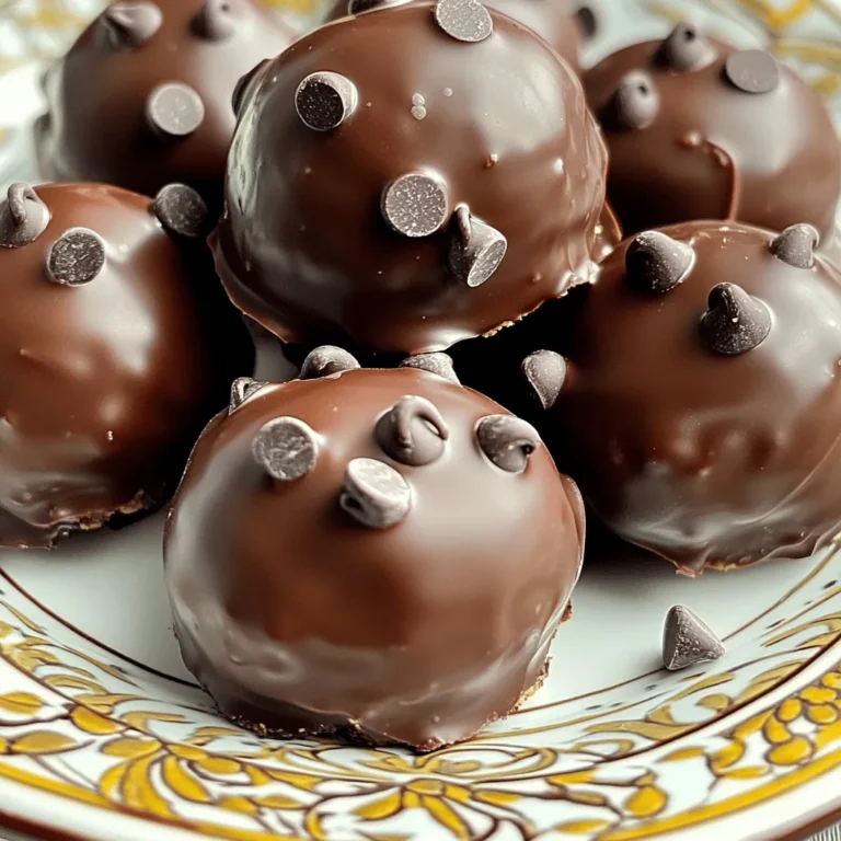 - 1 cup all-purpose flour - ½ teaspoon baking soda - ¼ teaspoon salt - ½ cup unsalted butter, softened The base of our chocolate chip cookie dough bites starts with all-purpose flour. This flour gives the bites structure. Baking soda helps them rise just a bit, while salt enhances the flavors. Softened butter adds creaminess and richness. - ½ cup brown sugar, packed - ¼ cup granulated sugar - 1 teaspoon vanilla extract - 1 tablespoon milk (or dairy alternative) We use both brown and granulated sugar for a perfect balance of sweetness. Brown sugar adds moisture and a hint of caramel flavor. The vanilla extract brings warmth and depth. A splash of milk makes the dough creamy and soft. - ½ cup mini chocolate chips - 1 cup dark chocolate chips (for coating) No cookie dough bites are complete without chocolate! Mini chocolate chips mix into the dough, giving each bite a sweet surprise. For coating, dark chocolate adds a rich layer that complements the cookie dough perfectly. For the full recipe, check out the [Full Recipe]. First, gather your dry ingredients. In a medium bowl, whisk together: - 1 cup all-purpose flour - ½ teaspoon baking soda - ¼ teaspoon salt Make sure everything mixes well. This step helps the cookies rise evenly. Next, focus on the wet mix. In a large bowl, cream together: - ½ cup unsalted butter, softened - ½ cup brown sugar, packed - ¼ cup granulated sugar Beat these ingredients until light and fluffy. This takes about 2-3 minutes. It creates a nice base for your cookie dough. Now, mix in: - 1 teaspoon vanilla extract - 1 tablespoon milk (or dairy alternative) Stir well until everything combines smoothly. Now it’s time to bring it all together. Gradually add the dry ingredients to the creamed mixture. Stir gently until just combined. Be careful not to overmix. Overmixing can make the bites tough. Finally, fold in: - ½ cup mini chocolate chips This adds a delightful burst of chocolate flavor in every bite. Using a small cookie scoop or your hands, form the dough into small balls. Place them on a baking sheet lined with parchment paper. Chill the cookie dough balls in the freezer for about 30 minutes, until firm. You can find the full recipe for more details. To make cookie dough bites, keep a few tips in mind. First, don't overmix the dough. Mixing too much can make them tough. Just stir until you see no dry flour. Also, use a cookie scoop for uniform sizing. This makes each bite the same size, ensuring they cook evenly. When melting chocolate, the key is patience. Microwave the chocolate chips in short intervals of 30 seconds. Stir often between each interval. This helps prevent the chocolate from burning. The goal is smooth, shiny chocolate that coats the bites perfectly. Serving cookie dough bites is a fun part! Present them on a decorative plate. Add a sprinkle of extra mini chocolate chips around them. This not only looks great but also adds a touch of fun. Your guests will love this sweet treat! For the full recipe, check out the detailed steps to create these delicious bites. {{image_2}} You can make chocolate chip cookie dough bites healthier. Swap all-purpose flour for whole wheat flour. Whole wheat flour adds fiber and nutrients. If you're gluten-free, use gluten-free flour blends. Both options keep the dough tasty! Add fun flavors to your bites! Try mixing in chopped nuts like walnuts or pecans. They add crunch and flavor. You can also use different types of chocolate. Dark chocolate, milk chocolate, or even white chocolate work great. Each type brings a new taste. Make your cookie dough bites fit the season! In winter, add peppermint extract to give a fresh twist. For fall, mix in pumpkin spice to warm up the flavor. These seasonal ideas make your bites special for any time of year. You can find the full recipe above to try these variations at home! To keep your chocolate chip cookie dough bites fresh, store them in an airtight container in the fridge. This way, you can enjoy them for up to a week without losing their tasty texture. Make sure the lid is tight to avoid any unwanted moisture. For long-term storage, you can freeze the cookie dough bites for up to 2 months. This method is ideal for meal prep. Just place them in a freezer-safe bag or container. Label the container with the date, so you know when to use them. When you're ready to indulge, let the cookie dough bites sit at room temperature for a few minutes. This step helps them soften and enhances their flavor. Enjoy the rich taste of chocolate and cookie dough with every bite! Yes, you can eat cookie dough bites raw. However, they contain flour, which can have bacteria. To make it safer, you can heat-treat the flour. Spread it on a baking sheet and bake it at 350°F for about 5 minutes. This process kills any harmful bacteria. I always recommend this step to keep your treats safe and tasty. These chocolate chip cookie dough bites last about one week in the fridge. Store them in an airtight container to keep them fresh. If you want to keep them longer, you can freeze them. They can last up to two months in the freezer. Just make sure to wrap them well so they don’t get freezer burn. If you want a dairy-free or vegan option, you can use coconut oil or a vegan butter substitute. Both work well and keep the bites soft. You can also use applesauce for a lower-fat option, but it will change the flavor a bit. Just remember, the texture may be slightly different with these substitutes. Enjoy making these treats with your own twist! For the full recipe, check out the detailed instructions above. In this blog post, we explored how to make delicious chocolate chip cookie dough bites. You learned about essential ingredients like flour, sugars, and chocolate. I shared step-by-step instructions to create the perfect dough. We discussed tips for melting chocolate and storing your treats. You also discovered fun variations and healthy alternatives. Enjoy crafting these bites, and remember, they are perfect for sharing or enjoying on your own!