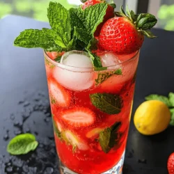 - 2 cups fresh strawberries - 1 tablespoon freshly squeezed lime juice - 1 cup sparkling water or lemon-lime soda - 1/2 cup Sprite (or any lemon-lime soda) - 1 tablespoon honey or agave syrup - Fresh mint leaves for garnish To make Strawberry Dirty Sprite, start with fresh ingredients. I love using ripe strawberries. They add a sweet taste and bright color. Lime juice brings a zesty kick that balances the sweetness. For the main mixer, you can choose between sparkling water and lemon-lime soda. Both work well. I often use Sprite for extra flavor. It makes the drink bubbly and fun. If you want to change up the flavor, try adding honey or agave syrup. This step is optional, but it gives a nice touch of sweetness. Fresh mint leaves add a pop of color and freshness. They also enhance the drink's aroma, making it even more appealing. For the full recipe, follow the ingredients and steps to create this refreshing cocktail. Enjoy each sip on a warm day! - First, hull and dice the strawberries. This means you need to remove the green tops and cut them into small pieces. Aim for a uniform size; it helps with blending. - Next, place the diced strawberries in a blender. Blend them until smooth. If you like some texture, you can pulse the strawberries a few times. This gives your drink a nice bite. - After blending, it’s time to strain the mixture. Use a fine mesh sieve. Pour the blended strawberries through it to remove any seeds. A spoon can help push the puree through. - Check the consistency of your puree. If it's too thick, you can add a splash of water or soda. Adjust the texture until it feels just right for your drink. - Now, grab a large pitcher. Combine your smooth strawberry puree, sparkling water, Sprite, and fresh lime juice. This mix will create a refreshing burst of flavor. - If you want it sweeter, add honey or agave syrup. Stir gently to mix everything well without losing the bubbles. Taste it and adjust the sweetness if needed. Now you’re ready to pour this delightful drink over ice, garnish with mint, and enjoy! For the full recipe, check out the detailed instructions above. To make your Strawberry Dirty Sprite shine, start by adjusting the sweetness. Add honey or agave if you like it sweeter. Start with one tablespoon, then taste. You can always add more. Next, choose the right level of carbonation. If you want a fizzy drink, go for a strong lemon-lime soda. If you prefer a lighter feel, stick with sparkling water. Both options work well, so pick what you enjoy most. Garnish can elevate your drink's look. Use fresh mint leaves on top for a pop of green. A few whole strawberries can brighten the glass too. This adds color and makes the drink more inviting. Consider your glassware, too. Use tall glasses for a classic look. Mason jars add a fun twist. Choose glassware that matches your vibe for a great touch. Want to mix it up? Think about adding other fruit flavors. Pineapple or mango can bring a tropical touch to your drink. You can also blend with different soda options. Try ginger ale for a spicy kick, or raspberry soda for a berry burst. These choices can make your drink even more exciting! {{image_2}} You can change this drink to fit your taste. A tropical twist adds fun! Just mix in some diced pineapple or mango. This will give your drink a sunny vibe. For a berry medley, toss in blueberries or raspberries. They will boost the flavor and color. Both options make this drink even more exciting! You can enjoy Strawberry Dirty Sprite in two ways. For an alcoholic version, add vodka or rum. Just a shot will do! It gives you a nice kick. If you want a refreshing mocktail, skip the alcohol. This drink is yummy either way, so choose what you like best! You can also change the drink based on the season. In summer, try adding fresh basil or lavender. They add a lovely aroma and flavor. For winter, think about adding cranberry juice. This gives a cozy feel to your drink. Use seasonal ingredients to keep things fresh and fun! Try the Full Recipe for more details! Store leftover strawberry puree in a sealed container. Place it in the fridge. It will stay fresh for about three days. To keep the flavor strong, cover the puree tightly. If you see any browning, it means air got in. Always use clean utensils to avoid germs. You can mix the drink in advance, but it’s best to wait until serving. Mixing too early can flatten the soda. Instead, keep ingredients separate until you’re ready to serve. Store the strawberry puree in the fridge and the sodas at room temperature. This way, the drink stays fizzy and fresh. To freeze strawberry puree, use a freezer-safe container. Leave some space at the top for expansion. It can last for about three months in the freezer. When you are ready to use it, thaw it in the fridge overnight. For quicker thawing, place the container in cold water. This way, you can enjoy your Strawberry Dirty Sprite anytime! Strawberry Dirty Sprite is a fun and tasty cocktail. It blends fresh strawberries with Sprite and sparkling water. This drink has roots in pop culture, often linked to hip-hop music. People love it for its refreshing taste and vibrant color. Yes, you can prepare parts of this drink ahead of time. Make the strawberry puree and store it in the fridge. Mix the puree with soda right before serving. This keeps the drink fizzy and fresh. If you want a twist, try using different sodas. Lemon-lime soda works well. You can also use ginger ale for a spicy flavor. Experiment with flavored sparkling waters for a unique taste. To change the sweetness, add more or less honey or agave syrup. You can also pick sweeter strawberries for a natural boost. Taste as you mix to find the right level for you. Serve this drink in tall glasses. Add ice cubes for a chill. I like to garnish with mint leaves and whole strawberries. This makes it look pretty and adds a nice aroma. This blog post guided you through crafting a refreshing Strawberry Dirty Sprite. You learned the key ingredients, from fresh strawberries to sparkling soda. I shared step-by-step instructions on preparing strawberry puree and mixing the drink. Plus, I offered tips for perfecting your blend and fun variations to try. Remember, this drink can be customized for any occasion. Enjoy experimenting with flavors and garnishes to make it your own!