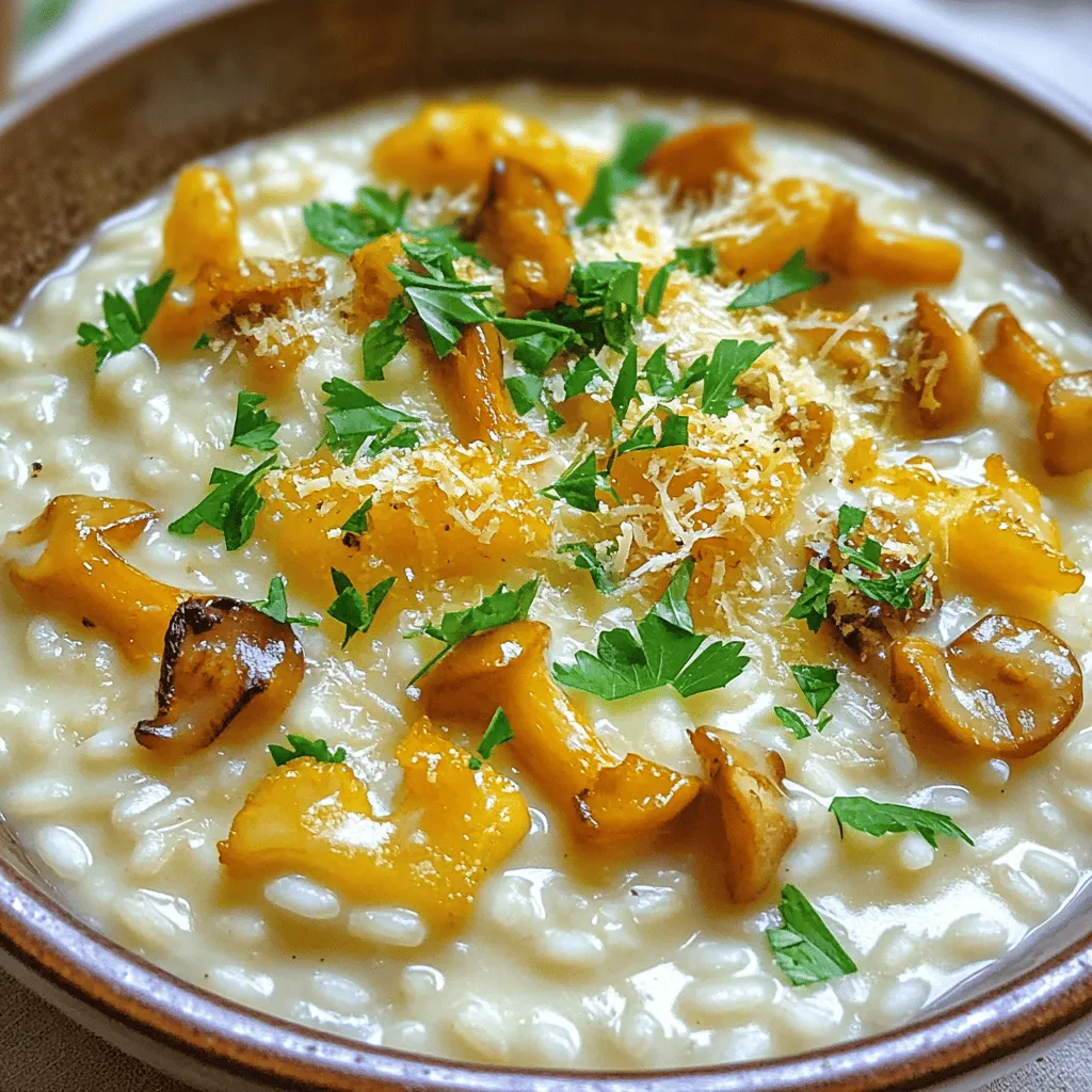 Creating a creamy mushroom risotto starts with the right ingredients. Each one plays a key role in building flavor and texture. Here’s what you’ll need: - 1 cup Arborio rice - 4 cups vegetable broth - 1 cup mushrooms (cremini or shiitake), sliced - 1 small onion, finely chopped - 3 cloves garlic, minced - 1/2 cup heavy cream - 2 tablespoons truffle oil - 1/2 cup Parmesan cheese, grated - 2 tablespoons olive oil - Salt and pepper to taste - Fresh parsley, chopped (for garnish) Arborio rice is special. It absorbs liquid well, creating a creamy texture. The vegetable broth adds depth. I love using cremini or shiitake mushrooms. They bring an earthy flavor that complements the dish. Onion and garlic form the base. They add sweetness and aroma. Heavy cream makes the risotto rich and smooth. A drizzle of truffle oil enhances the dish, making it luxurious. Parmesan cheese brings saltiness and umami. I like to finish with fresh parsley. It adds color and a hint of freshness. Each ingredient works together, creating layers of flavor in every bite. For the full recipe, check out the details above. To start, heat your vegetable broth in a medium saucepan. Keep it over low heat so it stays warm. This step is key as it helps the rice cook evenly. Next, grab a large skillet and heat olive oil over medium heat. Add your finely chopped onion. Cook it for about 3-4 minutes until it’s soft. Then, stir in minced garlic and sliced mushrooms. Cook these for another 5-7 minutes. You want the mushrooms to turn golden brown and fragrant. Now, it’s time to toast the rice. Add the Arborio rice to the skillet and let it toast for about 1-2 minutes. This adds a nice nutty flavor. Start adding the warm vegetable broth one ladle at a time. Stir the rice often. Wait until the rice absorbs the liquid before adding more broth. Keep this up until the rice is creamy and al dente, which takes about 15-20 minutes. Once your risotto is ready, stir in the heavy cream, Parmesan cheese, and truffle oil. Mix it well to get that creamy texture. Season with salt and pepper to taste. Let the risotto sit for a minute before serving. You can find the full recipe above for more details. To achieve a creamy risotto, stirring is key. You should stir constantly while adding broth. This helps the starches in the rice release. The result? A smooth, silky texture. Timing is also important for adding broth. Wait until the rice absorbs the liquid before adding more. This method ensures the rice cooks evenly and stays creamy. Aim to add broth one ladle at a time. Mushrooms are the star of this dish. I love using cremini or shiitake mushrooms. They add rich, earthy flavors. You can mix different types for a unique taste. Try adding a bit of porcini for a deeper umami. For seasoning, keep it simple. A pinch of salt and pepper is essential. You might also consider adding fresh herbs like thyme. This adds brightness to the earthy flavors. When it comes to presentation, serve risotto in shallow bowls. This allows the dish to shine. Drizzle with extra truffle oil for added flair. The oil enhances the flavor and adds a nice sheen. Garnish with fresh parsley for a pop of color. It also gives a fresh taste that balances the richness. A sprinkle of grated Parmesan on top adds a nice finishing touch. You can find the full recipe for this delicious risotto in the previous sections. {{image_2}} You can easily adapt creamy mushroom risotto to fit different diets. For a vegan option, replace the heavy cream with coconut milk or cashew cream. These substitutes give you that creamy texture without dairy. For cheese, use nutritional yeast or a vegan cheese alternative. Both options add a nice flavor without animal products. If you're gluten-free, ensure your vegetable broth is certified gluten-free. Arborio rice is naturally gluten-free, so you don’t need to worry about that. To elevate the flavors, try adding fresh herbs like thyme or rosemary. These herbs enhance the taste and add freshness. Mix them in while the risotto cooks. You can also incorporate other vegetables. Think peas, spinach, or roasted bell peppers. These veggies not only add color but also boost nutrition. Adding them at the end keeps their texture and flavor vibrant. If you want to switch up the mushrooms, consider using wild mushrooms. They have a deep, earthy flavor that enhances your risotto. You can mix different types, like portobello, shiitake, or oyster mushrooms. This blend creates a rich taste and adds different textures. Don't be afraid to experiment and find your favorite mix! Check out the Full Recipe for more tips on making your risotto unforgettable. To store leftover risotto, place it in an airtight container. This helps keep it fresh. Risotto can last in the fridge for about 3 days. Make sure to cool it down first before sealing. The best way to reheat risotto is on the stove. Use a small pot over low heat. Add a splash of broth or water to help it stay creamy. Stir often to keep the texture smooth. You can also use a microwave, but this may dry it out. You can freeze risotto, but it may change in texture. If you freeze it, use a freezer-safe container. It can last up to 2 months. When ready to eat, thaw it in the fridge overnight. Reheat it gently on the stove with some broth or water to restore creaminess. Making creamy mushroom risotto takes about 35 minutes. Here is a breakdown of the time: - Prep time: 10 minutes - Cooking time: 25 minutes This includes time for sautéing, stirring, and letting the flavors blend. It’s a quick dish with big flavors. You can use regular rice, but it won’t be the same. Arborio rice has a high starch content. This gives risotto its creamy texture. Regular rice cooks faster and lacks the same bite. You might need to adjust the cooking time if you use regular rice. Creamy mushroom risotto pairs well with: - Grilled chicken - Roasted vegetables - A fresh salad - Garlic bread These sides complement the rich flavors of the risotto and create a balanced meal. Yes, you can prepare risotto ahead of time. Here are some tips: - Cook the risotto but stop before it’s fully creamy. - Cool it quickly and store it in the fridge. - When ready to serve, reheat it gently, adding broth to reach the right texture. This way, you save time on busy days! For the full recipe, check out Creamy Truffle Mushroom Risotto. This blog covers making creamy mushroom risotto, from ingredients to cooking tips. You learned about the key ingredients and how to prepare the broth and sauté the base. We explored cooking techniques that give you that creamy texture. Variations showed ways to adjust for diets and flavor. In the end, risotto is versatile and easy to personalize. Enjoy making your own delicious version!