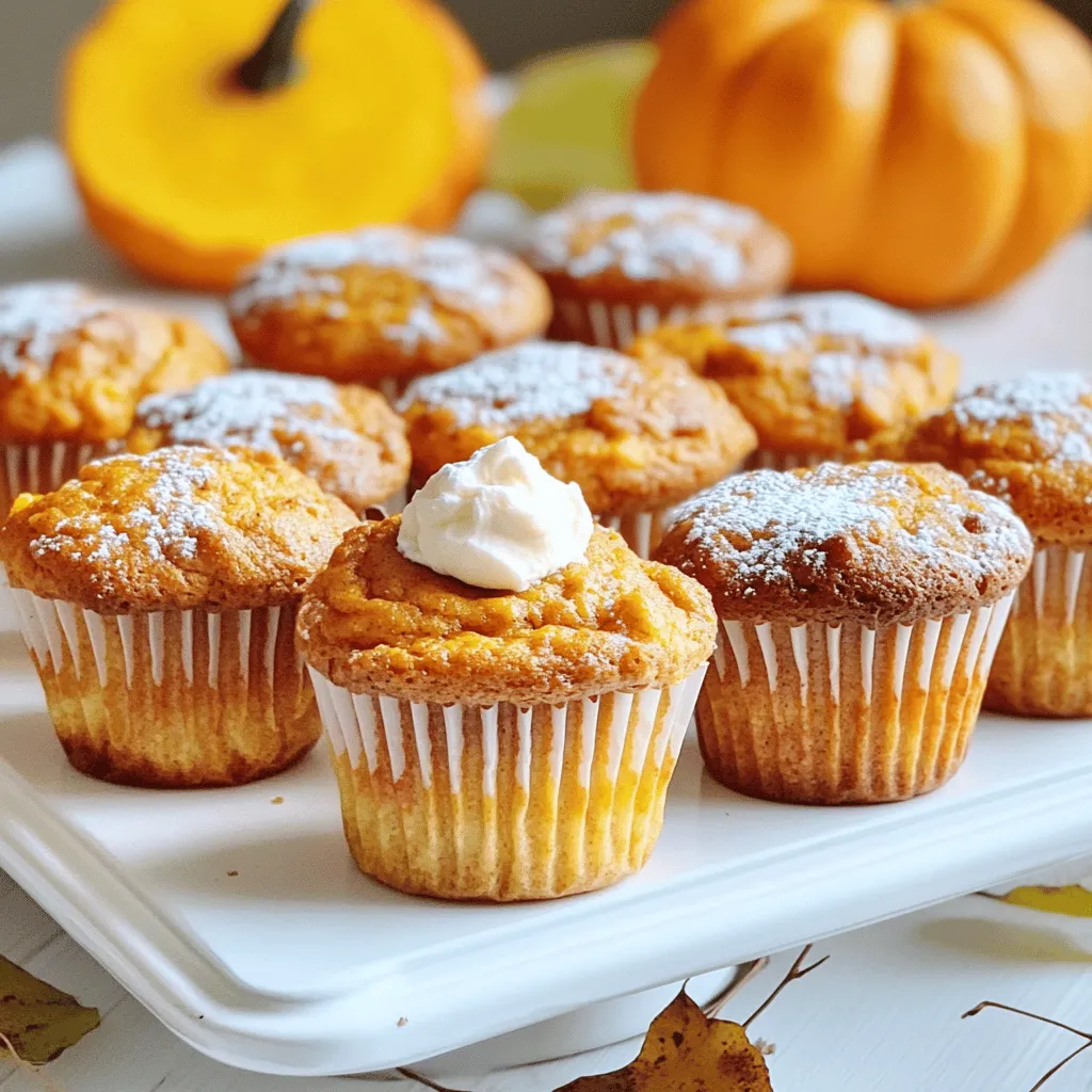 To make pumpkin cheesecake muffins, you need simple, tasty ingredients. This recipe yields 12 muffins, perfect for sharing. You will enjoy the mix of pumpkin and cream cheese, creating a delightful fall treat. - 1 cup all-purpose flour - 1 cup brown sugar - 1 teaspoon baking powder - 1/2 teaspoon baking soda - 1/2 teaspoon ground cinnamon - 1/4 teaspoon ground nutmeg - 1/4 teaspoon ground ginger - 1/2 teaspoon salt - 1/2 cup canned pumpkin puree - 1/4 cup vegetable oil - 2 large eggs - 1 teaspoon vanilla extract - 4 ounces cream cheese, softened - 2 tablespoons powdered sugar - 1 teaspoon vanilla extract (for cream cheese mixture) Each ingredient plays a vital role. The pumpkin puree gives flavor and moisture. The spices add warmth and sweetness. The cream cheese brings a rich, creamy center. If you lack an ingredient, there are easy swaps. Here are some options: - Use whole wheat flour for a healthier muffin. - Replace brown sugar with white sugar for a lighter taste. - Swap vegetable oil with melted coconut oil for a unique flavor. - Use dairy-free cream cheese for a vegan option. Feel free to mix and match. Enjoy the process as you create your perfect muffin! Start by preheating your oven to 350°F (175°C). This ensures your muffins bake evenly. Next, line a muffin tin with paper liners or lightly grease it. This step will help your muffins come out smoothly. In a large bowl, combine the dry ingredients. Add 1 cup of all-purpose flour, 1 cup of brown sugar, 1 teaspoon of baking powder, 1/2 teaspoon of baking soda, 1/2 teaspoon of ground cinnamon, 1/4 teaspoon of ground nutmeg, 1/4 teaspoon of ground ginger, and 1/2 teaspoon of salt. Mix these well until they blend smoothly. In another bowl, mix the wet ingredients. Whisk together 1/2 cup of canned pumpkin puree, 1/4 cup of vegetable oil, 2 large eggs, and 1 teaspoon of vanilla extract. Make sure this mixture is smooth and well combined. Pour the pumpkin mixture into the dry ingredients. Stir gently until just combined. Be careful not to overmix. Overmixing can make your muffins tough. Next, prepare the cream cheese filling. In a small bowl, beat 4 ounces of softened cream cheese, 2 tablespoons of powdered sugar, and another teaspoon of vanilla extract until smooth. Fill each muffin cup halfway with the pumpkin batter. Then, add about a teaspoon of the cream cheese mixture in the center of each cup. Top with more pumpkin batter until the cups are nearly full. Bake your muffins for 20 to 25 minutes. Check for doneness by inserting a toothpick into the center. If it comes out clean, they are ready. Allow the muffins to cool in the pan for 5 minutes. After that, transfer them to a wire rack to cool completely. For more detailed steps, you can check the Full Recipe. To make your pumpkin cheesecake muffins shine, follow these tips: - Use fresh ingredients. Check dates on baking powder and spices. - Don’t overmix. Stir just until combined to keep muffins fluffy. - Fill muffin cups. Fill them halfway for a nice rise. - Adjust baking time. Every oven is different, so check early. Here are common mistakes and how to avoid them: - Using cold ingredients. Let eggs and cream cheese sit out first. - Not measuring flour correctly. Scoop and level for accuracy. - Skipping the cream cheese. This adds flavor and texture. - Opening the oven door too soon. Wait at least 15 minutes into baking. Serve your muffins in fun ways: - Dust with powdered sugar. This adds sweetness and looks great. - Pair with coffee or tea. The flavors complement each other well. - Top with whipped cream. This makes for a festive treat. - Add a slice of pumpkin. It adds color and a touch of fall. Enjoy these tips to enhance your pumpkin cheesecake muffins! For the complete recipe, check the Full Recipe section. {{image_2}} You can add chocolate chips or nuts to make these muffins even better. I love using semi-sweet chocolate chips. They melt slightly and add a nice sweetness. You can add about 1/2 cup of chips to the batter. If you want a crunchy texture, try chopped walnuts or pecans instead. Just fold them in gently to keep the muffins fluffy. This small change can make a big difference in taste and texture. If you need vegan or gluten-free options, there are easy swaps you can make. For vegan muffins, replace eggs with flax eggs. Mix 1 tablespoon of ground flaxseed with 2.5 tablespoons of water for each egg. Use plant-based milk instead of regular milk. For gluten-free muffins, swap all-purpose flour with a gluten-free blend. Make sure the blend has a binding agent like xanthan gum. These changes let everyone enjoy the muffins. Think about adding different spices or extracts for more flavor. Besides cinnamon, you can try allspice or cloves for a warm kick. A splash of maple syrup can enhance the sweetness and fall vibe. For a twist, add a bit of orange zest. It gives a fresh, bright taste that pairs well with pumpkin. These flavor enhancements make each bite exciting and unique. To keep your pumpkin cheesecake muffins fresh, store them in an airtight container. This helps maintain their soft texture. Place a piece of parchment paper between layers to prevent sticking. They will stay fresh for about three days at room temperature. If you want to keep them longer, consider refrigerating them. Just remember to let them cool completely before sealing. You can freeze these muffins for up to three months. First, let them cool all the way down. Then, wrap each muffin in plastic wrap. After that, place them in a freezer-safe bag or container. Make sure to label the bag with the date. This way, you’ll always know how long they’ve been in there. To enjoy your muffins again, start by taking them out of the freezer. Let them thaw in the fridge overnight. When you are ready to eat, preheat your oven to 350°F (175°C). Place the muffins on a baking sheet and heat them for about 10 minutes. This makes them warm and soft again. If you want a quick option, you can microwave them for about 15-20 seconds. Just be careful not to overheat, or they might get dry. Enjoy your pumpkin cheesecake muffins with a cup of coffee or tea! You can tell muffins are done by using a toothpick. Insert the toothpick into the center of a muffin. If it comes out clean or with a few crumbs, your muffins are ready. If it has wet batter on it, bake them a bit longer. Usually, muffins take about 20 to 25 minutes at 350°F (175°C). Keep an eye on them during the last few minutes for best results. Yes, you can use fresh pumpkin! Just make sure to cook it first. Cut the pumpkin into pieces, steam or roast until soft, and mash it. You want about 1/2 cup of pumpkin puree. Using fresh pumpkin gives a nice flavor and a lovely texture to the muffins. It may take a bit more time, but the taste is worth it! You can easily make these muffins ahead of time! Bake them, then let them cool completely. Store them in an airtight container at room temperature for up to three days. If you want to keep them longer, freeze them. Wrap each muffin in plastic wrap and place them in a freezer bag. When you're ready, just thaw them at room temperature or warm them in the oven for a few minutes. For the full recipe, check the recipe section above! In this blog post, we explored how to make delicious muffins. We covered everything from choosing the right ingredients to mixing the batter and baking techniques. I shared tips to avoid common mistakes and variations to excite your taste buds. Storing muffins properly helps keep them fresh, and I answered some common questions about muffin-making. Baking muffins can be fun and rewarding, so follow these steps for tasty results every time. You will master muffin-making and impress everyone with your skills!