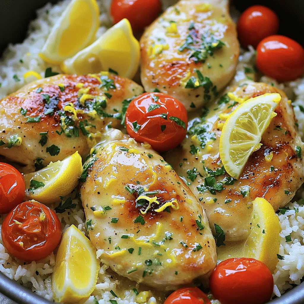 - Chicken and Marinade Components - 4 boneless, skinless chicken breasts - Juice and zest of 2 lemons - Aromatics and Seasonings - 4 tablespoons unsalted butter - 2 tablespoons olive oil - 4 cloves garlic, minced - 1 teaspoon dried oregano - 1 teaspoon dried thyme - Salt and pepper to taste - 1 cup chicken broth - Optional Garnishes and Serving Suggestions - 1 cup cherry tomatoes, halved - Fresh parsley, chopped (for garnish) This dish shines with simple yet bold flavors. The chicken breasts soak in the bright lemon juice, making them juicy and tender. The butter and olive oil create a rich base. Garlic adds a warm aroma, while oregano and thyme provide depth. Each ingredient plays a key role in creating a mouth-watering harmony. For a pop of color, I add cherry tomatoes. They burst with sweetness as they cook. Fresh parsley on top adds a lovely finish. You can serve this dish with rice or mashed potatoes, soaking up all the delicious lemon butter sauce. You can find the [Full Recipe](#) to guide you through making this delightful meal. Enjoy the simple yet satisfying process of cooking! - Prepping the Chicken Start with four chicken breasts. Trim any fat. Pat them dry with paper towels. This step helps the chicken brown nicely when you cook it. - Searing the Chicken Breasts Heat two tablespoons of olive oil and two tablespoons of butter in a large skillet. Get it hot, but not smoking. Season the chicken with salt and pepper. Place the chicken in the pan. Sear for five to seven minutes on each side until golden. This gives great flavor and a nice crust. - Cooking the Garlic Remove the chicken from the pan. In the same skillet, add four minced garlic cloves. Cook for about thirty seconds. You want it fragrant but not burnt. - Deglazing with Chicken Broth Pour in one cup of chicken broth. This helps lift the tasty bits stuck to the pan. Add the juice and zest of two lemons. Stir to mix well. - Adding Lemon Juice and Herbs Toss in one teaspoon of dried oregano and one teaspoon of dried thyme. Bring this mixture to a gentle simmer. It will smell amazing! - Combining Tomatoes and Chicken Add one cup of halved cherry tomatoes to the skillet. Stir gently. Return the chicken to the pan, nestling it among the tomatoes. - Adding Final Butter and Seasoning Turn the heat to low. Cover the skillet and let it cook for ten to fifteen minutes. Make sure the chicken reaches 165°F (75°C). When done, stir in the remaining two tablespoons of butter. This adds richness. Adjust the salt and pepper to taste. Once you follow these steps, you will have a dish bursting with flavor. For the complete recipe, check the full recipe section. To ensure juiciness and flavor, start with quality chicken. I recommend using boneless, skinless chicken breasts. They cook evenly and stay moist. Season them well with salt and pepper. This simple step makes a big difference. For cooking time and temperature, aim for 5-7 minutes on each side. This gives you a nice golden crust. Once you sear the chicken, check the inside temperature. It should reach 165°F (75°C) to be safe to eat. Use a meat thermometer for best results. You can add more flavor with extra seasonings. Consider using herbs like rosemary or basil. A dash of paprika can also add a nice kick. Fresh or dried herbs both work well in this dish. For presentation, serve the chicken and sauce over fluffy rice or creamy mashed potatoes. This adds a nice base. Drizzle the lemon butter sauce on top. Garnish with lemon wedges and fresh parsley for color. This makes your dish look as good as it tastes. {{image_2}} Gluten-Free Modifications You can easily make this dish gluten-free. Simply use gluten-free chicken broth. Check labels to ensure the broth has no hidden gluten. The rest of the recipe is already gluten-free. Dairy-Free Options For a dairy-free version, swap the butter with vegan butter or olive oil. This keeps the dish rich and tasty without dairy. You can also use coconut cream for a creamy feel. Adding Spices like Paprika or Chili Flakes Want to spice things up? Add paprika for a smoky twist. Chili flakes give a nice kick. Start with a small amount, then adjust to your taste. These spices work well with the lemon flavor. Substituting Different Vegetables You can change the vegetables to suit your taste. Try zucchini, bell peppers, or spinach. These add color and nutrients. Just remember to cook them until soft. Each veggie brings its own flavor to the dish. For the full recipe, visit the One-Pan Lemon Butter Chicken section. To keep your leftovers fresh, start by cooling them. Let the One-Pan Lemon Butter Chicken cool at room temperature for about 30 minutes. This step helps prevent moisture buildup in your storage container. Once cool, place the chicken in an airtight container. You can refrigerate it for up to three days. For longer storage, you can freeze it. Wrap the chicken tightly in plastic wrap. Then place it in a freezer-safe bag or container. This method helps to keep the flavors intact. You can store it for up to three months in the freezer. When it's time to enjoy your leftovers, choose the right reheating method. The best way to reheat is on the stove. Place the chicken in a skillet over low heat. Add a splash of chicken broth or water to keep it moist. Cover the pan to help heat evenly. If you're short on time, you can use the microwave. Place the chicken on a microwave-safe plate. Cover it with a damp paper towel to maintain moisture. Heat in short bursts of one minute, checking often. To keep the flavor and texture, avoid high heat. High heat can dry out the chicken. Instead, take your time and reheat gently. This way, your One-Pan Lemon Butter Chicken will taste just as good as when it was fresh. How do I know when the chicken is fully cooked? You can check the chicken by using a meat thermometer. The chicken should reach 165°F (75°C). If you don’t have a thermometer, cut into the thickest part. The meat should be white, and the juices should run clear. Can I use bone-in chicken pieces instead? Yes, you can use bone-in chicken pieces. Just adjust the cooking time. Bone-in chicken takes longer to cook. Aim for about 20-25 minutes on low heat after searing. What can I pair with this dish for a complete meal? This dish pairs well with rice or mashed potatoes. You can also serve it with a fresh salad or roasted vegetables. The lemon butter sauce adds a nice flavor to any side. Can I make this recipe in advance? Yes, you can prepare the chicken and sauce ahead of time. Cook the dish, then cool it before storing. Keep it in the fridge for up to two days. What are some good side dishes to serve? You can serve this dish with steamed broccoli, garlic bread, or a light salad. These sides complement the lemon flavor well. How can I store the lemon butter sauce? Store the sauce in an airtight container. It will last for about three days in the fridge. You can also freeze it for longer storage. Just thaw and reheat before using. You now have a complete guide to making One-Pan Lemon Butter Chicken. We covered every step, from ingredients to cooking tips. You learned how to prepare juicy chicken and build a rich sauce. You also discovered variations to suit different diets and flavor preferences. Remember to store leftovers properly so you can enjoy the dish later. This recipe is simple yet full of flavor, and it's perfect for any meal. Happy cooking, and enjoy your delicious creation!