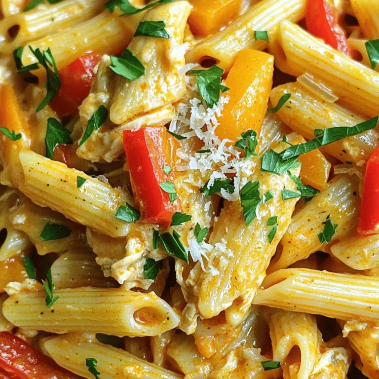 - 1.5 pounds boneless, skinless chicken thighs - 1 can (10 oz) diced tomatoes with green chilies - 1 cup chicken broth - 1 bell pepper (red or green), sliced - 1 medium onion, diced - 3 cloves garlic, minced - 2 tablespoons Cajun seasoning - 1 teaspoon smoked paprika - 1 teaspoon dried thyme - 8 ounces penne pasta - 1 cup heavy cream - Salt and pepper to taste - 1/4 cup fresh parsley, chopped (for garnish) - Grated Parmesan cheese (for serving) When I make Crockpot Cajun Chicken Pasta, I love to focus on the ingredients. I start with 1.5 pounds of boneless, skinless chicken thighs. These thighs are tender and juicy, perfect for slow cooking. I add a can of diced tomatoes with green chilies for a burst of flavor. The tomatoes bring moisture and a little heat. Next, I pour in 1 cup of chicken broth. This adds depth to the dish. I slice one bell pepper, either red or green, and dice one medium onion. Both vegetables add sweetness and texture. I also use three cloves of minced garlic for a fragrant kick. The spices are key. I measure out two tablespoons of Cajun seasoning, one teaspoon of smoked paprika, and one teaspoon of dried thyme. These spices give the dish its unique Cajun flair. For the pasta, I choose 8 ounces of penne. It holds the sauce well and makes every bite satisfying. I finish with 1 cup of heavy cream for a rich, creamy texture. Finally, I season with salt and pepper to taste. To garnish, I chop 1/4 cup of fresh parsley and have grated Parmesan cheese ready for serving. - Additional spices and seasonings - Other vegetables (e.g., zucchini or spinach) Sometimes, I like to mix in other spices. You can add cayenne for more heat or some Italian herbs for a twist. Adding vegetables like zucchini or spinach boosts nutrition and color. - Chicken alternatives (e.g., turkey or tofu) - Dairy-free options for heavy cream If you want to switch things up, use turkey instead of chicken. Tofu works well for a meat-free option. For a dairy-free version, coconut cream can replace heavy cream. To start, you will layer the chicken and vegetables in the crockpot. First, place the boneless chicken thighs at the bottom. Make sure they fit snugly. Next, add the sliced bell pepper, diced onion, and minced garlic on top. This layering helps all the flavors mix well as they cook. Now, let’s mix the liquids and seasonings. In a small bowl, combine the diced tomatoes with juices, chicken broth, Cajun seasoning, smoked paprika, and thyme. Stir until everything is blended. Pour this mix over the chicken and veggies in the crockpot. For cooking, set your crockpot to low for 6-7 hours or high for 3-4 hours. If you want to check the chicken, it should be fully cooked and tender when done. Cooking times may change based on your crockpot model. About 30 minutes before serving, carefully remove the chicken. Use two forks to shred it into bite-sized pieces. Set it aside for a moment while you cook the pasta. To cook the pasta in the crockpot, stir in the penne pasta. Cover the crockpot and let it cook for 15-20 minutes. This will help the pasta soak up all the flavors. Once the pasta is tender, add the heavy cream. Mix well to combine everything. Finally, return the shredded chicken to the crockpot. Season with salt and pepper to taste. Your delicious meal is almost ready! For the full recipe, check the earlier section. To make shredding chicken easy, use two forks. Hold one fork in each hand. Pinch the chicken with one fork and pull it apart with the other. This method works best when the chicken is hot. For pasta, cook it just until firm. Al dente pasta has a slight bite, which makes it perfect for this dish. Stir it gently into the sauce to avoid mushiness. Adjust cooking times based on the thickness of your chicken. If your chicken is thicker, add 30 minutes to the cooking time. For thin pieces, check for doneness sooner. Meal prep is key with this dish. You can chop the veggies ahead of time. Store them in the fridge for quick assembly later. Pair your Cajun chicken pasta with a simple side salad. A fresh green salad adds crunch and balance. For a wine pairing, try a chilled Sauvignon Blanc. It complements the spice and creaminess of the pasta. If you want a red, a light Pinot Noir works well too. For the full recipe, check out the details above! {{image_2}} You can easily adjust this recipe to fit different diets. For a gluten-free option, swap the penne pasta with gluten-free pasta. Many brands offer great alternatives that taste good. You can find these at most grocery stores. For low-carb options, consider using zucchini noodles or spaghetti squash. These choices keep the dish light and flavorful. To add a smoky flavor, try using smoked sausage or extra smoked paprika. You can also mix in some cayenne pepper for heat. If you love cheese, feel free to get creative. Adding different cheeses, like pepper jack or gouda, can change the taste. A blend of cheeses gives a rich texture and taste. Serving your dish with crusty bread makes it perfect for soaking up the sauce. A fresh baguette or garlic bread pairs well with this meal. If you want to turn it into a casserole, bake it in the oven. Just layer the pasta and chicken in a baking dish, top with cheese, and bake until bubbly. This makes for a hearty and comforting meal. Check out the Full Recipe to explore more ideas! To store leftovers, place them in an airtight container. This keeps the dish fresh. Let the pasta cool before sealing. In the fridge, it stays good for about 3 to 4 days. For longer storage, freezing is a great option. Simply use freezer-safe containers or bags. Make sure to label them with the date. This way, you know when to use them. When reheating, avoid the microwave if you can. It can make the pasta mushy. Instead, use a pot on the stove. Add a splash of water or broth to keep it moist. Heat over low to medium heat, stirring gently. You can also use the oven. Place the pasta in a baking dish, cover it with foil, and heat at 350°F until warm. This method helps keep the flavors intact. In the fridge, expect leftovers to last about 3 to 4 days. After that, they may spoil. Look for signs like off smells or mold. If it smells bad or looks odd, it’s best to toss it. Always trust your senses when it comes to food safety. It takes about 15 minutes to prep. After that, you cook it for 6 to 7 hours on low. If you set it to high, it only takes about 3 to 4 hours. You can easily set it and forget it while you go about your day. Yes, you can! If you don’t have a crockpot, you can use a large pot on the stove. Start by cooking the chicken in the pot until it’s browned. Then, add your veggies and liquids. Let it simmer for about 30 minutes. Add the pasta and cook until it’s soft. This method takes less time but still gives you a tasty meal. This dish pairs well with a simple green salad or garlic bread. You can also serve it with roasted vegetables or a side of steamed broccoli. These options help balance the rich flavors of the pasta and make your meal complete. Yes, it can be! The spice level can be adjusted. If your kids prefer milder food, you can use less Cajun seasoning. You can also omit any spicy ingredients. Serve it with a side of cheese, which kids usually love, to enhance the flavor without the heat. In this blog post, we explored a tasty crockpot Cajun chicken pasta recipe. We covered the full list of ingredients, preparation steps, and cooking instructions. You also learned useful tips, variations, and storage info. Remember, cooking should be fun and easy. Experiment with flavors and make the dish your own. Enjoy the process and share this recipe with family and friends for a delicious meal!