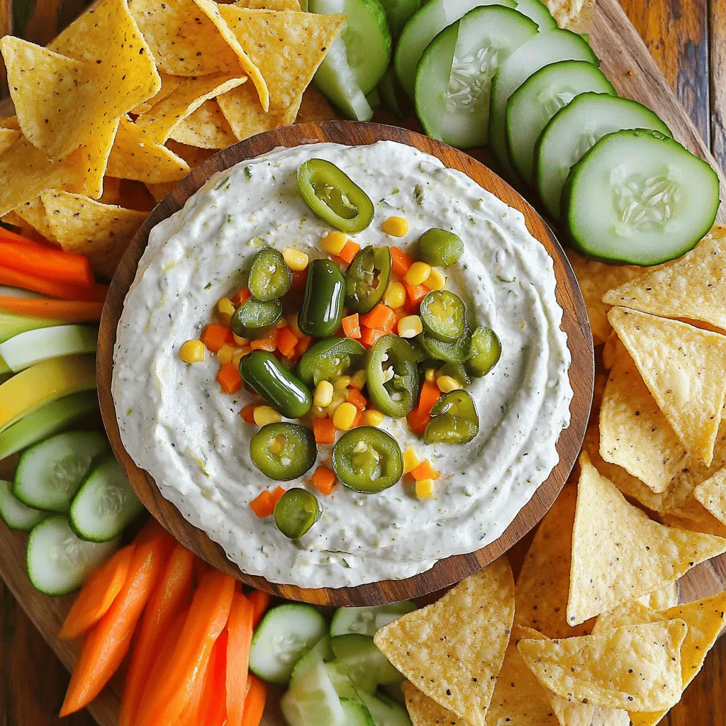 To make the Sweet and Spicy Pickle Dip, you need just a few key ingredients. Here's what you'll need: - 1 cup cream cheese, softened - 1/2 cup mayonnaise - 1 cup dill pickles, finely chopped - 1/4 cup pickled jalapeños, finely chopped - 2 tablespoons honey - 1 teaspoon garlic powder - 1 teaspoon onion powder - 1 tablespoon Dijon mustard - 1/4 teaspoon smoked paprika - Salt and pepper to taste These ingredients create a rich, creamy dip with a sweet and spicy kick. The dip shines with a variety of dippers. You want to balance flavors and textures. Here are some great choices: - Tortilla chips - Pita bread - Sliced veggies like carrots, cucumbers, and bell peppers - Crackers Mix and match these dippers for your board. Each one brings a unique taste and crunch. To make your dip board look even more inviting, consider adding some garnishes. They add color and flair. Here are some fun options: - Chopped pickles - Finely diced jalapeños - A sprinkle of smoked paprika These little touches make your Sweet and Spicy Pickle Dip Board not just tasty, but also beautiful. For the complete recipe, check the [Full Recipe]. To start, gather your ingredients. You need cream cheese, mayonnaise, dill pickles, jalapeños, honey, garlic powder, onion powder, Dijon mustard, smoked paprika, salt, and pepper. First, mix the softened cream cheese and mayonnaise until smooth. You can use an electric mixer or a spatula for this. Next, add the finely chopped dill pickles and jalapeños. Stir until they are well blended. Now, drizzle in the honey and add the garlic powder, onion powder, Dijon mustard, and smoked paprika. Mix until everything is combined. Season with salt and pepper to your liking. When done, transfer the dip to a serving dish and smooth the top with a spatula. For the dip board, choose a large platter or cutting board. Place the dip in the center. Arrange your dippers around the dip. You can use tortilla chips, pita bread, sliced veggies like carrots, cucumbers, and bell peppers, and crackers. Make it fun! Balance colors and shapes for a great look. I love to add a touch of flair to my dip board. You can garnish the top of the dip with extra chopped pickles or jalapeños. A sprinkle of smoked paprika adds a nice pop of color too. Serve the board with small spoons or toothpicks for easy sharing. This Sweet and Spicy Pickle Dip Board is perfect for parties or game days. Enjoy every bite! Don’t forget to check the Full Recipe for more details. Mixing the dip well is key. Start by blending cream cheese and mayonnaise. This smooth base helps your flavors blend nicely. Add the chopped pickles and jalapeños next. Stir until you see a nice mix. Taste it! If it feels off, adjust with more honey or mustard. Remember, balance is crucial. Sweet, spicy, and tangy should all shine through. You can prep this dip a day ahead. Just keep it in the fridge. When you’re ready, take it out and let it warm a bit. This helps flavors pop. Arrange your dippers right before serving for a fresh look. If you want to save time, chop your veggies a day early too. It makes party prep easy. To add texture, consider mixing in some crispy elements. Chopped nuts or crispy onions can work wonders. They add crunch that contrasts nicely with the creamy dip. You can also play with herbs, like fresh dill or cilantro, for a fresh twist. Try adding a squeeze of lemon juice for an extra zing. Little details can turn a good dip into a great one. For the full recipe, check out [Full Recipe]. {{image_2}} You can change the heat in the Sweet and Spicy Pickle Dip by swapping ingredients. If you want more heat, add more jalapeños or use a hotter pepper. You might try adding diced serrano peppers for a kick. For less heat, skip the jalapeños. Instead, use sweet pickle relish. This keeps the flavor but reduces the spice. To make this dip vegetarian, simply keep all the original ingredients. For a vegan version, swap the cream cheese and mayonnaise with plant-based options. Look for vegan cream cheese and mayo made from nuts or soy. These alternatives keep the dip creamy and flavorful without using animal products. You can enhance the dip by adding seasonal ingredients. In summer, use fresh herbs like dill or basil. In fall, consider adding roasted pumpkin or butternut squash. These ingredients add fun flavors and colors to the dip board. They also bring a fresh twist to the classic recipe. Feel free to explore and create your own versions. You can find the Full Recipe for more ideas. To keep your Sweet and Spicy Pickle Dip fresh, store it in an airtight container. This helps to lock in flavors and prevent the dip from drying out. Make sure to refrigerate it right after your event. If you leave it out, bacteria can grow, making it unsafe to eat. You can freeze the dip if you have extra. Use a freezer-safe container and leave some space at the top. This allows for expansion. When you are ready to eat it, thaw the dip in the fridge overnight. Stir well before serving to bring back its creamy texture. The dip stays fresh in the fridge for about 3 to 5 days. Always check for signs of spoilage, like changes in smell or color. For the best taste, eat it within this time. Enjoy your dip while it's at its best! For the full recipe, check out the Sweet and Spicy Pickle Dip Board. The best dippers are fun and crunchy. I love using tortilla chips and pita bread. Sliced veggies like carrots, cucumbers, and bell peppers add fresh flavor. Crackers are also a great choice. They give a nice crunch and hold the dip well. Mix and match your dippers for a colorful spread. Yes, you can! Different pickles add unique flavors. Try bread-and-butter pickles for sweetness. You can also use spicy pickles for extra heat. Just make sure to chop them finely. This way, they mix well into the dip. Experiment with your favorites to find the best taste! Yes, this dip is gluten-free! The main ingredients, like cream cheese and mayonnaise, contain no gluten. Just be careful with your dippers. Choose gluten-free tortilla chips or veggie sticks. Always check labels to ensure your dippers are safe to enjoy. To boost the heat, add more pickled jalapeños. You can also mix in hot sauce or chili flakes. Start small, then taste and adjust. This way, you find the right spice level for you. Enjoy the kick it adds to the Sweet and Spicy Pickle Dip! In this blog post, we explored how to make a fun Sweet and Spicy Pickle Dip. You learned about the key ingredients and how to present it. I shared tips for mixing, flavor balancing, and storing leftovers. We also discussed variations to suit your taste, like spice levels and dietary needs. Remember, this dip brings joy to any gathering. Experiment with your ideas to make it even better. Now, go impress your friends with this tasty treat!