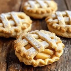 - 2 cups all-purpose flour - 1/2 cup granulated sugar - 1/2 teaspoon salt - 1 teaspoon baking powder - 1/2 teaspoon ground cinnamon - 1/2 cup unsalted butter, chilled and cubed - 1 large egg - 1 teaspoon vanilla extract - 2 large apples, peeled, cored, and diced - 1 tablespoon lemon juice - 1 tablespoon brown sugar - 1/4 teaspoon nutmeg - Optional: egg wash (1 egg beaten with 1 tablespoon water) - Optional: powdered sugar for dusting Gathering the right ingredients is key to making great apple pie cookies. Start with fresh apples. I love using a mix of tart and sweet apples for depth. Granny Smith adds a nice tang, while Honeycrisp offers sweetness. Next, you’ll need all-purpose flour, sugar, salt, baking powder, and spices. Cinnamon and nutmeg bring warmth and flavor. Don’t forget the butter; it adds richness. Make sure it’s cold and cut into small cubes. This helps create a nice flaky texture. You’ll also need one egg for binding and vanilla for extra flavor. Fresh lemon juice keeps the apples bright and prevents browning. Brown sugar adds a hint of caramel. Optional ingredients include an egg wash for a shiny finish and powdered sugar for a lovely dusting. With these ingredients ready, you are set to create a delicious dessert with the full recipe in hand! - First, combine the flour, sugar, salt, baking powder, and cinnamon in a bowl. - Next, cut in the cold butter until the mixture looks crumbly. - Then, add the egg and vanilla. Mix until a dough forms. - In another bowl, toss the diced apples with lemon juice, brown sugar, and nutmeg. - Allow this mixture to sit for about 10 minutes. This helps the flavors blend well. - Roll out the dough on a floured surface until it is about 1/4 inch thick. - Cut circles from the rolled dough using a cookie cutter. - Place half of these circles on a lined baking sheet. - Spoon a small amount of the apple mixture onto each circle. - Top each filled circle with another circle of dough. Press the edges to seal. - If you want, use a fork to crimp the edges for a nice look. - Preheat your oven to 350°F (175°C) and prepare your baking sheets. - Bake the cookies for 15-18 minutes until the edges are lightly golden. - After baking, let them cool on a wire rack. You can dust with powdered sugar if you like. This simple recipe makes delicious apple pie cookies that are sure to impress. For complete details, refer to the Full Recipe. To make the best apple pie cookies, use chilled ingredients. Cold butter helps create a flaky texture. When you mix the butter into the flour, work quickly. You want it crumbly, not mushy. Avoid overworking the dough, as this can lead to tough cookies. Spice it up! You can add ground ginger or allspice for extra warmth. For a crunchy twist, mix in chopped nuts or dried fruit. Walnuts and raisins work great in this recipe. These additions boost both flavor and texture. You can prepare the dough ahead of time. Just freeze it for later use. This way, you can enjoy fresh cookies whenever you want. If you fill the cookies, store them in airtight containers. This keeps them fresh and tasty for longer. {{image_2}} You can use different apples to change the taste of your cookies. Granny Smith apples are great for a tart flavor. They add a nice zing to every bite. If you want something sweeter, consider using Honeycrisp apples. They bring a juicy, sweet taste that blends well with the other ingredients. Want to make your cookies even more special? Try adding caramel to the filling. It gives a rich, buttery taste that pairs perfectly with apples. You can also mix in chocolate chips for a fun twist. The chocolate melts into the cookies, making them extra indulgent. If you need a gluten-free option, it’s easy to adapt this recipe. Use gluten-free flour blends instead of all-purpose flour. Be mindful to adjust the liquid based on the flour type you choose. Some blends may need more or less liquid to create the right cookie dough. This way, everyone can enjoy these tasty treats! To keep your apple pie cookies fresh, store them in the refrigerator. Place the cookies in an airtight container. This helps keep them soft and tasty. They will last for up to five days. If you want to enjoy them later, wait until they cool completely before storing. This prevents moisture build-up that can make them soggy. For longer storage, you can freeze the cookies. First, let them cool fully. Then, wrap each cookie in plastic wrap. Place them in a freezer bag or an airtight container. They can last for up to three months in the freezer. When ready to eat, take out the desired number of cookies. Let them thaw in the fridge overnight or at room temperature for a few hours. To enjoy these cookies warm, you can reheat them easily. Preheat your oven to 350°F (175°C). Place the cookies on a baking sheet lined with parchment paper. Heat them for about 5 to 8 minutes. This will restore their soft texture and warm up the apple filling. You can also use the microwave for quick reheating. Just warm them for 10 to 15 seconds. Enjoy your apple pie cookies just like fresh! For the full recipe, check out the earlier section. Apple pie cookies are small treats that taste like apple pie but are easier to eat. They have a crisp outer layer and a sweet, juicy apple filling. Unlike traditional apple pie, which has a top and bottom crust, these cookies use two rounds of dough. This makes them fun and quick to bake! To keep your cookies crispy, avoid overfilling them with apples. Use just enough filling to cover the center. You can also use a thicker dough to help hold the moisture. Bake them until they are golden brown. Let them cool completely on a wire rack. This keeps the steam from making them soggy. Yes, you can make apple pie cookies vegan! Replace the egg with a flax egg. Mix one tablespoon of ground flaxseed with three tablespoons of water. Let it sit until it thickens. For butter, you can use coconut oil or vegan butter. Both work great in this recipe. Apple pie cookies last about three days at room temperature. Store them in an airtight container to keep them fresh. If you need them to last longer, freeze them. They can stay in the freezer for up to three months. Just thaw them and enjoy! For full details on making these delicious treats, check out the Full Recipe. Apple Pie Cookies blend warmth and comfort in each bite. We explored ingredients, steps, and tips to make your cookies shine. I shared ways to customize flavors and enhance texture. Remember, the right storage keeps them fresh. Each variation can give a new taste experience. Enjoy these treats warm, as snacks, or desserts. You now have the skills to impress friends and family. Baking is not just about food; it’s about the joy it brings. Dive into this delicious world and let your creativity flow.