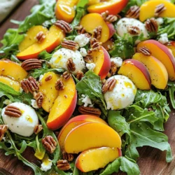 - Ripe Peaches: Choose 4 ripe peaches. They should be soft and fragrant. Slice them into wedges for the salad. Fresh peaches add sweetness and juiciness. - Mozzarella Balls: Use 1 cup of fresh mozzarella balls, known as bocconcini. They bring a creamy texture that pairs well with the peaches. - Greens and Herbs: You’ll need 1 cup of arugula or a mix of leafy greens. This adds a peppery flavor. Also, grab 2 tablespoons of fresh basil, chopped. This herb gives a bright, fresh taste. - Candied Pecans: You’ll want ½ cup of candied pecans, roughly chopped. They add crunch and a sweet, nutty flavor. - Feta Cheese: Use ½ cup of crumbled feta cheese. This cheese adds a salty kick that balances the sweetness of the peaches. - Olive Oil and Seasonings: For the dressing, mix 2 tablespoons of extra-virgin olive oil with 1 tablespoon of lemon juice. Add salt and freshly cracked black pepper to taste. This simple dressing enhances the salad's fresh flavors. All these ingredients make up the perfect blend for the Millionaire Peach Salad. For the full recipe, follow the steps closely to create this refreshing delight. Mixing the Fresh Ingredients Start by slicing four ripe peaches. Use a sharp knife for clean cuts. Place these peach slices in a large mixing bowl. Next, add one cup of fresh mozzarella balls. You can use bocconcini for a nice touch. Then, toss in one cup of arugula or mixed leafy greens. Finally, add two tablespoons of freshly chopped basil. This mix gives the salad a fresh taste. Adding the Cheese and Nuts Now it's time for the cheese and nuts. Sprinkle in half a cup of crumbled feta cheese. This adds a creamy texture. Then, toss in half a cup of roughly chopped candied pecans. They give a nice crunch and sweetness to the dish. Gently mix everything together. Make sure all the ingredients are well combined. Whisking the Ingredients Together In a small bowl, combine two tablespoons of extra-virgin olive oil with one tablespoon of lemon juice. Add a pinch of salt and some freshly cracked black pepper. Use a whisk to blend everything well. This dressing will enhance the salad's flavors. Adjusting for Taste Taste the dressing to see if it needs anything. If you want more tang, add a bit more lemon juice. For extra richness, a touch more olive oil works well. Adjust to your liking for the best flavor. Tossing Everything Together Drizzle the dressing over the salad mixture. Gently toss everything together until the salad is coated. This helps every bite taste amazing. Then, add the chopped candied pecans again for extra crunch. Give it one last gentle toss to make sure they are evenly spread. Presentation Guidelines Let the salad sit for about five minutes. This allows the flavors to meld. When ready to serve, use a large platter or individual bowls. Garnish with extra basil leaves and a sprinkle of pecans on top. This makes the dish look appealing and ready to impress. For more details, check the Full Recipe. Ingredient Substitutions Feel free to swap ingredients based on what you have. Use burrata cheese instead of mozzarella for a creamier texture. If you can’t find arugula, mixed greens work well too. You can also try walnuts if pecans are not available. They add a nice crunch. Flavor Enhancements Add a splash of balsamic vinegar for extra depth. Honey drizzled on top can add a sweet note. Fresh mint can also brighten up the salad. Experiment with spices like cayenne for a kick. Prepping Ingredients in Advance You can chop peaches and greens a few hours before serving. Keep them in separate containers. This keeps them fresh and crisp. Mix the dressing ahead of time, too. Just shake it up before adding to the salad. Storage Tips for Freshness Store leftovers in an airtight container. Keep it in the fridge and enjoy within two days. If the salad gets too soggy, serve it over fresh greens. This gives it a nice bounce back. Pairing with Summer Dishes This salad pairs well with grilled chicken or fish. It can also be a side dish for barbecues. Serve it alongside corn on the cob or potato salad for a fun meal. Ideal Occasions for This Salad Perfect for picnics, potlucks, or backyard barbecues. This salad brightens up any summer gathering. You can also serve it as a light lunch or a refreshing starter. Enjoying it on a sunny day makes it even better! {{image_2}} You can switch up the fruits in Millionaire Peach Salad. Adding berries makes it sweeter and colorful. Try blueberries, strawberries, or raspberries. They pair well with peaches and add a burst of flavor. Melons are another great choice. Cantaloupe or watermelon brings a refreshing crunch. Just cut them into small pieces and mix them in. This will give your salad a fun twist. For a tropical vibe, add mango. The juicy sweetness of ripe mango balances the salad's flavors. Slice a fresh mango and toss it in for a lively touch. Looking to add protein? Grilled chicken or shrimp works perfectly. Cook them simply with salt and pepper. Slice them and mix them into the salad. This addition makes it heartier and more filling. If you prefer a vegetarian option, quinoa is a great choice. Cooked quinoa adds texture and protein. Just mix in about a cup of cooked quinoa for a healthy twist. You can try different dressings to change the flavor. Balsamic vinaigrette adds a tangy sweetness. Just drizzle it over the salad instead of the lemon dressing. Citrus-based dressings are also a hit. Use orange juice or lime juice for a fresh taste. Mix these with olive oil for a bright and zesty dressing. Explore these variations to make your Millionaire Peach Salad unique and delightful. Check out the Full Recipe for more ideas! To store leftovers, place the salad in an airtight container. This keeps it fresh and safe. You want to enjoy this delightful salad for days. When stored properly, it lasts about 2 to 3 days in the fridge. However, the texture may change, especially with the mozzarella and greens. They can become a bit soggy over time. If you want the best taste, eat it within the first day. Can you freeze this salad? I do not recommend freezing it. Freezing can ruin the texture of fresh ingredients. Peaches and greens lose their crunch and become mushy. However, you can freeze some components separately. To freeze components, slice peaches and freeze them on a baking sheet. Once frozen, transfer them to a bag. This works well for smoothies too! You can also freeze the candied pecans. Just ensure they are stored in a sealed bag. They can last up to 3 months in the freezer. When you're ready, just thaw and add to your salad. Millionaire Peach Salad is a fresh and vibrant dish. It features ripe peaches, creamy mozzarella, and crunchy pecans. This salad brings summer flavors to life. I drew inspiration from classic summer salads that highlight seasonal fruits. The mix of sweet and savory makes it a real crowd-pleaser. You can enjoy it as a main dish or a side. Trust me, this salad is perfect for any summer gathering. Yes, you can make this salad ahead of time! To prepare it in advance, slice the peaches and mix them with other fresh ingredients. However, keep the dressing separate until you're ready to serve. This way, the salad stays crisp. Store the salad ingredients in the fridge, covered. The flavors will blend nicely if you let it sit for a bit. Just remember to add the candied pecans just before serving for extra crunch. Millionaire Peach Salad pairs well with many dishes. I suggest serving it with grilled chicken or fish for a hearty meal. It also goes great with a light pasta dish or a charcuterie board. For drinks, try a chilled white wine or a refreshing iced tea. The salad’s bright flavors complement these options beautifully. Feel free to mix and match to find your perfect pairings! Making this salad vegan is easy! Simply replace the mozzarella and feta with non-dairy cheese. Look for options made from nuts or soy to achieve a similar taste. For the dressing, use a vegan olive oil or a citrus-based dressing. You can also skip the cheese altogether and add more nuts or seeds for texture. This keeps the salad fresh and bright while catering to vegan diets. This blog shows how to make a fresh, tasty salad perfect for summer. You learned about key ingredients like ripe peaches and mozzarella. I shared steps for mixing, dressing, and serving. Useful tips help you prepare ahead and customize flavors. Variations let you add fruits or proteins. In the end, this salad is easy and fun. Enjoy making it your own!
