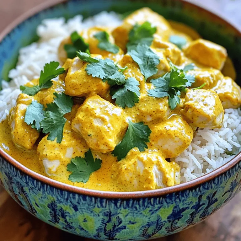 - 2 lbs boneless, skinless chicken thighs - 1 can (14 oz) coconut milk - 1/2 cup plain yogurt - Ginger, minced - Garlic, minced - Onion, finely chopped - Tomato paste - Curry powder - Garam masala - Turmeric - Cumin - Cayenne pepper To craft the best slow cooker butter chicken, you need key ingredients that create rich flavors. First, the chicken thighs are the star of the dish. They stay juicy and tender during cooking. Coconut milk adds a creamy texture. It also balances the spices well. The yogurt adds extra creaminess and tang. Next, we have aromatics. Minced ginger and garlic create a fresh, zesty base. Chopping the onion finely helps it blend into the sauce. This mix builds depth in flavor. We then add seasonings to bring the dish to life. Tomato paste gives you a nice richness. Curry powder and garam masala offer warmth and complex flavor. Turmeric adds a bright color and earthiness. Cumin brings a nutty touch, while cayenne pepper adds heat. Adjust these to your taste for the perfect balance. For a full guide on making this dish, refer to the Full Recipe. Each ingredient plays a role, making this meal flavorful and easy to prepare. You will love how these simple ingredients combine to create a delicious meal. Seasoning the Chicken Pieces Start with 2 lbs of boneless, skinless chicken thighs. Cut them into bite-sized pieces. In a large bowl, add salt, pepper, cumin, turmeric, and cayenne pepper. Toss the chicken well to coat it evenly. This step adds great flavor to each piece. Tips for Even Coating To ensure even coating, mix the spices first before adding them to the chicken. Use your hands or a spoon to rub the spices all over the chicken. Let it sit for a few minutes. This way, the flavors will soak in better. Best Practices for Onions, Garlic, and Ginger Next, focus on the aromatics. Chop one large onion finely. In a pan, add a tablespoon of oil over medium heat. Sauté the onion for about 5 minutes until it turns translucent. Then, add one tablespoon each of minced garlic and ginger. Cook for one more minute. This step builds a strong flavor base for the dish. Importance of Sautéing for Flavor Sautéing helps to release the natural oils and flavors in the onions, garlic, and ginger. This makes your butter chicken taste richer and more complex. Don’t rush this step; it’s key for a tasty dish. Transferring Ingredients to the Slow Cooker Now, transfer the sautéed onion mix to your slow cooker. Add the seasoned chicken, 2 tablespoons of tomato paste, 2 tablespoons of curry powder, 1 teaspoon of garam masala, and 1 can of coconut milk. Stir everything well to combine. Cooking Times: Low vs High Cover the slow cooker. Cook on low for 6-7 hours or on high for 3-4 hours. Choose low for a more tender chicken. Both methods will yield a mouthwatering dish. How to Adjust Spice Levels To control the spice, start with less cayenne pepper. You can always add more later. Taste as you go. If it’s too hot, add a bit of sugar or more coconut milk. This balances the heat well. Recommended Cooking Techniques for Better Texture Searing the chicken before adding it to the slow cooker is key. It gives a nice crust and deep flavor. If you skip this, the chicken may turn out soft and bland. Always sauté the onions, garlic, and ginger until fragrant. This step adds a rich base for your sauce. Adding Yogurt at the Right Time Add yogurt about 30 minutes before serving. This keeps the yogurt creamy and prevents curdling. Stir it gently into the sauce. Let it heat through but don’t let it boil. Alternatives to Yogurt for a Dairy-Free Version If you want a dairy-free option, try using coconut cream instead of yogurt. It gives a similar creaminess and flavor. You can also use cashew cream for a nutty twist. Best Accompaniments: Rice and Garnishes Serve this butter chicken over steamed basmati rice. The rice soaks up the sauce well. You can also add naan bread for dipping. Top with fresh cilantro for color and flavor. Presentation Tips for an Appealing Dish For a pretty presentation, use a shallow bowl. Add the rice first, then spoon the butter chicken over it. Sprinkle cilantro on top. This makes the dish pop and looks great for guests. For the full recipe, check [Full Recipe]. {{image_2}} You can switch up the protein in this butter chicken. Chicken thighs are juicy and tender. Chicken breasts are leaner but drier. If you want a lighter dish, breasts work well. Just remember to not overcook them. For a tasty vegetarian option, try tofu or cauliflower. Tofu absorbs flavors well, making it a great choice. Use firm tofu and cut it into cubes. Cauliflower gives a nice texture and taste too. Just roast it before adding to the slow cooker. The type of curry powder you use changes the flavor. Each brand has a unique taste. Try different blends to see what you like best. You can also mix your own for fun! Add vegetables like peas, spinach, or bell peppers for more nutrition. These veggies add color and taste to the dish. They make it heartier and more filling. Just toss them in during the last hour of cooking. While cilantro is classic, try other fresh herbs. Mint and parsley add a different taste. Chopped green onions give a nice crunch too. For extra texture, sprinkle nuts or seeds on top. Cashews or pumpkin seeds provide great crunch. These toppings make your meal look fancy and delicious. You can find the full recipe for creamy coconut butter chicken above! - How Long Will It Last in the Fridge? Your butter chicken will stay fresh in the fridge for about 3 to 4 days. Make sure it cools completely before you store it. This helps keep the flavors intact. - Best Storage Practices for Leftovers Use an airtight container to store your butter chicken. This prevents it from drying out. If you have a lot of leftovers, divide them into smaller portions. This makes reheating easier. - Can You Freeze Butter Chicken? Yes, you can freeze butter chicken. It freezes well and can last for up to 3 months. Just make sure to store it in a freezer-safe container. - Thawing and Reheating Tips To thaw, place it in the fridge overnight. This keeps it safe and tasty. When ready to eat, reheat it on the stove over low heat. Stir often to avoid burning. You can also use the microwave for quick reheating. Just cover it to keep moisture in. Enjoy your meal! For the full recipe, check out the [Full Recipe]. Serve butter chicken hot over steamed basmati rice. The rice soaks up the sauce well. I like to garnish it with fresh cilantro for color and taste. You can also add naan bread on the side. This helps scoop up the creamy sauce. Serve with a side of cooling cucumber salad. It balances the spices nicely. Yes, you can use a regular pot for this recipe. Start by sautéing the onions, garlic, and ginger in the pot. Then add the seasoned chicken and all the other ingredients. Cover and cook on low heat. It will take about 30-40 minutes until the chicken is tender. Stir occasionally to prevent sticking. To make butter chicken extra creamy, add more coconut milk. You can also use heavy cream instead of yogurt. Start by adding a little, then taste and add more if needed. Another tip is to blend the sauce before serving. This creates a smooth texture that feels luxurious. Butter chicken pairs well with several side dishes. Here are some of my favorites: - Steamed basmati rice - Warm naan bread - Cucumber raita or salad - Roasted vegetables - Mango lassi to drink These sides bring out the rich flavors in the dish. Enjoy experimenting with your meals! In this blog post, we explored how to make a delicious butter chicken. We covered key ingredients like chicken, coconut milk, and yogurt, plus spices that bring bold flavors. I shared step-by-step instructions to guide you through cooking. You learned tips for enhancing flavors, variations to try, and how to store leftovers. Now, you have everything you need to create this meal. Enjoy experimenting with flavors and make it your own!
