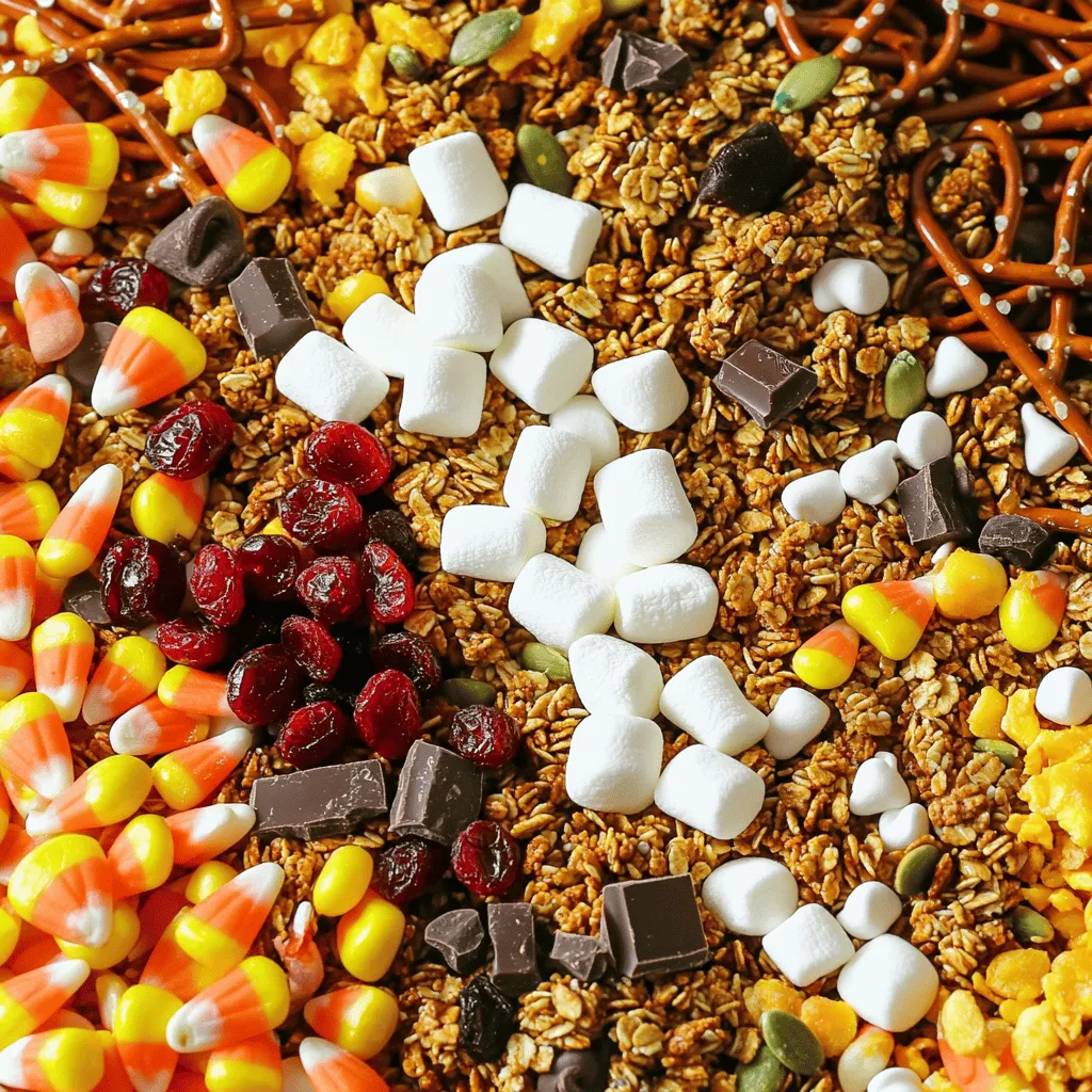 To make the best Halloween trail mix, you'll need a mix of fun and tasty treats. Here’s what to gather: - 1 cup pumpkin spice granola - 1/2 cup candy corn - 1/2 cup chocolate-covered pretzels - 1/2 cup mini marshmallows - 1/2 cup dried cranberries - 1/2 cup roasted pumpkin seeds - 1/4 cup white chocolate chips - 1/4 cup dark chocolate chunks - 1/2 teaspoon cinnamon - A pinch of sea salt These ingredients create a blend of sweet, salty, and crunchy bites. The pumpkin spice granola gives a festive flavor. Candy corn adds a Halloween touch, while chocolate-covered pretzels give that delightful crunch. You can make your trail mix even more exciting! Here are some fun add-ins: - 1/2 cup sunflower seeds - 1/2 cup yogurt-covered raisins - 1/2 cup caramel bits - A handful of M&M's These extras bring in new textures and flavors. Sunflower seeds add crunch, while caramel bits add a sweet surprise. Feel free to mix and match to find your favorite combo. If you have allergies or want to switch things up, you can easily alter some ingredients: - Swap out candy corn for chocolate chips if you need a nut-free option. - Use gluten-free pretzels if you need a gluten-free mix. - Replace dried cranberries with raisins or other dried fruits if you prefer. Always check for allergens in each ingredient. This way, you can enjoy Halloween treats without worry. You can find the Full Recipe in the main article for all the details! Making Halloween trail mix is easy and fun. You only need about 10 minutes to prep. Gather all your ingredients first. This helps you mix faster and keeps things neat. 1. In a large bowl, combine the following ingredients: - 1 cup pumpkin spice granola - 1/2 cup candy corn - 1/2 cup chocolate-covered pretzels - 1/2 cup mini marshmallows - 1/2 cup dried cranberries - 1/2 cup roasted pumpkin seeds 2. Next, add: - 1/4 cup white chocolate chips - 1/4 cup dark chocolate chunks 3. Sprinkle in: - 1/2 teaspoon cinnamon - A pinch of sea salt 4. Gently toss everything together until well mixed. You want every bite to have a bit of everything. 5. Taste it! If you want more sweetness, add more chocolate. 6. Spread the trail mix on a baking sheet lined with parchment paper. This makes serving easy. 7. Let it sit for 10-15 minutes. This helps the flavors blend. 8. Scoop the trail mix into Halloween-themed bags or jars. Now, you’re ready for treats! Use clear bags to show off the colorful mix. Tie them with orange or black ribbons for fun. You can also serve the trail mix in small bowls at parties. Add some spooky decorations around for a festive touch. This makes your treat table look festive and inviting. Enjoy your tasty Halloween trail mix! Check out the [Full Recipe] for more details. You can make your trail mix unique. Start with the base mix. Use pumpkin spice granola for a festive touch. Add your favorite candy. You might like gummy worms or chocolate bats. For crunch, try adding nuts like almonds or pecans. You can also swap dried cranberries for dried apples or mango. Mix and match until it feels just right. Mixing is key for a great trail mix. Toss all ingredients gently in a large bowl. This way, each bite is balanced. Once mixed, store it in an airtight container. This keeps it fresh longer. You can also portion it into snack bags. This makes it easy to grab on the go. Want to boost the taste? Add a sprinkle of cinnamon for warmth. A little sea salt can enhance sweetness. If you like it sweeter, drizzle some honey or maple syrup. For a spicy kick, try a dash of cayenne pepper. Taste your mix and adjust as you go. This is your creation, after all! Don't forget to check the full recipe for all the delicious details! {{image_2}} You can change your trail mix for each season! For winter, add peppermint patties or cocoa nibs. In spring, use pastel chocolates and dried fruits like apricots. Summer calls for tropical nuts and coconut flakes. Each season brings new flavors to explore. Make your trail mix fun with themed items. For Halloween, use spooky gummies or candy eyes. Add orange or black sprinkles for a festive touch. For a pirate theme, include chocolate coins and sea salt. Themes make the mix exciting and engaging. You can choose sweet or savory for your trail mix. Sweet mixes often include chocolate, candy, and dried fruits. For a savory twist, add cheese crackers, nuts, and pretzels. Mixing sweet and savory gives you the best of both worlds. You can find a balance that fits your taste. For the full recipe, check out the Spooktacular Halloween Trail Mix. Enjoy creating your own mix! To keep your Halloween trail mix fresh, use an airtight container. Glass jars work great. You can also use zip-top bags. Store the mix in a cool, dry place. Avoid heat and sunlight. This keeps the flavors and crunch intact. Properly stored, your trail mix lasts about two weeks. After that, it may lose some taste and texture. If you notice any changes in smell or look, it’s best to toss it. Always check before enjoying! You can freeze your Halloween trail mix for longer storage. Use a freezer-safe bag or container. Remove as much air as possible to prevent freezer burn. When ready to eat, let it thaw in the fridge overnight. This keeps the mix fresh and tasty. The best way to package Halloween trail mix is in clear bags or jars. Use festive Halloween-themed cellophane bags. Tie them with bright ribbons for a fun touch. This makes them easy to grab and enjoy. You can also use small containers or mason jars. These options keep the trail mix fresh and look cute. Yes, you can use different types of cereals! Try using your favorites like Cheerios or Rice Chex. You can mix and match cereals to create a unique flavor. Just keep the total amount the same. This way, you still get that perfect crunchy texture. Absolutely! This trail mix is great for kids and adults. It has sweet and salty flavors that everyone loves. Just watch for allergies, like nuts or gluten. Always check the labels of your ingredients. This ensures a safe and tasty treat for all! This article covers everything you need for Halloween trail mix. You learned about the essential ingredients, plus some fun add-ins. We went step-by-step on how to mix it all. You also found tips for storage and serving. Trail mix is a great way to add fun and flavor to Halloween. With these ideas, you can create your own unique mix for all ages. Enjoy making your tasty trails this Halloween!