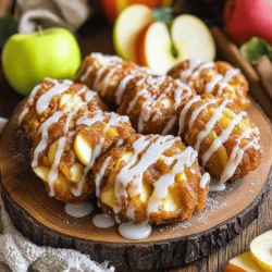 Choose your apples wisely. I like to use firm apples. Granny Smith or Honeycrisp are great options. They add a nice tartness. Make sure they are fresh and crisp. This makes your fritters tasty and juicy. Here’s what you need for the batter: - 2 large apples, peeled and diced - 1 cup all-purpose flour - 1/2 cup granulated sugar - 1 teaspoon baking powder - 1/2 teaspoon baking soda - 1/2 teaspoon cinnamon - 1/4 teaspoon nutmeg - 1/4 teaspoon salt - 1 large egg - 1/2 cup buttermilk - 1 teaspoon vanilla extract - Oil for frying These ingredients work together to create a fluffy texture. The spices add warmth and depth to each bite. For the sweet glaze, you will need: - 1 cup powdered sugar - 2 tablespoons milk - 1 teaspoon vanilla extract This glaze is simple yet rich. It gives your fritters a shiny finish. You can adjust the thickness by adding more milk or sugar. A perfect glaze makes your fritters even more tempting. For the full recipe, check out the details above. To start, grab a mixing bowl. Add your diced apples, flour, sugar, baking powder, baking soda, cinnamon, nutmeg, and salt. Mix them well. This blend gives your fritters great flavor. Next, in another bowl, whisk the egg, buttermilk, and vanilla extract. Pour this wet mix into your dry ingredients. Stir gently until just combined. It’s okay if some lumps remain; they help keep the fritters light. Now it’s time to fry. Heat oil in a deep fryer or a heavy pot to 350°F (175°C). Use a thermometer for accuracy. Take a spoon and drop heaping tablespoons of the batter into the hot oil. Make sure to leave space between each fritter. Fry them in batches to prevent overcrowding. Cook each fritter for 2-3 minutes on each side. They should turn golden brown and look delicious. Use a slotted spoon to remove them from the oil. Let them drain on paper towels to remove excess oil. For the glaze, whisk together powdered sugar, milk, and vanilla extract in a small bowl. Mix until smooth. If the glaze is too thick, add a splash more milk. If too thin, add more powdered sugar. Take each warm fritter and dip it into the glaze. Allow any excess glaze to drip off. Place the glazed fritters on a wire rack to set. This step makes the glaze firm up nicely. For the best experience, serve your fritters warm. You can even dust them with a sprinkle of cinnamon sugar for extra flavor. Enjoy your homemade glazed apple fritters! For the full recipe, refer to the detailed instructions above. To get the best glaze, use powdered sugar. Mix it with milk and vanilla extract. Aim for a smooth and shiny finish. If the glaze is too thick, add more milk. If it's too runny, add more sugar. Dip each warm fritter into the glaze. Let the glaze drip off before setting them down. Heat oil to 350°F (175°C). This is the best temperature for frying. If the oil is too cool, the fritters soak up oil. If it’s too hot, they burn on the outside. Use a deep fryer or a heavy pot for best results. Drop fritters carefully into the hot oil. Fry in batches to avoid crowding. This helps them cook evenly. For a light and fluffy fritter, do not overmix the batter. Some lumps are okay. Adding spices like nutmeg and cinnamon enhances the flavor. You can also try other fruits or nuts for variety. For extra crunch, add chopped nuts to the batter. The recipe is versatile, so feel free to explore! {{image_2}} You can swap apples for other fruits. Try pears, peaches, or berries. Each fruit gives a unique flavor. Pear fritters are sweet and juicy. Peach fritters add a nice tang. Berries can make your fritters colorful and fun. Just chop the fruit into small pieces, just like the apples. This keeps the fritters light and fluffy. You can make these fritters gluten-free. Use a gluten-free flour blend instead of all-purpose flour. For vegan fritters, replace the egg with a flax egg. Mix one tablespoon of flaxseed meal with two and a half tablespoons of water. Let it sit for five minutes until it thickens. Use plant-based milk instead of buttermilk for a tasty vegan option. Add extra flavors to your fritters! Mix in chocolate chips for a sweet twist. Nuts like walnuts or pecans add crunch and richness. You could also add spices like ginger or cardamom for more warmth. Each addition changes the taste and makes it fun to experiment. Get creative and try your favorite flavors! For the full recipe, check the main section. To keep your glazed apple fritters fresh, store them in an airtight container. This helps lock in moisture and flavor. Place parchment paper between layers to prevent sticking. Keep them at room temperature for up to two days. If you need to store them longer, refrigeration is okay, but they may lose some crispness. When you’re ready to enjoy your fritters again, reheating is key. You can use an air fryer for the best results. Heat them at 350°F (175°C) for about 5 minutes. This helps regain some of their crunch. You can also use a microwave, but the fritters may get soft. If using a microwave, heat in short bursts of 15-20 seconds. For longer storage, freeze your fritters. Let them cool completely, then wrap each fritter tightly in plastic wrap. Place the wrapped fritters in a freezer bag. They can last up to three months in the freezer. To thaw, move them to the fridge overnight. Reheat as mentioned above for the best taste. Enjoy your homemade treats anytime! For the full recipe, check out the Glazed Apple Fritters details. To keep glazed apple fritters crispy, store them in a single layer. Use a wire rack to let air circulate. Avoid stacking them. If they sit too long, they may get soggy. Reheat them in an oven at 350°F for a few minutes. This helps restore that delightful crunch. Yes, you can make apple fritters without buttermilk. Just use regular milk instead. To mimic buttermilk, add a teaspoon of vinegar to the milk. Let it sit for five minutes. This will make your batter just as good. You can also use yogurt or sour cream as a substitute. The best apples for fritters are sweet and firm. I recommend using Honeycrisp, Fuji, or Granny Smith. Honeycrisp adds sweetness, while Granny Smith gives a nice tartness. The key is to choose apples that hold their shape when cooked. This way, you get a great bite in each fritter. For a complete guide, check the Full Recipe section. You learned how to make delicious apple fritters in this article. We covered choosing fresh apples and the key baking ingredients. I shared steps for preparing the batter, frying, and glazing. You also got helpful tips for texture and flavor, plus fun variations using different fruits. Finally, we explored proper storage and reheating to keep your fritters fresh. Enjoy experimenting, and make these fritters your own! Happy baking!