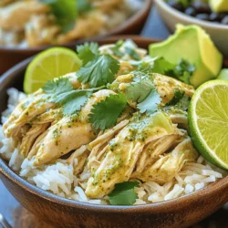 - 4 boneless, skinless chicken breasts - Zest and juice of limes - 1 cup chicken broth - Fresh cilantro, chopped - Ground cumin - Smoked paprika - Garlic powder - Onion powder - Salt and pepper - Diced jalapeño for heat This dish is all about fresh flavors that shine. The chicken provides a blank slate. Lime adds brightness. Cilantro gives a fresh kick. You want to use fresh ingredients for the best taste. For the main ingredients, start with the chicken. I love using boneless, skinless breasts. They cook evenly and stay juicy. The lime zest and juice are key. They infuse the chicken with tang. The chicken broth keeps it moist and adds depth. Now, let’s talk spices. Ground cumin adds warmth. Smoked paprika brings a subtle smokiness. Garlic and onion powders give a savory base. Salt and pepper are essential for balance. If you like heat, add diced jalapeño. It brings a nice kick to the dish. For the full recipe, check the section above. You will see how these ingredients come together. - Combine spices in a small bowl. - Mix 1 teaspoon of ground cumin, smoked paprika, garlic powder, onion powder, lime zest, salt, and pepper. - Rub the spice mixture evenly over the chicken breasts. Make sure each piece is well coated for the best flavor. - Place the seasoned chicken in the crock pot. - Pour 1 cup of chicken broth and the juice of 3 limes over the chicken. Ensure the chicken is mostly submerged in the liquid. - If you like heat, add the diced jalapeño on top. - After cooking, shred the chicken right in the crock pot using two forks. This helps mix the chicken with the tasty cooking liquid. - Stir in 1/4 cup of freshly chopped cilantro just before serving. This adds a fresh burst of flavor to your dish. You can find the complete recipe for this dish [Full Recipe]. When using a crock pot, choose between low and high heat. Cooking on low gives you tender chicken. It takes about 6-7 hours. High heat cooks faster, around 3-4 hours, but may not be as juicy. Always check the chicken’s doneness. Use a meat thermometer to ensure it reaches 165°F. If you don’t have one, look for the chicken to shred easily with a fork. To boost the flavor, add extra lime juice or zest. You can also toss in fresh herbs like oregano or parsley. If you want a kick, add diced jalapeños or red pepper flakes. Mixing in some diced tomatoes or corn can create a fresh twist. These additions make your dish even more vibrant and tasty. Presentation matters! Serve the chicken in bowls over rice or quinoa. Add lime wedges and extra cilantro for a pop of color. Black beans and avocado make great sides. You can also wrap the chicken in tortillas for tasty tacos. These ideas will impress your family and friends. For the full recipe, check out the detailed instructions above. {{image_2}} You can switch up the proteins in this dish. Try using turkey or pork instead of chicken. Both options work well with the same spices. You can also swap out the herbs. Parsley or oregano can give a new twist. They add a different flavor while keeping it fresh. Want a kick? Add more peppers! You can use jalapeños or even serranos for heat. If you prefer sweet, think about adding fruits. Pineapple or mango can add a lovely sweetness. Just toss them in during cooking for a tasty twist. Get creative with how you serve the chicken. Tacos or burrito bowls are fun options. You can also make a bright salad with it. Change up the base, too! Try serving it on quinoa or leafy greens. Each choice offers a new flavor and texture. For the full recipe, be sure to check out the details! To keep your leftovers fresh, store them in an airtight container. Make sure to let the chicken cool before sealing it. This helps prevent moisture build-up. In the fridge, your Crock Pot cilantro lime chicken lasts about 3 to 4 days. Always check for freshness before eating. You can freeze this dish for later use, which is great for meal prep. Allow the chicken to cool before placing it in a freezer-safe bag. Remove as much air as possible to prevent freezer burn. When you’re ready to eat, thaw the chicken in the fridge overnight. For reheating, warm it gently on the stove or in the microwave until heated through. This keeps the flavors intact. Look for signs of spoilage to know when to toss the chicken. If you see any mold or if it smells off, throw it away. If the texture feels slimy or sticky, it's also a sign to discard it. Always trust your senses when it comes to food safety. It takes about 6-7 hours on low or 3-4 hours on high. The cooking time depends on your crock pot's heat settings. Always check the chicken to ensure it's fully cooked. Yes, you can use frozen chicken breasts. Just adjust the cooking time as necessary. Frozen chicken may need extra time to cook through. Always ensure the internal temperature reaches 165°F for safety. You can serve this dish with rice, quinoa, tortillas, or any preferred sides. It pairs well with fresh veggies or a salad for a complete meal. Consider adding black beans or avocado for extra flavor and nutrition. Check out the Full Recipe for more serving ideas! This blog post covered how to make delicious Crock Pot Cilantro Lime Chicken. You learned the necessary ingredients, step-by-step cooking instructions, and helpful tips. We discussed storage methods and how to tweak the recipe for your taste. Remember, cooking should be fun! Don't hesitate to experiment with flavors or serve it in different styles. Enjoy your meal, and share it with others! Your kitchen adventures can inspire flavorful meals again and again.