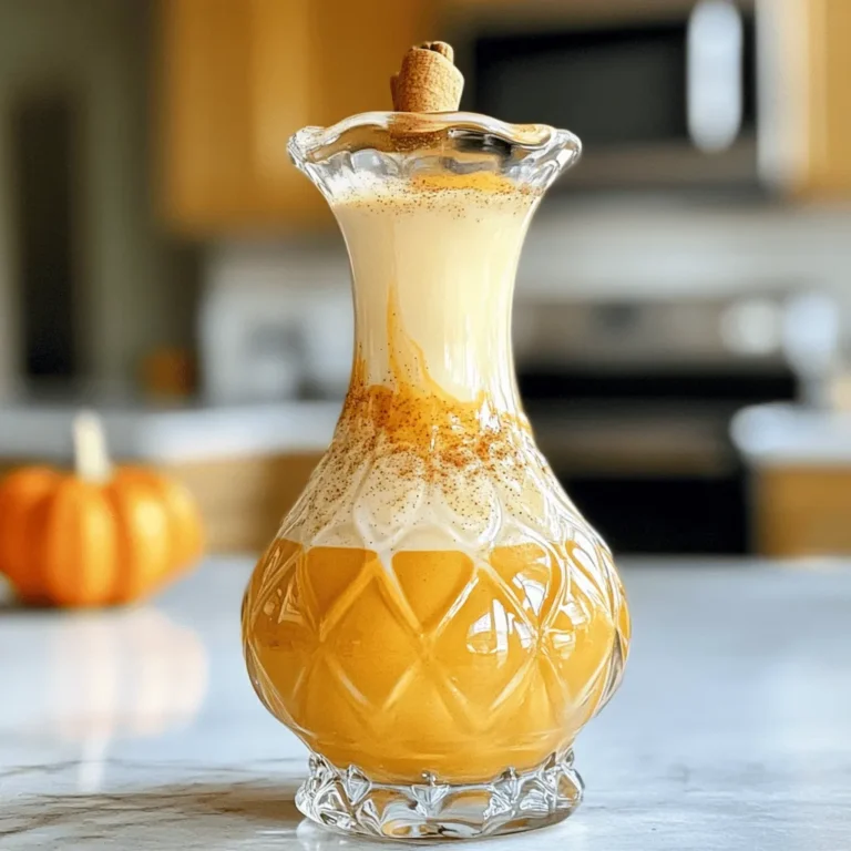 To make creamy pumpkin pie coffee creamer, you need just a few main ingredients: - 1 cup heavy cream - 1 cup whole milk - 1/2 cup pumpkin puree The heavy cream adds richness, while whole milk keeps the texture smooth. Pumpkin puree gives that warm, fall flavor. Now for the sweeteners and flavorings: - 1/4 cup maple syrup (or to taste) - 1 teaspoon vanilla extract Maple syrup adds a natural sweetness. Vanilla extract gives a lovely aroma and flavor, making the creamer even more delightful. Lastly, we have the spices that bring it all together: - 1 teaspoon ground cinnamon - 1/2 teaspoon ground nutmeg - 1/4 teaspoon ground ginger These spices create that classic pumpkin pie taste. They add warmth and depth, making your coffee feel like a cozy hug. For the full recipe, check the details provided! To start, you need to heat the heavy cream and whole milk. Pour one cup of each into a medium saucepan. Place it over medium heat. Stir gently until the mixture warms up but does not boil. This step is key because it helps blend the flavors. Next, add 1/2 cup of pumpkin puree. Use a whisk to mix it in well. You want the pumpkin to blend smoothly with the cream. This makes your base rich and creamy. Now, it’s time to add some sweetness. Pour in 1/4 cup of maple syrup. This gives your creamer a nice touch of sweetness. Stir it well to combine. Taste it and adjust if you want it sweeter. After that, add 1 teaspoon of vanilla extract. Then, sprinkle in the spices: 1 teaspoon of ground cinnamon, 1/2 teaspoon of ground nutmeg, and 1/4 teaspoon of ground ginger. Don’t forget a pinch of salt! Whisk until all the spices mix in fully. This adds warmth and depth to your creamer. Keep heating the mixture for 3 to 5 minutes. Make sure it’s warm but not boiling. Once it’s ready, take it off the heat. Let it cool for a few minutes. Now, transfer your pumpkin pie coffee creamer to an airtight container. You can store it in the fridge for up to 2 weeks. Before using, give it a good shake. Enjoy it in your coffee for that perfect fall flavor! For the full recipe, check the details above. To get the right creaminess, you can adjust the milk ratio. If you want it richer, add more heavy cream. For a lighter version, increase the whole milk. The key is to find the balance that works for you. Whisking helps ensure a smooth texture. When you mix the ingredients, keep whisking until everything blends well. This step is important to avoid lumps. You can vary the sweetness based on your taste. Start with the 1/4 cup of maple syrup, then add more if you like it sweeter. Taste as you go, and adjust to what you love. Feel free to experiment with extra spices. You could add a pinch of cloves or allspice for a different twist. Each new spice can change the flavor profile and make it uniquely yours. Store your pumpkin coffee creamer in a decorative glass bottle. You can label it with the name and date. This way, it looks great in your fridge. When you serve your coffee, add a sprinkle of cinnamon on top. It makes for a lovely presentation and adds a nice touch. You can also pair this creamer with whipped cream for a festive treat. Enjoy your delicious pumpkin pie coffee creamer! {{image_2}} You can easily make this creamer dairy-free. Use almond milk or oat milk instead of heavy cream and whole milk. Almond milk gives a light nutty taste. Oat milk adds a creamy texture that mimics dairy. You can also use coconut cream. It gives a rich, tropical flavor. Just replace heavy cream with coconut cream for a fun twist. If you want to change the sweetness, try honey or agave syrup. Both add different flavors. Honey gives a floral note, while agave is mild and smooth. You can also use flavored syrups. Pumpkin spice or caramel syrups can add a fun twist. Just mix in a few tablespoons until you reach your desired taste. The holidays are perfect for adding spices. You can mix in nutmeg, cloves, or allspice. These spices bring warmth and depth to your coffee. Another fun idea is flavoring with chocolate or vanilla. A splash of chocolate syrup or a dash of vanilla extract can enhance the richness. Experiment with these additions to create your own unique flavors! Store your creamy pumpkin pie coffee creamer in an airtight container. A glass jar works well. This helps keep it fresh and safe. When stored properly, it lasts up to two weeks in the fridge. Always shake it before use. This ensures the spices mix well after sitting. You can freeze the creamer if you want to keep it longer. Pour it into ice cube trays for easy portions. Once frozen, transfer the cubes to a freezer bag. This way, you can thaw just what you need. To thaw, leave the cubes in the fridge overnight. For best quality, use within three months. Check for changes in smell or color. If it smells sour or looks off, it is best to toss it. Another sign is separation that doesn’t mix back together. Always use your senses to decide. When in doubt, throw it out to stay safe. Yes, you can use non-dairy milk! Almond milk, oat milk, or coconut milk work well. Each option gives a different taste. Almond milk is light, while coconut milk is creamier. You can choose the one you like best for your coffee creamer. The creamer lasts up to two weeks when stored in an airtight container. Keep it in the fridge to maintain freshness. Always check for signs of spoilage. If it smells off or looks strange, it's best to toss it out. Absolutely! This creamer adds great flavor to desserts. Use it in recipes for cakes, cookies, or puddings. It can also be drizzled over pancakes or waffles for a seasonal treat. The options are endless with this creamy pumpkin pie coffee creamer. For the full recipe, check out the section above. This blog post detailed how to create a delicious pumpkin creamer. You learned about essential ingredients, like heavy cream and pumpkin puree. We covered how to add flavors with maple syrup and spices. Then, I shared tips for achieving the perfect texture and customizing your recipe. You discovered variations and best practices for storage. In my opinion, making your own creamer not only adds flavor but also brings joy. Enjoy crafting your unique blend!