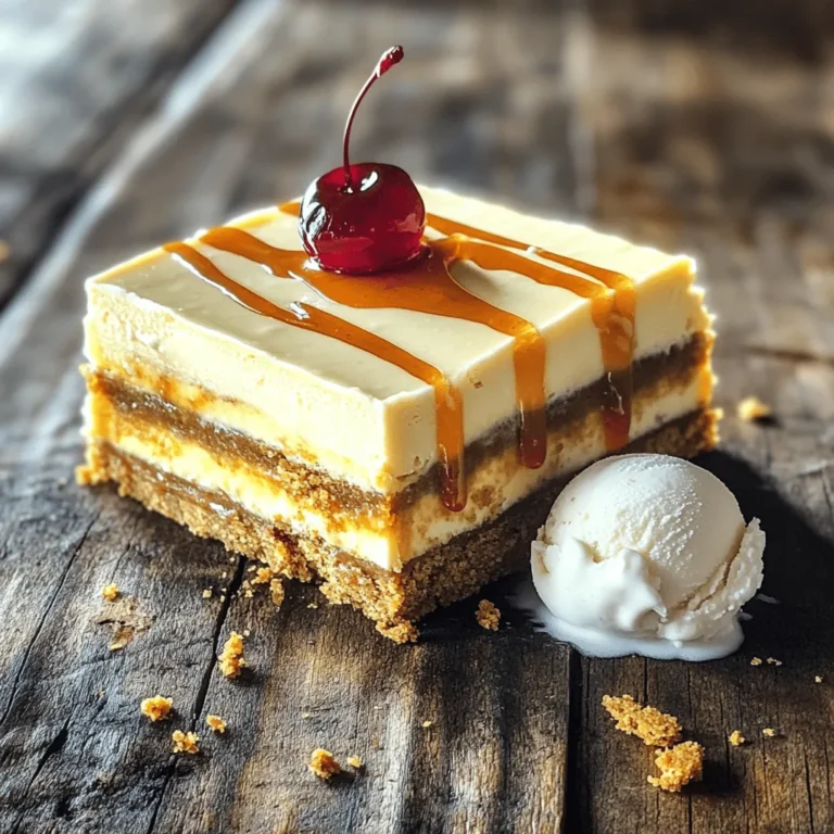 To make root beer cream bars, gather these key items: - 2 cups root beer (soda) - 1 1/2 cups heavy cream - 1 cup powdered sugar - 1 teaspoon vanilla extract - 3 tablespoons gelatin powder (unflavored) - 1/4 cup cold water - 1 cup graham cracker crumbs - 1/4 cup unsalted butter, melted - Pinch of salt These ingredients create a tasty and creamy dessert that you will love. You can add a few fun touches to make your bars even better: - Scoop of vanilla ice cream - Drizzle of extra root beer - Cherry on top - Whipped cream These options enhance the flavor and make the treat look great. Each root beer cream bar has about: - Calories: 200 - Fat: 10g - Carbohydrates: 28g - Protein: 2g Keep the nutritional values in mind as you enjoy this sweet dessert. For the full recipe, refer to the earlier section. Start by making the crust. In a bowl, mix the graham cracker crumbs, melted butter, and a pinch of salt. Stir until all the crumbs are coated. Press this mixture into the bottom of a greased 9x9 inch baking dish. Make it firm and even. Now, place it in the refrigerator while you work on the filling. This step keeps the crust crisp. Next, you will bloom the gelatin. In a small bowl, pour cold water over the gelatin powder. Let it sit for about 5 minutes. You will see it turn thick and jelly-like. This blooming step makes the gelatin easier to mix later. Now, let’s make the root beer filling. In a saucepan, heat 1 cup of root beer over medium heat until it simmers. Take it off the heat and stir in the bloomed gelatin. Mix it well until the gelatin dissolves completely. Add the rest of the root beer and 1 teaspoon of vanilla. Allow this mixture to cool slightly before moving on. In another bowl, whip 1 1/2 cups of heavy cream with 1 cup of powdered sugar until soft peaks form. This step makes the filling light and fluffy. Gently fold the cooled root beer mixture into the whipped cream. Be careful not to over-mix; you want it smooth and creamy. Now, pour this root beer cream over the chilled graham cracker crust. Use a spatula to spread it evenly. Cover the dish with plastic wrap and put it in the refrigerator. Let it chill for 4 to 6 hours. This time helps the filling set completely. When it's ready, cut the bars into squares and serve them cold. Enjoy these simple and tasty treats! For the full recipe, check below. Whipping cream can be tricky, but I have some tips. Start with cold cream. Cold cream whips better and faster. Use a chilled bowl, too. This keeps the cream cold. Whisk in one direction. This helps build air and volume. Stop when you see soft peaks. Overwhipping makes butter, which we don’t want. For a smooth and creamy texture, fold gently. Use a spatula to mix the root beer into the whipped cream. Don’t stir too hard. This keeps the air in the cream. If you want it sweeter, add a bit more powdered sugar. Always taste as you go! Make your bars look great! Cut them into even squares. Place them on a nice plate. Add a scoop of vanilla ice cream next to each bar. Drizzle a bit of root beer on top. A cherry on each bar adds a fun touch. These small details impress your guests. For the full recipe, check out the detailed steps above. {{image_2}} You can switch things up with different flavors. Instead of root beer, try orange soda for a fun twist. You can also use cream soda for a sweeter taste. Cherry soda works well too, giving a fruity kick to the bars. Each flavor brings a new vibe, making it a fun treat for any occasion. For a gluten-free version, choose gluten-free graham crackers. They are easy to find in stores. Just replace regular graham cracker crumbs with these. This change keeps the tasty crust while making it safe for those with gluten issues. Enjoy the same great taste without worry. If you want a dairy-free option, use coconut cream instead of heavy cream. This adds a nice coconut flavor and keeps the bars creamy. Make sure to choose a dairy-free butter for the crust. These swaps allow everyone to enjoy the bars without dairy. For more details on making these delicious treats, check out the Full Recipe. To keep your Root Beer Cream Bars fresh, store them in the fridge. Use an airtight container to prevent them from absorbing other smells. If you cut them into squares, place parchment paper between layers. This stops them from sticking together. When stored properly, Root Beer Cream Bars can last up to a week in the fridge. They taste best when chilled. If you notice any changes in color or smell, it’s best to toss them. Always check before enjoying. You can freeze Root Beer Cream Bars for longer storage. Cut them into squares and wrap each piece in plastic wrap. Then, place them in a freezer-safe bag or container. They can last for up to two months in the freezer. When ready to eat, thaw them in the fridge overnight for the best texture. Enjoy your sweet treat! For the complete recipe, check out the Full Recipe section. To make Root Beer Cream Bars, start with the crust. Mix graham cracker crumbs, melted butter, and a pinch of salt in a bowl. Press this mix into a greased 9x9 inch baking dish. Then chill it. Next, bloom the gelatin in cold water for five minutes. Heat one cup of root beer and stir in the bloomed gelatin. Add the remaining root beer and vanilla extract. Cool this mix. In another bowl, whip heavy cream with powdered sugar until soft peaks form. Fold the root beer mix into the whipped cream. Pour it over the crust and chill for at least four hours until set. Yes, you can use diet root beer. It will still give a delicious flavor. The texture may change slightly due to less sugar, but the bars will still be creamy and tasty. You might find pre-made Root Beer Cream Bars at local bakeries or specialty dessert shops. Some grocery stores with a good bakery section may also carry them. Check the frozen dessert aisle, too, as you might find similar treats there. To cut the bars, use a sharp knife. First, dip the knife in warm water for easy slicing. Wipe the knife clean between cuts for neat squares. This helps keep the bars looking nice and tidy. Yes, you can use other types of crusts. For example, try crushed cookies like Oreos or vanilla wafers. You can also use a nut crust for a gluten-free option. Just make sure it holds together well! Root beer cream bars are a fun treat to make. We covered the main ingredients, optional toppings, and nutritional facts. I shared step-by-step instructions to ensure your bars turn out great. Tips like using cold cream help with the texture. Don’t forget about variations, storage, and those common questions! These bars are easy to customize and serve well at parties. I hope you enjoy making and sharing them!