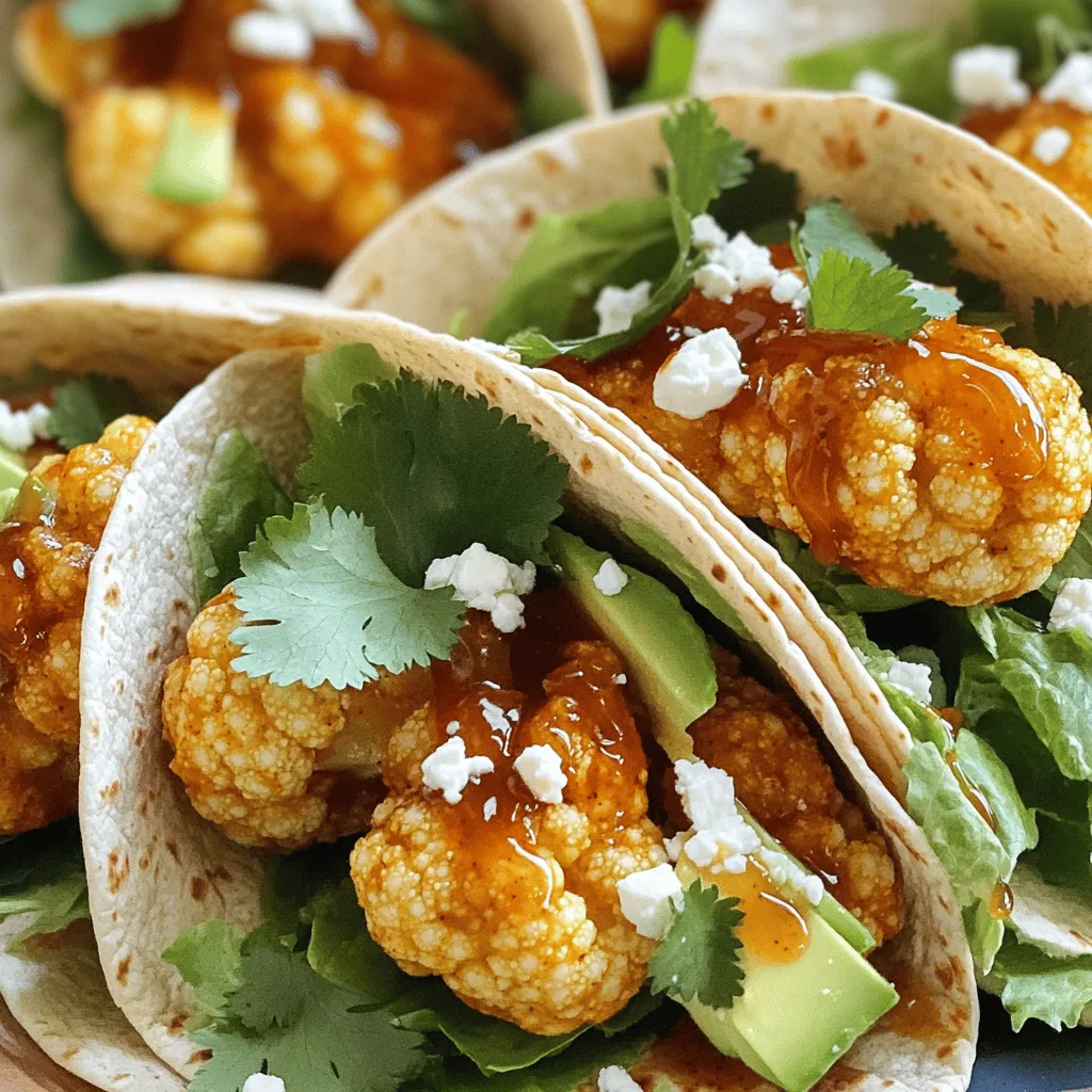 - 1 medium head of cauliflower, cut into florets - 1/2 cup all-purpose flour - 1/2 cup almond milk (or any non-dairy milk) - 1 teaspoon garlic powder - 1 teaspoon onion powder - 1 teaspoon smoked paprika - 1/2 teaspoon salt - 1/4 teaspoon black pepper - 1/4 cup honey - 2 tablespoons chipotle sauce - 4 large whole wheat tortillas - 1 cup shredded lettuce - 1 avocado, sliced - 1/2 cup crumbled feta cheese (optional) - Fresh cilantro, for garnish The main ingredients create a great mix of flavors and textures. The cauliflower brings a nice crunch, while the honey and chipotle sauce give a sweet and spicy kick. You can choose to add feta cheese for a creamy finish. For the best results, measure each ingredient carefully. Here is a guide: - Cauliflower: 1 medium head, about 4 cups of florets - Flour: 1/2 cup - Almond milk: 1/2 cup - Breadcrumbs: 1/2 cup (Panko is great for extra crunch) - Honey: 1/4 cup - Chipotle sauce: 2 tablespoons For the flour, I recommend using a brand like King Arthur for consistency. If you're using almond milk, unsweetened varieties work best to keep the flavors balanced. Each serving has approximately: - Calories: 300 - Protein: 10g - Fats: 12g - Carbohydrates: 40g These wraps can be a healthy option. They are gluten-free if you use gluten-free flour and tortillas. To make it vegan, just ensure the feta cheese is omitted or replaced with a plant-based option. Enjoy this delightful meal knowing it fits many dietary needs! First, let's prep the cauliflower and ingredients. Start by cutting a medium head of cauliflower into small florets. This helps the cauliflower cook evenly and get crispy. Next, gather your other ingredients. You will need flour, almond milk, garlic powder, onion powder, smoked paprika, salt, and black pepper. Now, whisk together the batter. In a mixing bowl, combine 1/2 cup of flour and 1/2 cup of almond milk. Add 1 teaspoon each of garlic powder, onion powder, and smoked paprika. Then, mix in 1/2 teaspoon of salt and 1/4 teaspoon of black pepper. Make sure the batter is smooth. Now, it's time to coat the florets. Dip each cauliflower piece into the batter, letting any extra drip off. Then, roll the florets in 1/2 cup of breadcrumbs. Panko gives a nice crunch. Set the coated florets aside as you heat the oven. Preheat your oven to 425°F (220°C). Line a baking sheet with parchment paper. Place the coated cauliflower wings on the prepared sheet. Bake for 25-30 minutes. Flip them halfway through for even browning. They should be golden brown and crispy when done. While the wings bake, prepare the honey chipotle sauce. In a small saucepan, mix 1/4 cup of honey with 2 tablespoons of chipotle sauce. Heat over low heat until warm. Stir until the two blend well. Adjust the chipotle sauce based on your spice preference. Once the cauliflower wings are ready, it's time to assemble. Take a large whole wheat tortilla and layer it with shredded lettuce, the baked cauliflower, and sliced avocado. If you like, add crumbled feta cheese for extra flavor. Now, roll the tortilla tightly. To do this, fold in the sides and then roll from the bottom up. This technique helps keep everything inside and makes for a neat presentation. Cut the wrap in half if you want to share. Finish by garnishing with fresh cilantro. It adds a nice touch and brightens the dish. For the full recipe, check out the detailed instructions to ensure your wraps are perfect! To get that perfect crunch on cauliflower, follow these steps: - Cut the florets evenly. This helps them cook at the same rate. - Use Panko breadcrumbs. They create a crispier texture than regular ones. - Don’t crowd the baking sheet. Spread the florets out to allow hot air to circulate. For even cooking in the oven: - Preheat your oven fully. A hot oven helps the cauliflower roast rather than steam. - Flip the florets halfway through. This ensures both sides cook evenly and get crispy. You can enhance these wraps with dips or sides. Here are some ideas: - Serve with ranch or blue cheese dip. These pair well with the spicy flavor. - Toss in a fresh side salad. A light salad complements the wraps nicely. - Try sweet potato fries. They add a sweet crunch that balances the spice. Ideal occasions for serving the wraps include: - Game day. They make a great snack for watching sports. - Casual gatherings. Friends will love them at parties. - Quick weeknight meals. They are easy to prepare and fun to eat. Be careful not to over or undercook the cauliflower: - Check for doneness at 25 minutes. It should be golden brown and crispy. - Use a fork to test. If it goes in easily, the cauliflower is ready. Another mistake is making the wraps too filled or improperly rolled: - Don't overload your wraps. A few pieces of cauliflower and toppings work best. - Roll tightly but gently. This keeps all the good stuff inside. If you roll too loosely, the filling will spill out. Try these tips to make your Honey Chipotle Cauliflower Wing Wraps even better. For the full recipe, check out the section above. Enjoy cooking! {{image_2}} You can change the sauce to fit your taste. For a smoky twist, try barbecue sauce. If you want heat, add more chipotle sauce. You can also swap spices. Try cayenne for extra spice or cumin for earthiness. Feel free to change the veggies too. Instead of cauliflower, use broccoli or Brussels sprouts. You can even use chickpeas for a protein boost. If you want a meaty wrap, shredded chicken or jackfruit works well. These wraps can fit many diets. To keep it vegan, use a plant-based milk and skip the feta cheese. For gluten-free wraps, use gluten-free flour and tortillas. If you're watching carbs, try large lettuce leaves instead of tortillas. You can use collard greens or cabbage for a fresh crunch. These options keep the meal light and tasty. Want to spice it up? Add chili powder or smoked paprika to your batter. You can sprinkle crushed red pepper on top for more heat. Incorporating seasonal ingredients can also make a big difference. In summer, use fresh corn or zucchini for added flavor. In fall, add roasted sweet potatoes or carrots. This keeps your wraps fun and exciting! For the full recipe, check out the details above. To keep your Honey Chipotle Cauliflower Wing Wraps fresh, store them in airtight containers. This helps lock in moisture and flavor. You can keep them in the fridge for up to three days. If you want them to last longer, consider freezing them. When reheating, the best method is to use an oven. Set it to 350°F (175°C) and bake the wraps for about 10-15 minutes. This keeps the wraps crispy. If you prefer, you can reheat the cauliflower wings separately in a pan. This way, they stay crunchy and taste fresh. To freeze your wraps, wrap each one tightly in plastic wrap. Place the wrapped wraps in a freezer-safe bag. They can last up to two months in the freezer. When ready to eat, let them thaw in the fridge overnight. For best results, reheat them in the oven to restore their crispiness. Honey chipotle cauliflower wing wraps are a fun twist on traditional wings. They feature crispy cauliflower florets tossed in a sweet and spicy honey chipotle sauce. The wraps use whole wheat tortillas, which hold all the flavors together. You get a great mix of crunch, sweetness, and heat. Each bite bursts with a unique taste that will have you coming back for more. Yes, you can prep some parts ahead. You can cut the cauliflower and store it in the fridge. Make the batter a day before and keep it in a sealed container. You can also mix the honey chipotle sauce ahead of time. Just reheat it when you're ready to cook. This way, you save time and can enjoy your meal faster. If you want to replace honey, there are some great options. Maple syrup is a popular choice. Agave nectar can work too, as it is similar in sweetness. For a low-carb option, try using erythritol or monk fruit sweetener. Each of these will give your wraps a nice touch of sweetness without using honey. To add more heat, consider using extra chipotle sauce. You can also mix in cayenne pepper or crushed red pepper flakes. Another option is to add some sliced jalapeños for a fresh kick. Just taste as you go, so you get the level of spice you want. You can use frozen cauliflower, but there are some things to keep in mind. Frozen cauliflower may not get as crispy as fresh. If you choose frozen, thaw it and drain excess water first. Pat it dry to help it crisp up in the oven. Fresh cauliflower is ideal for the best texture and flavor. These wraps pair well with a side salad or some crunchy veggies. You can also serve them with a cool dip like ranch or guacamole. For drinks, iced tea or a light beer complements the flavors nicely. You can even enjoy them with a refreshing fruit smoothie. They make a perfect meal for a casual gathering or a fun night in. For the full recipe, check out the details above to create this delightful dish! This blog post covered delicious honey chipotle cauliflower wing wraps. We discussed the main ingredients, precise measurements, and key nutritional information. I provided step-by-step instructions for preparation, cooking, and assembly. You also learned essential tips, variations, and proper storage methods. In closing, these wraps are not only tasty but very flexible. Feel free to customize them to suit your needs. Enjoy making and sharing this delightful recipe!