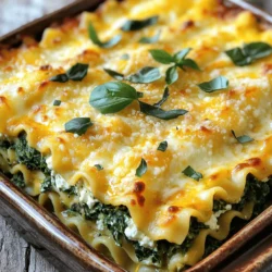 - 9 lasagna noodles - 2 cups fresh spinach, chopped - 1 cup ricotta cheese - 1 cup mozzarella cheese, shredded - 1 cup parmesan cheese, grated - 1 egg - 1 teaspoon garlic powder - 1 teaspoon dried oregano - Salt and pepper to taste - 2 cups marinara sauce - 1 tablespoon olive oil - Fresh basil for garnish (optional) Gathering the right ingredients is key to making a great spinach ricotta lasagna. You want fresh spinach for a vibrant taste. Ricotta cheese gives a creamy texture. Mozzarella and parmesan add richness and flavor. - Large mixing bowl - Baking dish - Aluminum foil - Pot for boiling noodles - Slotted spoon or colander Using the best tools makes cooking easier. A good baking dish helps with even cooking. Aluminum foil keeps the lasagna moist while baking. - Servings: 6 - Calories per serving: 380 - Protein: 20g - Carbohydrates: 40g - Fat: 18g This dish packs a good amount of protein and fats. It's a great choice for a hearty meal. The balance of flavors and nutrients makes it satisfying. First, preheat your oven to 375°F (190°C). This step is key for cooking. While the oven warms up, get a pot of water boiling. Cook 9 lasagna noodles according to the package directions. Aim for al dente, which means they should still be firm. Once cooked, drain the noodles and set them aside. This helps them stay intact for layering. In a large bowl, mix together 1 cup of ricotta cheese and 2 cups of chopped fresh spinach. You want to stir until smooth. Add 1 egg, 1 teaspoon of garlic powder, 1 teaspoon of dried oregano, and some salt and pepper. Stir again until you have a nice mixture. This blend gives the lasagna its rich flavor. Start by spreading a thin layer of marinara sauce on the bottom of your baking dish. This prevents sticking. Lay 3 noodles over the sauce. Next, spread half of your ricotta-spinach mixture over the noodles. Follow that with another layer of marinara sauce and a sprinkle of 1 cup of shredded mozzarella cheese. Repeat this process one more time. For the final layer, place the last 3 noodles on top. Cover with the remaining marinara sauce, then add a generous layer of mozzarella and 1 cup of grated parmesan cheese. Drizzle 1 tablespoon of olive oil over the cheese. This adds extra richness. Cover the dish with aluminum foil and bake for 25 minutes. Afterward, remove the foil and bake for another 15 minutes. You want the cheese to be bubbling and golden brown. Let the lasagna cool for 10 minutes before slicing. Enjoy your hearty and flavorful meal! To keep your lasagna from getting soggy, use less sauce in each layer. A little goes a long way. Spread a thin layer of marinara sauce at the bottom. This helps the noodles cook well. Cook the noodles al dente, so they stay firm when baked. Drain the noodles well and let them cool slightly before layering. This prevents extra moisture from seeping in. For a rich flavor, I love using ricotta, mozzarella, and parmesan. Ricotta gives a creamy texture. Mozzarella melts beautifully and adds stretch. Parmesan adds a nice sharpness. You can also try other cheeses like fontina or goat cheese. Mix and match for unique flavors. Just remember to use high-quality cheeses for the best taste. Cooking time is key to a perfect lasagna. Bake covered for the first 25 minutes to steam the layers. This helps the noodles cook through. After 25 minutes, remove the foil to let the cheese brown. Bake until the cheese is bubbling and golden. This usually takes another 15 minutes. Let it cool for 10 minutes before slicing. This helps the layers set and makes serving easier. {{image_2}} You can swap some ingredients in this lasagna. Instead of ricotta, try cottage cheese. It gives a similar texture but with a lighter taste. For a twist, use goat cheese for a tangy flavor. If you want less dairy, use almond milk cheese. It melts well and makes the dish creamy. To make this dish vegan, omit the egg and use a vegan ricotta. You can blend tofu with lemon juice and nutritional yeast for a tasty option. Be sure to check your marinara sauce, as some brands add cheese. Choose a sauce that is plant-based to keep it vegan. You can boost nutrition by adding more veggies. Try diced zucchini, bell peppers, or mushrooms. Spinach pairs well with these additions. If you want protein, add cooked lentils or crumbled tempeh. You could also layer in some shredded chicken for a heartier meal. These changes keep the dish interesting and tasty! After enjoying your Spinach Ricotta Lasagna, store leftovers in an airtight container. This helps keep it fresh. Place the lasagna in the fridge if you plan to eat it in a few days. It will stay good for about 3 to 5 days. Make sure to cover it well to avoid drying out. You can freeze leftover lasagna for later. First, let it cool completely to room temperature. Cut it into portions for easy use. Wrap each piece tightly in plastic wrap, and then place it in a freezer bag. Label the bag with the date. Frozen lasagna can last up to 3 months. When you crave it, simply thaw it in the fridge overnight before reheating. Reheating your lasagna is easy. For the best results, use the oven. Preheat it to 350°F (175°C). Place your lasagna in a baking dish and cover it with foil. Heat for about 20 minutes. This keeps the cheese from burning. If you want a bubbly top, uncover the dish for the last 5 minutes. You can also use the microwave if you are in a hurry. Just heat individual slices for about 1-2 minutes until warm. Enjoy your tasty meal! Yes, you can make Spinach Ricotta Lasagna ahead. Prepare the dish up to the baking step. Cover it well and store it in the fridge for one day. You can also freeze it for up to three months. Just thaw it overnight in the fridge before baking. This makes meal prep easier and keeps flavors fresh. Absolutely! You can make this lasagna without eggs. Replace the egg with an equal amount of ricotta cheese. You can also use a flaxseed mixture. Mix one tablespoon of flaxseed meal with three tablespoons of water. Let it sit for a few minutes until it thickens. This works great as an egg substitute. You can serve many sides with Spinach Ricotta Lasagna. A fresh green salad pairs nicely. Try a simple mix of lettuce, tomatoes, and a light dressing. Garlic bread is also a great choice. It adds crunch and flavor. For a heartier meal, serve it with roasted vegetables. These sides balance the richness of the lasagna. This blog post shared all you need to know to make Spinach Ricotta Lasagna. We discussed the key ingredients, tools, and nutrition facts. Next, I detailed step-by-step instructions to guide you through the cooking process. You learned helpful tips to enhance your lasagna and variations to fit your diet. Finally, I covered the best ways to store your leftovers and answered common questions. Cooking this dish can be fun and rewarding. Enjoy every bite of your delicious creation!